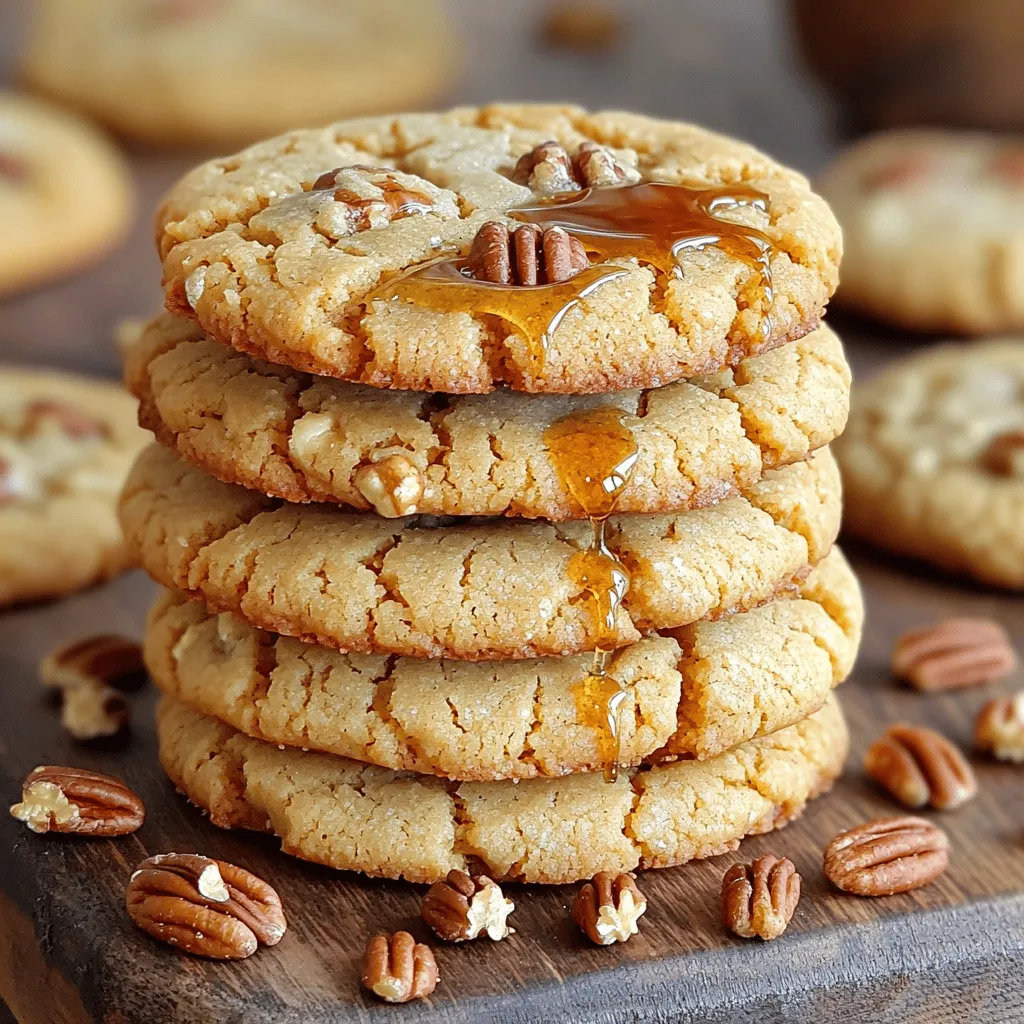 - 1 cup unsalted butter, softened - 1 cup brown sugar, packed - 1/2 cup granulated sugar - 1 large egg - 2 teaspoons pure vanilla extract - 2 1/2 cups all-purpose flour - 1 teaspoon baking soda - 1/2 teaspoon salt - 1 cup pecans, chopped and toasted - 1/4 cup maple syrup - 1/2 teaspoon cinnamon - A pinch of nutmeg Choosing the right butter Use unsalted butter for better control over salt levels. It allows you to season your cookies perfectly. Benefits of brown vs. granulated sugar Brown sugar gives cookies moisture and a slight chew. Granulated sugar makes them crisp. Using both creates a nice balance. Importance of toasting pecans Toasting pecans enhances their flavor. Just a few minutes in the oven releases their natural oils. You get a richer taste in your cookies. You can find the full recipe above to bake these tasty delights! 1. Start by preheating your oven to 350°F (175°C). This step is key for even baking. 2. Line your baking sheets with parchment paper. This helps cookies not stick. 3. In a large mixing bowl, cream together the softened butter, brown sugar, and granulated sugar. Mix until the mixture is light and fluffy. This should take about 3-5 minutes. 4. In a separate bowl, whisk together the flour, baking soda, salt, cinnamon, and nutmeg. Mixing these dry ingredients well ensures even flavor in each cookie. 1. Now, beat in the egg and vanilla extract into the creamed mixture. Ensure these are well combined. 2. Gradually add the dry mix to the wet mixture, stirring until just combined. Don’t overmix. This keeps the cookies tender. 3. Gently fold in the chopped, toasted pecans and maple syrup. This adds a nice crunch and sweet flavor. 1. Use a tablespoon or cookie scoop to drop the cookie dough onto the prepared sheets. Space them about 2 inches apart. This allows room for spreading. 2. Bake in the preheated oven for 10-12 minutes. Look for lightly golden edges, but the centers should stay soft. 3. Once done, let the cookies cool on the baking sheets for 5 minutes. After that, transfer them to a wire rack to cool completely. Enjoy your delicious Butter Pecan Cookies! You can find the full recipe for more detailed steps. To get the best texture in your Butter Pecan Cookies, you need to decide if you want them crispy or chewy. For crispy cookies, bake them a bit longer. If you prefer chewy ones, take them out when the edges are golden but the center looks soft. Adjusting sweetness is easy. If you like sweeter cookies, add more brown sugar. For less sweetness, cut back on the granulated sugar. Remember that brown sugar adds moisture and flavor. Baking times can vary based on your oven. I recommend checking your cookies at the 10-minute mark. If they look slightly golden, they are likely done. Overmixing the dough is a common mistake. This can make cookies tough. Mix just until the ingredients are combined. Ignoring the temperature of ingredients can also hurt your cookies. Make sure your butter is softened. Cold eggs can affect how well they mix. Not measuring flour correctly leads to dry cookies. Use a spoon to fill your measuring cup, then level it off. This gives you the right amount. For a perfect batch, follow these tips closely as you make your Butter Pecan Cookies. For the full recipe, check out the provided link. {{image_2}} You can make butter pecan cookies even more fun. Try adding chocolate chips for a sweet twist. The chocolate pairs well with the nutty flavor of pecans. You can also use different nuts, like walnuts or almonds. Each nut adds a unique taste and texture. If you want a holiday vibe, create a spice version. Add cloves or ginger for warmth. These spices give cookies a festive touch. You can even mix in some pumpkin spice for a cozy flavor. For those needing gluten-free options, you can swap all-purpose flour. Use almond flour or coconut flour instead. These flours keep the cookies tasty and friendly for gluten-free diets. If you follow a vegan diet, you can easily adapt this recipe. Replace butter with coconut oil and use a flax egg instead of a real egg. Just mix one tablespoon of flaxseed meal with three tablespoons of water. Let it sit for a few minutes to thicken. For a lower sugar choice, reduce the sugars in the recipe. You can also use a sugar substitute, like stevia or monk fruit. This keeps your cookies sweet without the extra calories. With these changes, you can enjoy butter pecan cookies in many ways. To keep your Butter Pecan Cookies fresh, use airtight containers. This method keeps cookies soft and chewy. Cookie tins can also work, but they may let in air. Store your cookies at room temperature. This helps maintain their texture and flavor. Avoid refrigeration unless you need them to last longer. Cold air can make cookies dry and hard. You can freeze cookie dough for later baking. To do this, scoop the dough into balls. Place them on a baking sheet to freeze for a few hours. Once solid, transfer the dough balls to a freezer bag. Label the bag with the date. For the best taste, use the dough within three months. When ready to bake, take the dough out and thaw it. Leave it in the fridge overnight or at room temperature for an hour. This helps the cookies bake evenly. Bake as you normally would for fresh cookies. Enjoy the same great taste as your freshly made Butter Pecan Cookies! If you want the full recipe, you can find it above. How to make Butter Pecan Cookies without eggs? You can use a flaxseed meal or applesauce as a substitute. Mix one tablespoon of flaxseed meal with three tablespoons of water. Let it sit for five minutes. This mix acts like one egg. For applesauce, use a quarter cup to replace one egg. Can I substitute ingredients in this recipe? Yes, you can swap brown sugar with coconut sugar for a different taste. You can also use gluten-free flour if you want a gluten-free option. Just make sure to maintain the same amounts for best results. What is the origin of Butter Pecan Cookies? These cookies come from the Southern United States. The flavor is inspired by butter pecan ice cream. They are a classic treat that many love for their nutty, buttery taste. How long do Butter Pecan Cookies last? When stored in an airtight container, these cookies can last up to one week. If you freeze them, they can last up to three months. Just make sure to let them cool completely before freezing. Can I use salted butter instead of unsalted? You can use salted butter, but it may change the cookie's flavor. If you do, reduce added salt in the recipe. This will help keep the balance right. What to do if my cookie dough is too sticky? If your dough is sticky, add a little more flour, one tablespoon at a time. Mix well until it firms up. Chill the dough for 30 minutes in the fridge to make it easier to handle. Best beverages to pair with Butter Pecan Cookies These cookies go well with coffee or tea. The warm flavors of both drinks complement the buttery, nutty taste of the cookies. Try pairing them with a glass of milk for a classic combo. Ideal serving temperature for maximum flavor Serve Butter Pecan Cookies warm or at room temperature. Warm cookies have a soft texture that enhances the flavor. Let them cool slightly after baking for the best taste experience. This blog explored the ingredients and steps for making delicious Butter Pecan Cookies. You learned about key ingredients like butter, sugars, and pecans. I shared tips for perfecting texture and avoiding common mistakes. Variations, storage methods, and answers to FAQs were covered too. Baking these cookies is a fun and rewarding experience. With these steps, you can enjoy tasty treats anytime. Happy baking!
