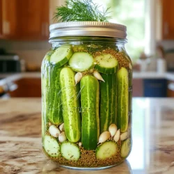 - 4 medium cucumbers - 4 cloves of garlic - 1 cup water - 1 cup distilled white vinegar - 1 tablespoon sugar - 1 tablespoon salt - 1 teaspoon mustard seeds - 1 teaspoon black peppercorns - 1 teaspoon dill seeds or fresh dill - Red pepper flakes for heat - Fresh herbs like thyme or cilantro for added flavor Garlic Dill Refrigerator Pickles are easy to make. Start with fresh cucumbers. You can slice them into spears or rounds. I like to use medium-sized cucumbers because they hold their crunch well. The garlic adds a strong flavor that pairs nicely with dill. Next, gather your spices. Mustard seeds and black peppercorns add depth. The sugar balances the tang from the vinegar. Using both white vinegar and water helps create the brine. It’s important to measure these ingredients for the best taste. If you like a kick, consider adding red pepper flakes. For a twist, try fresh herbs like thyme or cilantro. These add unique flavors that make your pickles stand out. For the full recipe, refer to the above details. Prepare to enjoy your homemade pickles as a great snack or side dish! Start by washing the cucumbers well under cold water. It is key to remove any dirt. After washing, slice the cucumbers into either spears or rounds. Spear cuts give a crunchy bite, while rounds offer a classic look. Choose the shape you like best. Grab a clean glass jar, at least one quart in size. Place the peeled and crushed garlic cloves at the bottom. Next, add the mustard seeds, black peppercorns, dill seeds, and salt. Layering these spices adds depth. Now, pack the cucumber slices tightly into the jar over the spices. This helps the flavors mix well. In a medium saucepan, mix water, distilled white vinegar, and sugar. Stir the mixture and bring it to a gentle boil. Keep stirring until the sugar dissolves fully. Once it boils, remove it from heat and let it cool for a few minutes. This step is crucial for the right brine. Carefully pour the cooled pickling brine over the cucumbers in the jar. Make sure they are fully submerged. Press down on the cucumbers gently if needed. Seal the jar tightly. Allow it to cool to room temperature before putting it in the fridge. For the best flavor, chill the pickles for at least 24 hours. You can find the full recipe at the beginning of this article. To get the best crunch from your pickles, choose the right cucumber. I like to use Kirby cucumbers. They are small and firm, which makes them perfect for pickling. If you can’t find Kirbys, look for pickling cucumbers. They hold their shape well and taste great. Fresh ingredients are key. Use cucumbers that are crisp and firm. Check for blemishes or soft spots. Fresh garlic also adds a punch to the flavor. The better the ingredients, the better the pickles. Let your pickles chill for at least 24 hours. This time allows the flavors to blend well. The longer they sit, the better they taste. I often wait two or three days for the best flavor. You can add more herbs and spices to change the taste. Try fresh dill, red pepper flakes, or even bay leaves. Experiment and find what you like best! One mistake is overpacking the jar. If you stuff too many cucumbers in, they won’t soak up the brine. Keep them snug but not forced. This way, they will absorb the flavors well. Another common error is skipping the cooling step before refrigeration. Always let the brine cool to room temp. This helps the pickles stay crisp and tasty. If you put hot brine on the cucumbers, they may become soft. {{image_2}} To make your pickles spicy, you can add fresh chili peppers or a splash of hot sauce. Slice the peppers and add them with the garlic. You can also toss in black peppercorns for an extra kick. This will give your pickles a delightful heat that pairs well with sandwiches. If you want a sweeter flavor, adjust the sugar in your brine. Try adding two tablespoons instead of one. You can also switch up the vinegar. Using apple cider vinegar can create a different taste. This sweetness balances well with the garlic and dill. For a fresh twist, use thyme, bay leaves, or cilantro. Simply add the herbs to the jar with the cucumbers. You can try different fresh herbs to see what you like best. This adds layers of flavor to your pickles and makes them unique. Using a clean glass jar is key for storing your pickles. It keeps the pickles safe and fresh. Always wash the jar with hot, soapy water. Rinse it well to remove any soap. After packing your pickles, seal the jar tightly. This helps keep air out and flavor in. Garlic dill refrigerator pickles taste best within two weeks. They can last up to a month in the fridge. Look for signs of spoilage, like bubbles or a strange smell. If you see mold, throw them away right away. Always trust your senses when it comes to food safety. Freezing pickles is an option, but it changes texture. Frozen pickles may become soft and mushy when thawed. Refrigerating keeps them crunchy and fresh. Choose refrigeration for the best taste and texture. Save freezing for when you have too many cucumbers to use at once. Garlic dill refrigerator pickles last about two months in the fridge. Store them in a clean jar with a tight lid. Keep an eye on the pickles for signs of spoilage, such as mold or off smells. If you notice any, it's best to discard them. The taste may also change over time. The brine should stay clear, and the cucumbers should remain crunchy. You can reuse pickling brine, but be cautious. If you choose to reuse it, make sure it is still clear and smells fresh. Using old brine can lead to off flavors or spoilage. You can also add fresh spices and garlic for a new batch. Just remember, the brine will be less potent than the first use. Garlic dill refrigerator pickles are great with many meals. Serve them as a crunchy side with sandwiches or burgers. They add a nice contrast to rich dishes. You can also enjoy them as a snack on their own. For a fun twist, try adding pickles to a charcuterie board. They pair well with cheese, meats, and olives. To make your pickles less salty, reduce the salt in the brine. Start with half the amount and taste as you go. You can also soak the cucumber slices in water for an hour before pickling. This helps draw out some saltiness. Another option is to add more sugar to balance the flavors. You can easily make delicious garlic dill pickles at home. We covered all the key steps, from choosing fresh ingredients to storing your pickles for the best taste. Don't forget to experiment with different flavors and spices to find your perfect mix. Follow the tips for crunchy pickles and avoid common mistakes for great results. Enjoy your tasty treats as snacks or with meals. Now, go make your first batch of pickles and savor the fresh, tangy flavors. Happy pickling!