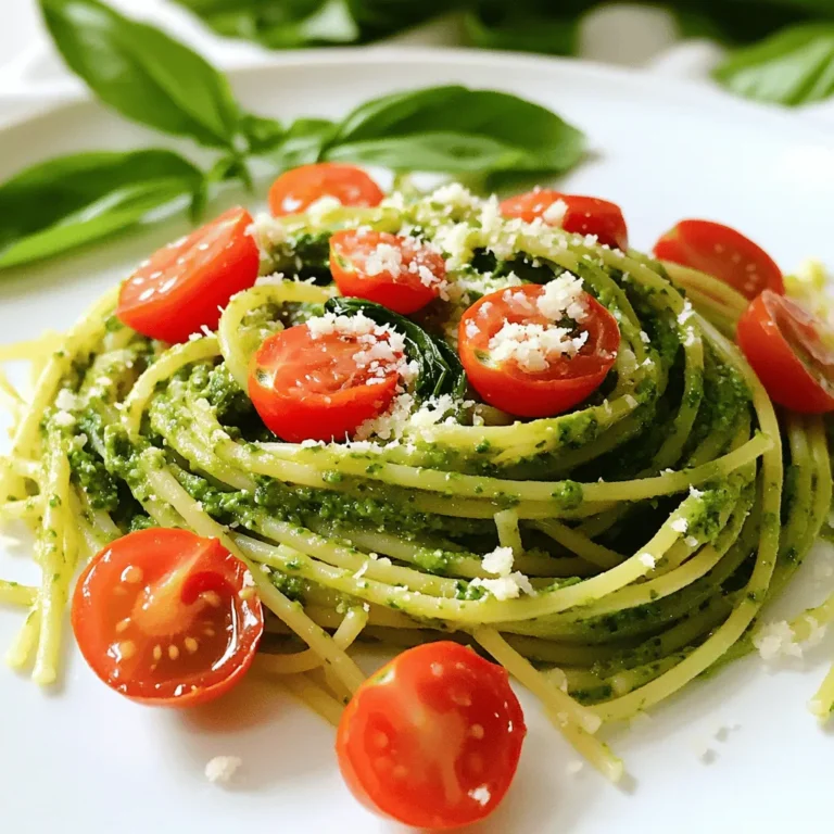 - 2 cups ramps (wild leeks), trimmed and cleaned - 1 cup fresh basil leaves - 1/2 cup nuts (walnuts or pine nuts) - 1/2 cup grated pecorino or parmesan cheese - 1/2 cup extra virgin olive oil - 1 tablespoon lemon juice - 12 oz spaghetti or your preferred pasta - Cherry tomatoes - Grated cheese for garnish To make ramp pesto pasta, start with fresh ramps. These wild leeks add a unique flavor. They taste like a mix of garlic and onion. You can find ramps in spring. They are a seasonal treat, so grab them when you can! Next, I like to add fresh basil. This herb brings a bright taste to the pesto. Nuts, like walnuts or pine nuts, give the pesto a nice crunch. They also add healthy fats. Grated pecorino or parmesan cheese adds a salty kick. Extra virgin olive oil makes the pesto smooth and rich. Lastly, a splash of lemon juice brightens the flavor. It cuts through the richness and adds freshness. For the pasta, I prefer spaghetti. It holds the pesto well, but you can use any pasta you like. If you want to dress it up, add cherry tomatoes and more cheese as a garnish. These extras not only look good but also add flavor. This combination of ingredients makes a quick, delicious meal. You can find the full recipe for ramp pesto pasta above. To start, you need to prepare salted water. Fill a large pot with water and add a good pinch of salt. Bring the water to a boil over high heat. This salt helps add flavor to your pasta. Next, cook the spaghetti. Add the spaghetti to the boiling water. Follow the package instructions until the pasta is al dente. Al dente means it should be firm but not hard. Before draining, reserve 1 cup of that starchy pasta water. You will use it later for the pesto. While the pasta cooks, it’s time to make the ramp pesto. Grab your food processor and combine the ramps, fresh basil, and nuts. You can use walnuts or pine nuts. Pulse these ingredients until they are finely chopped. Now, drizzle in the olive oil while the food processor runs. This helps blend everything into a smooth paste. Add the lemon juice for brightness. Finally, season with salt and pepper to taste. If the pesto seems too thick, add a bit of reserved pasta water to reach your desired consistency. Once your pasta is cooked and drained, return it to the pot. Add in the ramp pesto. Toss everything together to coat the pasta evenly. If the pesto is too thick, gradually add more reserved pasta water until it looks just right. Your Ramp Pesto Pasta is ready to eat! Enjoy the fresh flavors and vibrant colors. For the full recipe, check out [Full Recipe]. Adjusting flavors with lemon juice Lemon juice brightens your pesto. It adds a fresh, zesty note. Start with a tablespoon. Taste and add more if desired. Balance the flavors to your liking. Choosing the right nuts Nuts give your pesto texture and flavor. I love using walnuts or pine nuts. Walnuts bring a rich taste, while pine nuts add a sweet touch. Toasting them enhances their flavor. Importance of reserving pasta water Reserve pasta water before draining your pasta. This water is starchy and helps thicken the sauce. It also helps the pesto cling to the pasta better. Just keep a cup handy. Timing your pasta and sauce Cook the pasta and pesto at the same time. This way, the pasta is hot when you mix in the pesto. Toss them together quickly for the best flavor. Ideal presentation ideas Serve your pasta in a large bowl or plate. Top with halved cherry tomatoes for color. A sprinkle of grated cheese adds a nice touch. Pairing with wine or sides A light white wine pairs well with ramp pesto pasta. Try a crisp Sauvignon Blanc. For sides, a simple green salad works great. Enjoy the fresh flavors! You can find the full recipe for Ramp Pesto Pasta to make this a delightful weeknight meal! {{image_2}} You can easily change the herbs or greens in your ramp pesto. Try using arugula or spinach for a new taste. You can also swap the nuts. Pine nuts add a buttery flavor, while walnuts give a nice crunch. Each choice brings a unique twist to the dish. Want to make your meal heartier? Add grilled chicken or shrimp. Both pair well with the ramp pesto. For a vegetarian option, use chickpeas or tofu. They absorb flavors well and add protein without meat. You can serve this dish in different ways. For a cold pasta salad, let the pasta cool before mixing with the pesto. Add chopped veggies for more color and flavor. Another fun style is to make it creamy. Stir in some cream cheese or sour cream for a rich texture. Each method makes for a delightful meal. To keep your ramp pesto pasta fresh, store it in an airtight container. Place it in the fridge for the best results. This method keeps flavors intact. Ramp pesto can last about 3 to 5 days. If you plan to eat it later, this is a simple way to keep it tasty. You can freeze ramp pesto and cooked pasta. For pesto, use a freezer-safe container. Leave some space for expansion. It can last up to 3 months in the freezer. For cooked pasta, freeze in single portions. When ready to eat, thaw overnight in the fridge. To reheat, warm the pasta in a pan with a splash of water. This keeps it moist. For pesto, stir it into hot pasta directly. If it seems too thick, add a bit of water or olive oil for a smooth consistency. Leftover pesto can add flavor to many dishes. Use it on sandwiches or as a dip for veggies. You can also mix it with scrambled eggs for a tasty breakfast. If you have extra pasta, create a pasta salad. Toss it with fresh veggies and a bit of olive oil. This brings new life to your leftovers. You can also bake it with cheese for a comforting dish. Exploring these ideas keeps your meals fun and exciting. For the full recipe, check the Ramp Pesto Pasta section. Ramps are wild leeks that grow in spring. They have a unique taste. Ramps taste like a mix of garlic and onion. Their flavor is strong yet fresh. You can use ramps in many dishes. I love them in salads, soups, or as a simple side. They add a nice twist to any meal. Yes, you can make ramp pesto ahead of time. To keep it fresh, store it in the fridge. Use an airtight container for best results. You can also drizzle olive oil on top to seal it. This helps prevent browning. Ramp pesto will last about a week in the fridge. If you want to keep it longer, freeze it. Just thaw it in the fridge when you're ready to use it. Ramp pesto pasta goes well with many sides. I suggest serving it with roasted vegetables. Grilled asparagus or zucchini complements the flavors nicely. A simple green salad also works great. You can even serve it with crusty bread. This adds a nice texture to your meal. Absolutely! Ramp pesto is very versatile. You can spread it on sandwiches or wraps. It also makes a great dip for veggies. Try using it on pizza for a twist. You can mix it into scrambled eggs for breakfast. Its bold flavor can enhance many dishes beyond pasta. You will find many ways to enjoy ramp pesto. For a full recipe, check out the Ramp Pesto Pasta recipe above. In this post, I detailed how to make delicious ramp pesto pasta. We covered key ingredients like ramps, fresh basil, nuts, and cheese, plus how to cook the pasta. I shared tricks to perfect your pesto and offered tips on serving and storage. Ramp pesto pasta is a fun dish to make and enjoy. Experiment with flavors, ingredients, and servings. Try new variations and pairings that excite your taste buds. Enjoy your culinary adventure with ramp pesto pasta!
