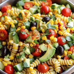 - 8 oz. rotini pasta - 1 cup cherry tomatoes, halved - 1 cup cucumbers, diced - 1/2 cup red bell pepper, chopped - 1/2 cup black olives, sliced - 1/2 cup corn kernels California Pasta Salad shines with its fresh and colorful ingredients. The rotini pasta gives a fun twist with its spiral shape. The cherry tomatoes add a burst of sweetness, while the cucumbers bring a crisp texture. Red bell peppers offer a slight crunch and a sweet flavor. Black olives introduce a savory touch, and corn kernels add a hint of sweetness. Together, these ingredients create a delightful and vibrant salad. - 1/4 cup olive oil - 2 tablespoons apple cider vinegar - 1 teaspoon garlic powder - Salt and pepper to taste The dressing for California Pasta Salad is simple yet full of flavor. Olive oil provides a rich base, while apple cider vinegar adds a tangy kick. Garlic powder gives depth without overpowering the other flavors. Salt and pepper help balance everything. This dressing brings all the salad's ingredients together in harmony. - Additional fresh herbs - Slice of avocado - Paprika For extra flair, you can add garnishes. Fresh herbs like cilantro or parsley enhance flavor and color. A slice of avocado adds creaminess and a rich taste. A sprinkle of paprika gives a pop of color and a hint of spice. These optional garnishes make your salad even more attractive and tasty. For the full recipe, check out the California Dreamin' Pasta Salad . To start, cook the rotini pasta. Boil it in a pot of water. Make sure to cook it al dente. This means it should be firm when bitten. After cooking, drain the pasta. Rinse it under cold water to stop the cooking process. This will help keep the pasta from getting mushy. Next, grab a large bowl. In this bowl, mix the cooled rotini pasta with fresh vegetables. Add in cherry tomatoes, diced cucumbers, and chopped red bell pepper. Don't forget the sliced black olives, corn, and diced avocado. Finally, toss in some finely chopped red onion and fresh herbs like cilantro or parsley. This mix will bring great color and flavor to your salad. Now it’s time to make the dressing. In a small bowl, whisk together the olive oil, apple cider vinegar, and garlic powder. Season with salt and pepper to taste. This dressing will tie all the flavors together. Once it's well mixed, pour it over your salad mixture. Gently toss everything until it is evenly coated. After tossing the salad, let it chill in the refrigerator. This step is key for the flavors to blend well. Chill it for at least 30 minutes. Before serving, taste the salad. Adjust the seasoning if needed. You can add more salt or pepper to suit your taste. Feel free to explore the [Full Recipe] for more details! - Use plenty of water and salt. This helps the pasta cook evenly. - Rinse pasta thoroughly after cooking. This keeps it from sticking together. - Allow the salad to chill for maximum flavor. Cold temperatures help blend the tastes. - Adjust the acidity with vinegar or lemon juice. This can brighten up the dish. - Serve in a large bowl with garnishes. This makes your salad inviting and pretty. - Consider using a colorful serving dish. A pop of color catches the eye and adds fun. For the complete instructions and ingredients, check the Full Recipe. {{image_2}} You can make your California Pasta Salad even better with protein. Add cooked chicken or shrimp for a heartier meal. Both options taste great and boost the salad's protein. If you want a vegetarian option, incorporate beans like black beans or chickpeas. They add texture and flavor while keeping it plant-based. Feel free to get creative with your ingredients. Substitute different pasta shapes to switch things up. Fusilli or farfalle work well too. You can also use seasonal vegetables based on what you like. Try adding roasted zucchini in summer or butternut squash in fall. This keeps the salad fresh and exciting. The dressing can change the whole vibe of your salad. Try a creamy dressing option, like ranch or a yogurt-based dressing, if you want a richer taste. You can also use fresh lemon juice instead of apple cider vinegar. This adds a nice zing and brightness to the dish. Check out the Full Recipe to get started on your delicious California Pasta Salad! To keep your California Pasta Salad fresh, use an airtight container. This method protects the salad from air and moisture. Store it in the fridge for up to 3 days. After a few days, it may lose its crispness and flavor. If you want to freeze this salad, separate the components first. Freeze the pasta and veggies in one bag. Keep the dressing in another. This way, the pasta won't get mushy. When you're ready to eat, thaw the pasta and veggies in the fridge overnight. Add the dressing just before serving for the best taste. California Pasta Salad tastes best when served chilled. If leftovers seem dry, add a splash of olive oil or vinegar. This will refresh the salad and enhance the flavor. Enjoy it as a side dish or a light meal! California Pasta Salad features vibrant and fresh ingredients. The main base is rotini pasta. It holds the dressing and pairs well with other flavors. Cherry tomatoes add a burst of sweetness. Cucumbers give a nice crunch. Red bell pepper brings a hint of sweetness and color. Black olives provide a salty bite, while corn adds a bit of sweetness. Avocado contributes creaminess. Red onion adds a sharp taste that balances the salad. Fresh herbs like cilantro or parsley enhance the flavor. You can find the full recipe [here](#). Yes, you can make California Pasta Salad ahead of time. It actually tastes better after chilling. Make it one day in advance for the best flavor. Store it in an airtight container in the fridge. This keeps it fresh and safe to eat. Just remember to toss it again before serving. If you notice the pasta has absorbed too much dressing, add a splash of olive oil. This helps restore moisture. You can get creative with your California Pasta Salad. Many people love adding protein. Cooked chicken or shrimp can make it a meal. For a vegetarian option, try chickpeas or black beans. You can also swap in seasonal veggies. Try adding roasted zucchini, bell peppers, or artichokes. Cheese is another great addition. Feta or mozzarella can bring a tasty twist. For extra flavor, sprinkle in some spices or nuts. In this blog post, I covered how to make a tasty California Pasta Salad. We went through the fresh ingredients, the easy steps to prepare it, and useful tips. Remember, chilling enhances the flavors, so don’t skip that step. With simple swaps and protein options, you can make this salad your own. Enjoy your colorful dish and share it with friends. It’s fresh, fun, and perfect for any gathering!