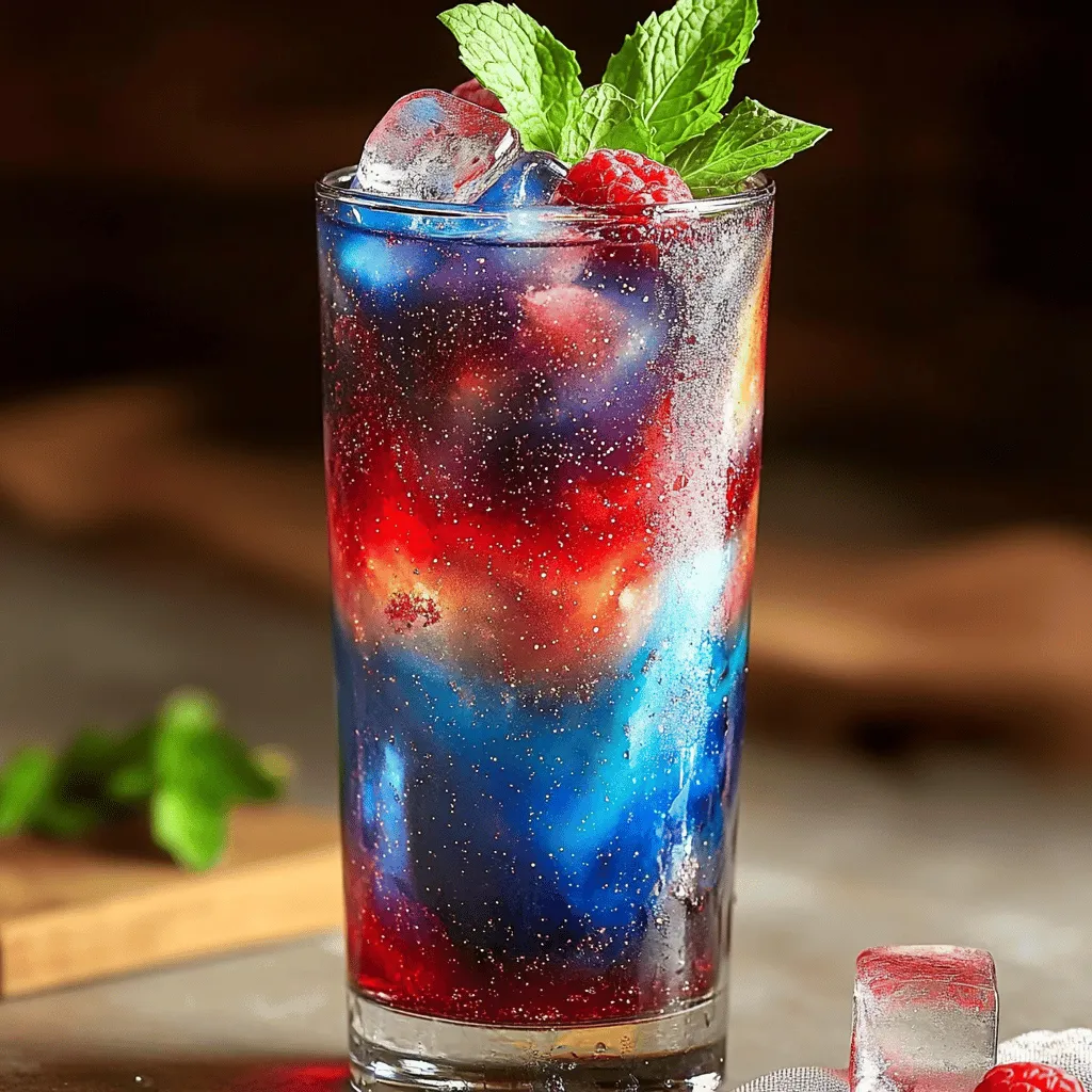 To make Galaxy Soda, gather these simple ingredients: - 1 cup sparkling water - 1/2 cup blueberries - 1/2 cup raspberries - 1/2 cup granulated sugar - 1/4 cup lemon juice - 1 teaspoon edible glitter (silver or multi-colored) - Ice cubes - Fresh mint leaves for garnish Choose fresh berries for the best flavor. Look for ripe blueberries and raspberries. They should be firm and fragrant. Fresh lemon juice is best for a bright taste. If you use bottled juice, check for added sugars or preservatives. The sparkling water should be cold and fizzy. This helps create a refreshing drink. Edible glitter should be safe for food and bright. It adds a fun touch to your drink! If you don’t have blueberries or raspberries, you can try other berries. Strawberries or blackberries work well. You can even mix different berries for a fun twist. For a sugar swap, use honey or agave syrup. Just adjust the amount to taste. If you want a sugar-free option, try a sugar substitute. You could also skip the glitter if you prefer a simpler drink. The Galaxy Soda will still taste amazing without it! 1. Start by gathering your ingredients. You need sparkling water, blueberries, raspberries, sugar, lemon juice, edible glitter, ice, and mint leaves. 2. In a small pot, mix the blueberries, raspberries, and sugar. Heat it on medium. Stir until the berries release juice and the sugar melts. This takes about five minutes. 3. Once done, take the pot off the heat. Let the berry mix cool down to room temperature. 4. Strain the mix through a fine mesh to remove seeds and skins. You want a smooth syrup. 5. In a large pitcher, combine the cooled syrup, lemon juice, and sparkling water. Stir gently to keep the bubbles. 6. Add the edible glitter and stir slowly. This makes your drink pretty and fun. 7. Fill glasses with ice cubes. Pour the galaxy soda over the ice and watch the glitter swirl. 8. Top each glass with fresh mint leaves for a nice touch. Serve right away and enjoy! - Use fresh berries for the best flavor. - Chill the sparkling water before mixing. This keeps your drink fizzy longer. - Don’t rush the cooling step. A warm syrup can affect the bubbles. - Avoid using frozen berries; they lack the fresh taste. - Don’t skip straining the syrup; seeds ruin the smooth texture. - Be careful when stirring the soda; too much force can flatten it. You can boost the taste of Galaxy Soda easily. Try adding fresh lime juice for a zesty kick. A few drops of vanilla extract can add warmth. For a tropical twist, include pineapple juice. This adds sweetness and a rich flavor. You can also use different berries, like strawberries or blackberries, to change the taste. Each fruit brings its own unique flavor. A stunning drink deserves a great look! Use clear glasses to show off the colors. Add a few whole berries to each glass. This makes the drink pop. You can rim the glasses with sugar for a sweet touch. For a fun effect, place a small piece of dry ice in each glass. This creates a misty look that will wow your guests. Don’t forget the mint leaves on top! They give a fresh scent and a nice touch. Galaxy Soda pairs well with light snacks. Try serving it with popcorn for a fun movie night. It also goes great with fruit platters, like melon and berries. Cheese and crackers work nicely too, especially with a soft cheese. If you want something savory, serve it with spicy wings. The sweetness of the soda balances the heat. Enjoy your Galaxy Soda with these tasty bites! {{image_2}} You can play with the fruit in Galaxy Soda. Berries are a great start. Try adding strawberries or blackberries for a new twist. You can also use peaches or mango for a sweeter flavor. Just chop them up and mix them into your syrup. This will create a unique taste and beautiful color. You can even use fruit juice instead of syrup. Just keep the amount of sugar in mind. Adjust it based on how sweet your fruit is. Galaxy Soda works for everyone. You can make it both non-alcoholic and alcoholic. For a fun adult drink, add vodka or rum. Just mix in one or two ounces per drink. This keeps the fruity flavor while adding a kick. If you want a fancy touch, serve it in a cocktail glass with a twist of lemon. Non-alcoholic versions are great for kids. Just keep it fruity and fun! Make Galaxy Soda special for each season or theme. For summer, add watermelon for a refreshing twist. In fall, try pumpkin spice syrup for a cozy vibe. You can also create themed drinks for parties. For a space party, use star-shaped fruit cutouts. For a holiday party, add some peppermint extract. This gives your drink a festive flair. Each season brings a chance to try new flavors and ideas. It's all about being creative and having fun! To store leftover Galaxy Soda, pour it into a sealed container. Use a glass jar or a plastic bottle. Keep it in the fridge. This helps keep it fresh and fizzy. Drink it within two days for the best taste. The main ingredients in Galaxy Soda last a while. Fresh berries stay good in the fridge for about three days. Granulated sugar has a long shelf life, lasting for years if stored well. Lemon juice can stay fresh for about one week once opened. Always check for signs of spoilage before using any ingredient. You can freeze the berry syrup for later use. Pour cooled syrup into ice cube trays. Once frozen, pop the cubes out and store them in a zip-top bag. This method keeps the syrup fresh for up to six months. When you want to use it, just thaw a few cubes and mix them into your sparkling water. This gives you a quick way to enjoy Galaxy Soda anytime! Galaxy Soda is a fun, colorful drink. It combines sparkling water with fresh berries. The drink shines with edible glitter, making it look magical. You can make it at home. The mix of sweet and tart flavors is refreshing. It's perfect for parties or special occasions. You can find Galaxy Soda at many local shops. Some stores sell it in bottles or cans. You may also spot it at cafés or special events. If you want the homemade version, follow the Full Recipe. Making it is simple and adds a personal touch. Yes, you can use sweeteners instead of sugar. Many people like to use honey or agave. You can also try stevia or other sugar substitutes. Just make sure to adjust the amount based on the sweetener. Taste as you mix to get it just right. To sum up, making Galaxy Soda is fun and simple. We covered the ingredients, quality, and substitutes to enhance your drink. The step-by-step guide helps you create it with ease, while tips and tricks make it even better. We also explored fun variations and how to store any leftovers. Remember, experiments can lead to great new flavors. Enjoy crafting your own Galaxy Soda and impress your friends!