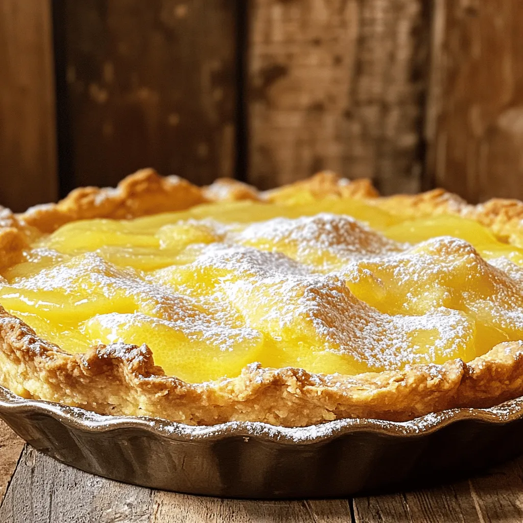 - 1 cup all-purpose flour - 1 cup granulated sugar - 1 tablespoon baking powder - 1/4 teaspoon salt - 1 cup milk - 1/2 cup unsalted butter, melted - Zest of 1 lemon - 1/2 cup fresh lemon juice - 1/4 teaspoon vanilla extract - Powdered sugar for dusting (optional) For this recipe, I use standard measuring cups. A cup is equal to 8 fluid ounces. When measuring flour, spoon it into the cup and level it off. This keeps the amount accurate. For sugar, fill the cup and pack it lightly before leveling. You can replace all-purpose flour with gluten-free flour if needed. Coconut sugar works well instead of granulated sugar for a less sweet taste. If you're out of lemon juice, try using lime juice for a fun twist. You can also add more zest for a stronger lemon flavor. If you want a richer taste, use brown butter instead of regular melted butter. For a dairy-free option, choose almond milk or oat milk. To make Magic Lemon Cobbler, start by gathering your ingredients. You will need flour, sugar, baking powder, salt, milk, butter, lemon zest, lemon juice, and vanilla extract. This recipe takes about 10 minutes to prep and 45 minutes to bake. 1. Preheat the oven: Set your oven to 350°F (175°C). 2. Grease the dish: Use butter or cooking spray on a 9x13 inch baking dish. 3. Mix dry ingredients: In a large bowl, combine the flour, sugar, baking powder, and salt. Stir until well mixed. 4. Add wet ingredients: Pour in the milk and melted butter. Whisk until the mixture is smooth. 5. Incorporate flavors: Add the lemon zest, lemon juice, and vanilla extract. Mix just until combined; it will look runny. 6. Pour into the dish: Transfer the batter into the greased dish. Spread it evenly, but it doesn’t need to be perfect. 7. Bake: Place the dish in the oven and bake for 40-45 minutes. Look for a golden top and a clean toothpick. 8. Cool slightly: Let the cobbler sit for a few minutes before serving. - Mixing: Stir gently to keep the cobbler light. Over-mixing can make it tough. - Baking: Keep an eye on the time. Oven temperatures can vary. - Cooling: Allowing it to cool helps the cobbler set and makes serving easier. For more detailed instructions, check the Full Recipe. To get that dream texture, focus on mixing. Combine dry ingredients well before adding wet ones. This helps the baking powder activate and gives rise. Your batter should be runny, and that’s okay! When it bakes, it creates a soft top and a gooey layer below. This is what makes the magic happen. Baking is all about timing and temperature. Always preheat your oven to 350°F (175°C). This helps your cobbler bake evenly. Keep an eye on the time. Bake for 40 to 45 minutes. When the top is golden brown and a toothpick comes out clean, it’s ready! If the top browns too fast, cover it with foil. Serve the cobbler warm for the best taste. Dust it with powdered sugar for a sweet touch. Pair it with a scoop of vanilla ice cream for extra delight. You can also add fresh berries on the side. This adds a lovely color and extra flavor. For a fun twist, serve it in small bowls for a family-style dessert! {{image_2}} You can change the flavor of your Magic Lemon Cobbler easily. Try adding fresh berries like blueberries or raspberries. Mix in a cup of these fruits for a fruity twist. If you like nuts, add chopped almonds or walnuts. They add a nice crunch. For a tropical flair, swap some lemon juice for lime juice. This gives the dish a zesty kick. If you need a gluten-free version, use a gluten-free flour mix. This works well and keeps the texture light. For a vegan option, replace milk with almond or oat milk. Use coconut oil instead of butter. These swaps make the dish friendly for different diets without losing taste. You can adjust flavors with the seasons. In spring, use fresh strawberries or peaches. In fall, add a pinch of cinnamon or cloves for warmth. Use orange juice and zest in winter for a citrus hit. These swaps keep the cobbler exciting all year round. Each season brings its own fresh flavors to enjoy. To keep your Magic Lemon Cobbler fresh, store it in an airtight container. Place it on the counter for up to 2 days. If you want it to last longer, refrigerate it for up to a week. Make sure to let it cool completely before sealing it. This will help keep the texture nice. When you're ready to enjoy your leftovers, preheat the oven to 350°F (175°C). Place the cobbler in an oven-safe dish. Heat it for about 10-15 minutes. This warms it up without drying it out. You can also use a microwave. Heat a slice for about 30-45 seconds, but the oven gives a better texture. If you want to save your cobbler for later, freezing works great. Cut it into slices and wrap each piece in plastic wrap. Then, place them in a freezer bag or container. Label the bag with the date. Your cobbler will stay good for about 2-3 months in the freezer. When ready to eat, let it thaw in the fridge overnight. Reheat it as mentioned above for the best taste. Magic Lemon Cobbler is a sweet dessert that mixes cake and pudding. It has a bright lemon flavor. The top forms a golden crust while the bottom stays soft and gooey. This dessert is easy to make and fun to eat. It's perfect for warm weather or any time you crave a fresh treat. Yes, you can make Magic Lemon Cobbler ahead of time. Just bake it, let it cool, and store it in the fridge. Cover it well to keep it fresh. When you're ready to serve, warm it up in the oven. This dessert tastes even better after a day in the fridge as the flavors meld. You can tell your cobbler is done when the top turns golden brown. Insert a toothpick into the center. If it comes out clean, your cobbler is ready. The edges should also pull slightly away from the sides of the dish. Keep an eye on it as it bakes, so it does not overcook. Yes, you can swap lemons for other fruits. Try limes, oranges, or even berries. Each fruit gives a different flavor. Just adjust the juice and zest amounts to match the fruit you use. Serve Magic Lemon Cobbler warm for the best taste. Add a dusting of powdered sugar on top for extra sweetness. You can also serve it with whipped cream or a scoop of vanilla ice cream. This adds a nice contrast to the tart lemon flavor. If your cobbler is too runny, it may need more baking time. Check it regularly after 40 minutes. If the top is not set, bake it longer. You can also adjust the flour in the recipe next time to help thicken it. Yes, you can make Magic Lemon Cobbler gluten-free. Use a gluten-free flour blend instead of all-purpose flour. Be sure to check that your baking powder is also gluten-free. This way, everyone can enjoy this tasty dessert! You can store leftovers in the fridge for up to 3 days. Make sure to cover the dish to keep it fresh. If you want to keep it longer, freeze it for up to a month. Just reheat it in the oven when you're ready to enjoy it again. For the full recipe, check the details above. Enjoy your baking adventure! In this article, we explored the basics of making Magic Lemon Cobbler. We covered the key ingredients, detailed step-by-step cooking instructions, and tips for the perfect texture. You learned about helpful variations and how to store your leftovers. Remember, with a few adjustments, you can make this dessert fit your diet. Enjoy the cooking process and get creative. Your Magic Lemon Cobbler will surely impress!