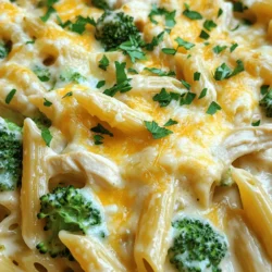 To make this Easy Chicken Alfredo Bake, you will need a few simple ingredients. Here’s the list: - 2 cups cooked pasta (penne or rotini) - 2 cups cooked chicken breast, shredded - 2 cups Alfredo sauce (store-bought or homemade) - 1 cup broccoli florets, steamed - 1 cup shredded mozzarella cheese - 1/2 cup grated Parmesan cheese - 1 teaspoon garlic powder - 1 teaspoon Italian seasoning - Salt and pepper to taste - Fresh parsley, chopped for garnish Each ingredient adds its own charm. The pasta gives a nice base, while the chicken offers protein. The Alfredo sauce makes everything creamy and rich. Broccoli brings color and a hint of health. Cheeses add that warm, melty goodness we all love. Garlic powder and Italian seasoning provide great flavor. Don’t forget the salt and pepper to balance it all out! This dish is not just for dinner; it’s perfect for a cozy gathering. You can find the Full Recipe above to ensure you gather everything you need before you start cooking. - Preheat the oven to 350°F (175°C). - In a large mixing bowl, combine: - 2 cups cooked pasta (penne or rotini) - 2 cups cooked chicken breast, shredded - 1 cup broccoli florets, steamed - 2 cups Alfredo sauce (store-bought or homemade) - Mix until all the ingredients are evenly coated. - Add: - 1 teaspoon garlic powder - 1 teaspoon Italian seasoning - Salt and pepper to taste - Stir well to combine. - Pour the mixture into a greased 9x13-inch baking dish. - Smooth out the top with a spatula. - Sprinkle: - 1 cup shredded mozzarella cheese - 1/2 cup grated Parmesan cheese - Cover the dish with aluminum foil. - Bake for 20 minutes. - Remove the foil and bake for an additional 10-15 minutes. - Look for bubbly, golden cheese. - Let the dish cool for a few minutes. - Garnish with fresh parsley. - Cut into portions for serving. For the full recipe and more details, check the Full Recipe. Enjoy your cheesy, comforting dish! - Use rotini for better sauce coverage. Rotini’s twists trap sauce well. - Opt for homemade Alfredo for richer flavor. Fresh ingredients make a big difference. - Pair with garlic bread and salad. This adds crunch and freshness to each bite. - Serve with extra Parmesan on the side. It lets everyone add their own cheesy touch. - Overcooking the pasta initially. This can make the final dish mushy and unappealing. - Not letting the dish cool before serving. Cooling helps the sauce set and makes it easier to cut. For more details, check out the Full Recipe to make this dish shine! {{image_2}} You can change the main protein in this dish. Substitute chicken with turkey or shrimp. Both options add a nice twist. You can also use whole wheat pasta for a healthier choice. This simple swap boosts fiber without losing taste. If you need to avoid gluten, use gluten-free pasta. It works well and keeps the dish tasty. For a vegan version, try plant-based Alfredo and cheese. This makes the dish creamy while keeping it dairy-free. Want some extra kick? Add red pepper flakes for heat. This small change makes a big impact. You can also include sautéed mushrooms or bell peppers. These add depth and texture to your Easy Chicken Alfredo Bake. For the full recipe, check out the details above. After you enjoy your Easy Chicken Alfredo Bake, store leftovers in an airtight container. This keeps the dish fresh for up to 3 days. When you're ready to eat, reheat it in the oven. This helps maintain the dish's creamy texture and gooey cheese. You can freeze any extra portions of your Alfredo bake. Just make sure to store them in a freezer-safe container. It will stay good for up to 3 months. When you're ready to enjoy it again, thaw the dish overnight in the fridge. This makes reheating simple and even. For the best results, reheat your Alfredo bake in the oven. This ensures the dish warms evenly. Before you put it in the oven, add a splash of milk. This step keeps the sauce creamy and delicious. It lasts up to 3 days when stored properly. To keep it fresh, place it in an airtight container. This helps prevent any odors from mixing in your fridge. Yes, you can assemble it a day before and bake when ready. This makes it great for busy days. Just cover it tightly and store it in the fridge. When you’re ready, bake it as usual. Garlic bread, side salads, or steamed vegetables are great options. Garlic bread adds a nice crunch. A simple salad brings freshness. Steamed veggies add color and nutrients. Yes, feel free to experiment with cheeses like Gouda or Fontina. Each cheese adds its own flavor twist. Mixing cheeses can make your dish even tastier. Try them out to find your favorite blend. You now have a simple and tasty Easy Chicken Alfredo Bake recipe. This dish combines pasta, chicken, and creamy Alfredo sauce for a winner meal. Remember to use fresh ingredients and follow the steps for perfect results. Don't forget the options to change ingredients based on taste or diet. Whether you make it for dinner or leftovers, it’s sure to please everyone. Enjoy your cooking and have fun creating variations that suit your family best.