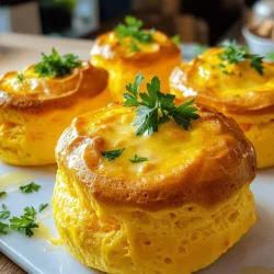 Here’s what you need to make a delicious carrot soufflé: - 4 medium-sized carrots, peeled and chopped - 3 tablespoons unsalted butter - 3 eggs, separated - 1/4 cup all-purpose flour - 1/4 cup milk - 1/4 teaspoon ground nutmeg - 1/2 teaspoon salt - 1/4 teaspoon black pepper - 1/4 cup grated Parmesan cheese (optional) - Fresh parsley for garnish Each ingredient plays a key role in creating the soufflé’s light and fluffy texture. The carrots add natural sweetness and bright color. Butter enriches the flavor, while eggs provide structure. Flour thickens the mixture, and milk adds moisture. Nutmeg gives a warm aroma, while salt and pepper enhance all the flavors. If you choose to add Parmesan cheese, it brings in a savory depth. Fresh parsley is perfect for a pop of color on top when serving. For the full details on how to combine these ingredients, check out the Full Recipe. 1. Start by boiling water in a medium pot. Add the chopped carrots. Cook them for about 15 minutes until they are tender. 2. After boiling, drain the carrots well. Let them cool for a few minutes. 3. Next, place the cooked carrots in a food processor. Puree them until you achieve a smooth texture. This will help your soufflé be light and fluffy. 1. In a large bowl, combine the carrot puree with the egg yolks. Add the milk, flour, nutmeg, salt, and pepper. Mix well to ensure everything blends nicely. 2. In another bowl, beat the egg whites. Use a mixer on high speed until stiff peaks form. This step is key for the soufflé's airy structure. 3. Carefully fold the carrot mixture into the whipped egg whites. Be gentle to keep the air bubbles intact. If you want cheese, now is the time to add it. 1. Preheat your oven to 375°F (190°C). Grease your soufflé dish or ramekins with butter. 2. Pour the soufflé mixture into the prepared dish. Fill it about three-quarters full to allow room for rising. 3. Bake for 25-30 minutes. Look for the soufflés to puff up and turn golden on top. Enjoy the delightful aroma filling your kitchen! To make a light and fluffy carrot soufflé, use room temperature ingredients. When egg whites and yolks are at room temperature, they whip better. This helps create a nice rise. Folding egg whites is key. Use a rubber spatula and gently scoop from the bottom. Turn the bowl as you fold. This keeps air in the mixture, which is crucial for a good soufflé. Watch out for overmixing the soufflé mixture. This can deflate the air bubbles you worked so hard to create. Mix just until you see no streaks. Baking at the wrong temperature can ruin your soufflé. Make sure your oven is preheated to 375°F (190°C). This ensures it rises evenly and gets that golden top. Carrot soufflé pairs well with a light salad. A simple green salad with lemon dressing complements the dish nicely. For an appealing presentation, serve it in individual ramekins. This adds a touch of elegance. Garnish with fresh parsley for a pop of color. You can find the full recipe to make this delightful dish easily. {{image_2}} You can easily change the flavor of your carrot soufflé. Adding spices like cinnamon or paprika makes a big difference. Cinnamon gives a warm sweetness, while paprika adds a mild kick. You can also play around with herbs. Fresh thyme or dill can bring a fresh taste. If you want a cheesy soufflé, mix in some grated cheese. Parmesan works well, but feel free to use your favorite. If you want to make this dish healthier, you can swap butter for oil or margarine. Olive oil gives a nice flavor while making it lighter. For those who avoid dairy, you can use plant-based milk instead of regular milk. Almond or oat milk are great options. Gluten-free cooks can use gluten-free flour to make it safe for everyone. You can serve your carrot soufflé in different ways. Using individual ramekins makes it fun and fancy. Each guest gets their own serving, which is always a hit. If you prefer, you can bake it in a large soufflé dish. It looks great on the table and is easy to share. For garnishes, fresh parsley adds a pop of color. You can also sprinkle extra cheese on top for a richer look. For the full recipe, check out the Carrot Soufflé Delight. Store leftover carrot soufflé in the fridge. Place it in an airtight container. It can last for up to three days. To reheat, warm it in the oven at 350°F (175°C). This helps maintain its light texture. Microwave reheating can make it soggy, so avoid that. You can freeze portions of the soufflé. Wrap each piece in plastic wrap. Then, place it in a freezer-safe bag. This way, it can last up to three months. For thawing, move it to the fridge overnight. Reheat it in the oven at 350°F (175°C) for best results. This keeps the soufflé fluffy and delicious. The key ingredients in carrot soufflé have different shelf lives. Fresh carrots can last up to two weeks in the fridge. Eggs should be used within three to five weeks. Check the expiration date on milk, which usually lasts about a week after opening. Flour can last up to a year if stored properly. Always check your ingredients for freshness before cooking. A soufflé is a light and fluffy dish made with a creamy base and whipped egg whites. It puffs up when baked, creating a soft texture. You start by mixing the base, which can have different flavors. Then, you fold in the whipped egg whites carefully. This method keeps the air in and makes it rise. The result is a dish that is airy and delicious. Yes, you can prepare carrot soufflé in advance. Make the soufflé mixture and store it in the fridge for up to 24 hours. When you are ready to bake, pour it into your dish and bake as directed. This way, you can serve a warm, fresh soufflé without much hassle. To make a dairy-free carrot soufflé, substitute regular milk with almond milk or oat milk. You can also use vegan butter instead of unsalted butter. These swaps keep the soufflé tasty while catering to your dietary needs. Carrots are packed with vitamins and minerals. They are rich in vitamin A, which is great for your eyes. Carrots also have antioxidants that help fight free radicals. Plus, they are low in calories, making the soufflé a healthy choice. Yes, you can make a vegan carrot soufflé without eggs. Use a flaxseed meal or chia seeds mixed with water as an egg substitute. For every egg, mix 1 tablespoon of flaxseed meal with 2.5 tablespoons of water. Allow it to sit until it forms a gel-like consistency. This method helps bind the ingredients just like eggs do. Carrot soufflé is a mix of simple steps and fresh ingredients. We covered how to prepare the carrots, mix the batter, and bake it for the perfect rise. Remember to use room temperature ingredients and avoid overmixing. You can add spices for new flavors or switch ingredients for dietary needs. Lastly, with the right storage, this dish stays delicious. Enjoy making this tasty treat, and impress your friends!