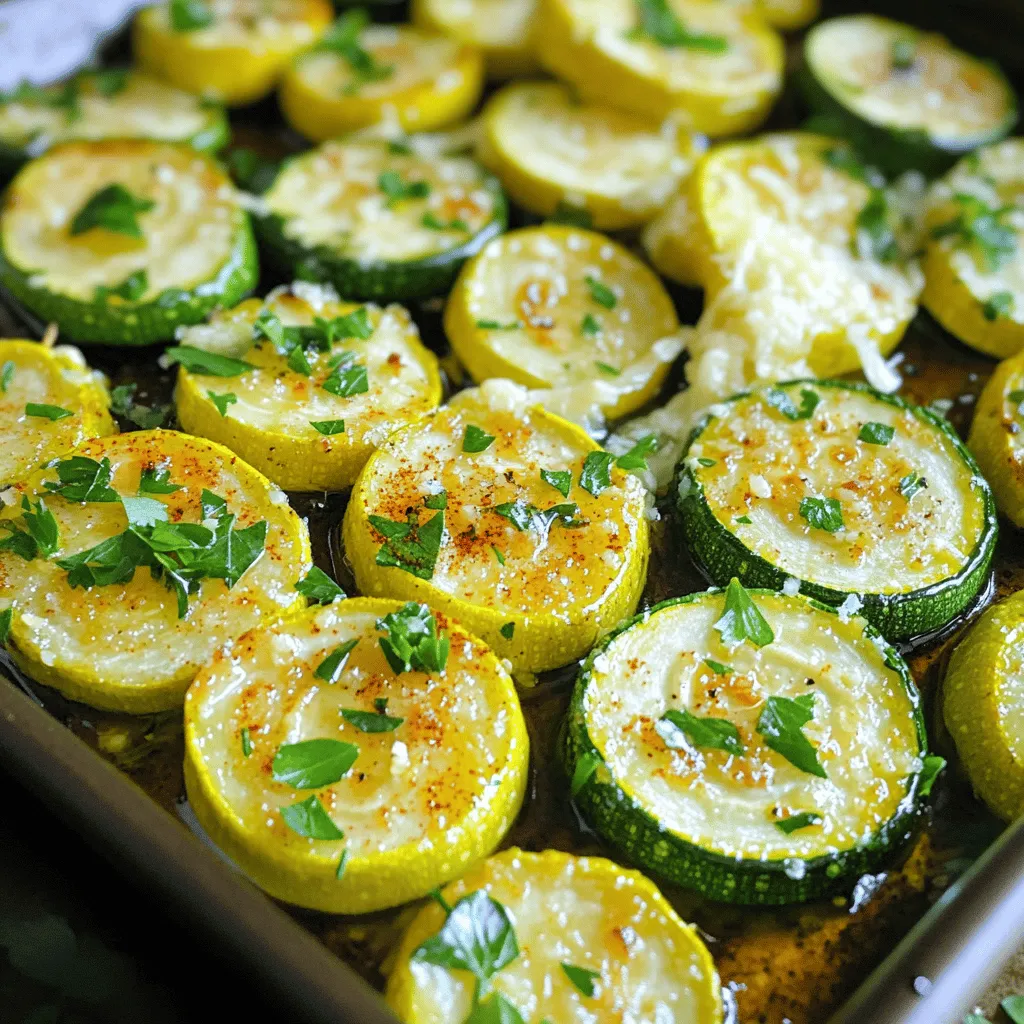 - 2 medium zucchinis, sliced into half-moons - 2 medium yellow squashes, sliced into half-moons - 3 tablespoons olive oil - 3 cloves garlic, minced - 1 teaspoon smoked paprika - 1 teaspoon dried oregano - Salt and freshly ground black pepper to taste - 1 lemon, zested and juiced - 1/4 cup grated Parmesan cheese - Fresh parsley, chopped (for garnish) Roasted zucchini and summer squash shine with simple yet bold flavors. The fresh produce brings a light crunch and a touch of sweetness. The olive oil helps the veggies caramelize, making them golden and tender. Garlic adds a savory kick that elevates the dish. Smoked paprika brings depth to the mix. It has a rich, smoky taste that transforms the vegetables. Dried oregano gives a hint of earthiness. Salt and freshly ground black pepper enhance each bite. If you want to brighten the dish, lemon zest and juice add a tart twist. For a creamy finish, sprinkle Parmesan cheese on top. Fresh parsley not only adds color but also a fresh taste. This recipe is versatile and fun! You can mix in your favorite herbs or spices. Explore different flavors and find your perfect blend. If you want the full recipe, check out the Zesty Roasted Zucchini and Summer Squash. Enjoy your cooking! - Set temperature to 425°F (220°C). - Combine zucchinis and yellow squashes in a large mixing bowl. - Add olive oil, minced garlic, smoked paprika, dried oregano, salt, and pepper. - Mix well, coating each piece of vegetable. This step adds tons of flavor! - Spread the vegetable mixture onto a baking sheet lined with parchment paper. - Make sure the pieces are in a single layer. This helps them roast evenly. - Cook for about 20-25 minutes, tossing halfway through. - Check for a nice golden color. They should be tender and sweet. - Drizzle with lemon juice, sprinkle lemon zest, and add Parmesan cheese if desired. - These fresh notes elevate the dish, making it taste bright and fresh. For the full recipe, check out the Zesty Roasted Zucchini and Summer Squash! To get the best roast, set your oven to 425°F (220°C). This heat helps the zucchini and squash brown nicely. Place your baking sheet in the center of the oven. This spot ensures even heat around your veggies. Don’t overcrowd the pan; space helps them roast, not steam. Toss them halfway through cooking for even browning. Want to kick up the flavor? Try adding cumin or coriander for warmth. A pinch of cayenne adds heat if you like spice. Fresh herbs like thyme or rosemary can give a fragrant twist. For a tangy kick, mix in some balsamic vinegar before roasting. These spices and herbs will make your roasted veggies pop! Garnish your dish for a stunning look. A sprinkle of fresh parsley adds color and freshness. For a touch of elegance, use lemon zest on top. Serve your roasted zucchini and squash on a bright plate. This makes the colors stand out. You can also drizzle a bit of olive oil for shine. A beautiful dish makes every meal feel special. Check out the Full Recipe for more tips! {{image_2}} You can roast many other vegetables with zucchini and squash. Here are some great options: - Bell peppers - Eggplant - Carrots - Red onions - Mushrooms These vegetables add more color and flavor to your dish. Each one brings a unique taste that complements zucchini and squash. To make this recipe vegan, simply leave out the Parmesan cheese. You can replace it with nutritional yeast. This will give a cheesy flavor without dairy. You can also try adding tahini or a sprinkle of cashew cheese. These options keep the dish rich and tasty. Seasonal herbs can bring fresh flavors to your roasted veggies. Try adding: - Fresh basil - Thyme - Rosemary - Dill These herbs enhance the taste of the dish. You can toss them in before roasting or sprinkle them on top after. For a citrus kick, add some lemon zest or orange zest just before serving. These small changes can elevate your meal. Check the Full Recipe for more tips! After you enjoy your roasted zucchini and summer squash, store any leftovers in the fridge. Use an airtight container to keep them fresh. This helps prevent them from drying out. You can store them for about 3 to 4 days. When you’re ready to eat, just take them out and reheat. To freeze your roasted zucchini and summer squash, let them cool first. Then, place them in a single layer on a baking sheet. Freeze for about 1 to 2 hours. Once frozen, transfer them to a freezer-safe bag. Make sure to remove as much air as you can. They can stay good in the freezer for up to 3 months. When you want to enjoy your leftovers, try these reheating methods: - Oven: Preheat your oven to 350°F (175°C) and bake for 10-15 minutes. This helps keep them crisp. - Microwave: Place them on a microwave-safe plate and heat for 1-2 minutes. Check every 30 seconds to avoid overcooking. - Skillet: Heat a bit of olive oil in a skillet over medium heat. Add the squash and cook for about 5 minutes, stirring often. This method helps retain their flavor and texture. For the full recipe, check the earlier sections. Roast zucchini and summer squash for 20-25 minutes. This time gives you soft, tender veggies. Check them halfway through and give them a toss. This helps them cook evenly and get a nice caramelization. Yes, you can! Try adding basil, thyme, or rosemary for a fresh twist. For heat, add red pepper flakes or chili powder. You can also mix in some lemon pepper for a zesty kick. Get creative and find what flavors you love! Roasted zucchini and squash go well with grilled chicken or fish. They also complement quinoa or brown rice nicely. For a hearty meal, serve them alongside a rich pasta dish. The flavors blend well and make a great plate. Yes, this recipe is gluten-free! All the ingredients used are safe for those avoiding gluten. Just check any optional toppings, like Parmesan cheese, to ensure they meet your needs. Enjoy this dish without worry! Roasting zucchinis and squash offers a tasty way to enjoy fresh produce. You learned how to prepare and season these vegetables for a delicious dish. Remember, you can tweak flavors, use other vegetables, and even make it vegan. Store leftovers properly to enjoy later. Explore different seasoning and pairing options to keep meals exciting. By following this guide, you'll create a colorful and flavorful addition to any table. Happy cooking!