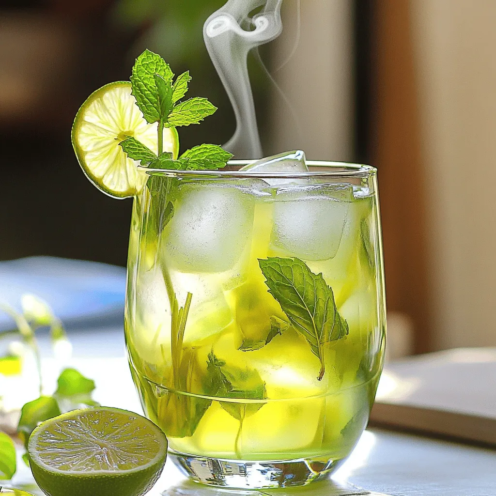 - 4 cups water - 3 green tea bags - 1 tablespoon fresh ginger, sliced - 1 stalk lemongrass, trimmed and smashed - 1-2 tablespoons honey or agave syrup (to taste) - Juice of 1 lime - Fresh mint leaves for garnish - Ice cubes What are the benefits of green tea? Green tea is rich in antioxidants. It can boost your metabolism and help with weight loss. It may also lower your risk of heart disease. What are the health advantages of ginger? Ginger helps with digestion and can ease nausea. It also has anti-inflammatory properties. This makes it great for your overall health. What are the nutritional values of lemongrass? Lemongrass is low in calories and has vitamins A and C. It may help in reducing stress and improving digestion. Where can I find fresh herbs? You can find fresh herbs at local farmers' markets or grocery stores. Look for stores with a good produce section. What are some online options for specialty items? You can order ginger and lemongrass from online grocery services. Stores like Amazon and specialty food sites offer fresh options. What tips can I use for selecting high-quality ingredients? Choose fresh, vibrant herbs with no brown spots. Smell them to check for strong aromas. This shows they are fresh and flavorful. For the complete recipe, refer to the [Full Recipe]. To make ginger lemongrass iced green tea, you need some simple tools: - A medium saucepan - A strainer - A measuring cup - A stirring spoon - Serving glasses I recommend using tall glasses to show off the lovely color of the tea. You can also use mason jars for a fun touch. 1. Simmering water with ginger and lemongrass: Start by bringing 4 cups of water to a simmer in a medium saucepan. Add 1 tablespoon of sliced ginger and 1 stalk of smashed lemongrass. Let this mix simmer for about 5 minutes. This step helps release the flavors. 2. Steeping tea bags for optimal flavor: After simmering, remove the saucepan from heat. Add 3 green tea bags and let them steep for 3 to 5 minutes. The longer you steep, the stronger the flavor. 3. Cooling and serving the tea: Once steeped, remove the tea bags and strain the tea to get rid of the ginger and lemongrass pieces. While the tea is warm, stir in 1 to 2 tablespoons of honey or agave syrup. This ensures it mixes well. Allow the tea to cool to room temperature. Add the juice of 1 lime and then refrigerate it for at least an hour. When you're ready to serve, fill your glasses with ice cubes and pour the chilled tea over the ice. Garnish with fresh mint leaves for a bright finish. - Adjusting sweetness level: You can taste the tea before serving. If you want it sweeter, simply add more honey or agave syrup. - Ensuring proper steeping times: Be careful not to steep the tea bags too long. Oversteeping can make the tea bitter. Aim for that sweet spot of 3 to 5 minutes for best flavor. For the full recipe, check out the [Full Recipe]. Enjoy the refreshing and healthy notes of this delightful drink! To add more flavor to your ginger lemongrass iced green tea, consider mixing in other herbs or fruits. Mint gives a fresh note. Basil adds a sweet twist. You can also try adding slices of cucumber or berries for a fruity touch. These additions brighten the drink and make it more fun. When sweetening your tea, honey and agave syrup are great choices. Honey adds depth and a floral note, while agave syrup is smooth and mild. Start with one tablespoon and adjust to your taste. To achieve the right strength for your tea, pay attention to steeping time. If you want a strong flavor, let the tea bags steep for five minutes. For a lighter taste, three minutes is perfect. Always taste before removing the bags. For faster cooling, place the tea in the fridge right after it reaches room temperature. You can also pour it over ice right away, but this may dilute the flavor. If you want a colder drink quickly, use ice cubes made from the tea itself. A common mistake is oversteeping the tea bags. This can make your drink bitter. Always set a timer to avoid this issue. Another mistake is not straining the tea properly. If you skip straining, you may end up with bits of ginger or lemongrass in your drink. Always use a fine mesh strainer to ensure a smooth sip. Follow these tips and tricks for the best ginger lemongrass iced green tea. Making it perfect can take your drink from good to great! For the full recipe, check out the [Full Recipe]. {{image_2}} You can swap out green tea for different types of tea. Black tea adds a bold taste. Herbal teas like chamomile or peppermint add unique flavors. Each type will change the drink's vibe. For sweeteners, honey or agave syrup work well. You can try maple syrup or stevia too. Each sweetener brings its flavor. Taste as you go to find what you like best. Think about adding seasonal fruits to your iced ginger lemongrass tea. Fresh summer berries, like strawberries or raspberries, add a nice touch. In fall, crisp apples or pears can shine in this drink. For colder months, enjoy a warm version of this tea. Simply skip the ice and keep it hot. The ginger and lemongrass will warm you right up. You can mix your iced tea with other herbal infusions. Try adding hibiscus for a fruity twist. Or, blend in some lavender for a floral note. Citrus flavors work well too. Squeeze in lemon or orange juice for a zesty kick. You can even add slices of lime or lemon for extra flavor. Each combo adds a personal touch to your drink. For the full recipe, check the earlier section. To keep your ginger lemongrass iced green tea fresh, store it in a sealed container. This protects the flavor and aroma. Homemade ginger lemongrass tea lasts about 3 to 5 days in the fridge. If you notice any changes in smell or taste, it’s best to toss it. You can freeze ginger lemongrass tea for later use. Pour the tea into ice cube trays and freeze them. These tea cubes are great for quick drinks or adding flavor to smoothies. They will last up to 6 months in the freezer. If you want to warm your iced tea, do so gently. Pour the tea into a pot and heat it on low. Avoid boiling, as it can change the taste. For the best flavor, add a little fresh ginger or lemongrass while warming. This keeps the taste bright and fresh. Ginger lemongrass iced green tea is a refreshing drink. It combines green tea, ginger, and lemongrass. This drink is popular for its bright flavor and health benefits. Green tea offers antioxidants, while ginger adds a zing. Lemongrass gives a fresh, citrusy note. Together, they create a delicious, thirst-quenching beverage perfect for hot days. Yes, you can make this tea without lemongrass. If you skip it, the flavor will change. You can use lemon zest or lemon juice instead. This substitution adds citrus flavor but lacks the herbal notes of lemongrass. Choose what you like best based on your taste. Ginger and lemongrass are safe for most people. However, some may have an allergy or sensitivity. Ginger can cause stomach upset in large amounts. Pregnant women should consult a doctor before consuming ginger. Lemongrass is generally safe but may affect those with allergies. Always listen to your body and consult a health professional if unsure. To enjoy this drink hot, make a few simple changes. Use the same ingredients but skip the ice. After steeping, pour it into your favorite mug. You can add a slice of lemon for extra flavor. This version is soothing, especially on chilly days. Try it as a comforting drink before bedtime, too! In this post, we explored how to make ginger lemongrass iced green tea. We discussed the main ingredients, their health benefits, and where to buy them. I detailed the recipe steps and shared tips to perfect your tea. Remember to experiment with flavors and avoid common mistakes. This drink is versatile and easy to store. Enjoy your refreshing tea all year round. With a few changes, you can make it fit any season. Dive into the world of ginger lemongrass tea, and enjoy its bright taste and health perks!