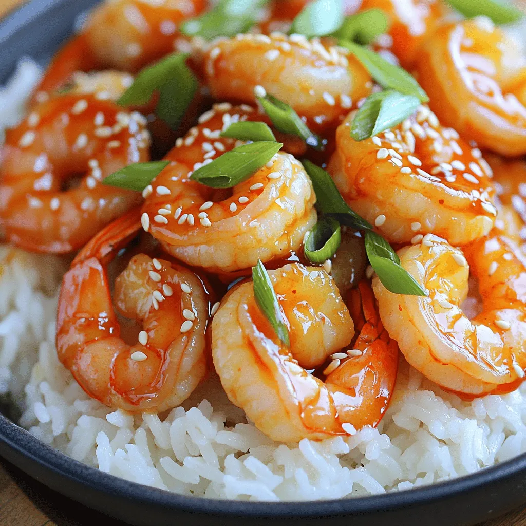 To make sweet and spicy shrimp, you need fresh ingredients. Each one adds to the flavor and makes the dish shine. Here’s what you’ll need: - Shrimp - 1 pound large shrimp, peeled and deveined - Marinade components - 2 tablespoons honey - 1 tablespoon sriracha sauce - 1 tablespoon soy sauce - 2 cloves garlic, minced - 1 teaspoon ginger, freshly grated - 2 tablespoons olive oil - Garnish options - 1 tablespoon sesame seeds - 1 green onion, finely chopped - Salt and pepper to taste These ingredients form a perfect balance of sweet and spicy. The honey brings sweetness, while sriracha adds a kick. Soy sauce gives depth, garlic adds aroma, and ginger brings warmth. The sesame seeds and green onion finish the dish with texture and color. For the full recipe, you can look at the details provided. To begin, you need to prepare the marinade. In a medium bowl, mix honey, sriracha sauce, soy sauce, minced garlic, and grated ginger. This blend creates a sweet and spicy flavor that clings to the shrimp. Next, coat the shrimp with the marinade. Add the peeled and deveined shrimp to the bowl and stir well. Make sure each shrimp gets a good coating. For the best taste, let them marinate for 15-20 minutes. This time allows the flavors to soak in. Now, it’s time to cook. Start by heating olive oil in a large skillet over medium-high heat. You want the oil hot but not smoking. Once it’s ready, add the marinated shrimp. Space them apart in the skillet to ensure they cook evenly. Cook for about 2-3 minutes on each side. You’ll know they’re done when they turn pink and opaque. Be careful not to overcook them, or they'll become tough. After cooking, add sesame seeds to the shrimp. Toss them gently to combine. Next, season with salt and pepper to taste. This step enhances the flavors. Finally, remove the skillet from heat. Garnish with chopped green onions before serving. This adds a fresh touch and makes the dish look appealing. For a complete meal, serve the shrimp over steamed rice or quinoa. Don't forget to check the Full Recipe for more details on this delightful dish! To make sweet and spicy shrimp just right, avoid overcooking. Shrimp cook fast. If you cook them too long, they get tough. Watch them closely. They need about 2-3 minutes per side. When they turn pink and opaque, they are done. How do you know when shrimp are done? Look for their color change. Raw shrimp are gray. Cooked shrimp turn pink. They also curl into a "C" shape. If they form an "O," they may be overcooked. Marination enhances flavors. Mix honey, sriracha, soy sauce, garlic, and ginger in a bowl. Add the shrimp and coat well. Let them rest for 15-20 minutes. This step helps the shrimp soak in all the tasty flavors. For plating, serve the shrimp on a big platter. A bed of steamed rice or quinoa looks great. Sprinkle extra sesame seeds and chopped green onions on top for color. Pair the shrimp with fresh veggies. Steamed broccoli, green beans, or a crisp salad work well. These sides balance the dish's sweetness and heat. Serve the shrimp hot. This dish tastes best right off the stove. It is perfect for a cozy dinner or a fun gathering with friends. Use a non-stick skillet or a well-seasoned cast iron pan. These types help cook the shrimp evenly. They also make cleanup easier. For marination, a medium bowl is best. You can use a zip-top bag too. Just make sure it seals well to keep the flavors inside. Enjoy the process and get ready for a tasty meal! {{image_2}} You can change the honey if you want. Maple syrup is a great choice. You can also use agave nectar or brown sugar. These swaps add a different flavor. For heat, sriracha is not the only option. You can try chili paste or hot sauce. Adjust the amount to match your taste. If you like it spicier, add more sauce. If you want less heat, use less. You can also add vegetables to the dish. Bell peppers and snap peas work well. Broccoli or zucchini can add a nice crunch too. Just chop them small and cook them with the shrimp. Grilling gives shrimp a smoky taste. If you use skewers, soak them in water first. This stops them from burning on the grill. Pan-frying is faster and easier. Baking sweet and spicy shrimp is another good option. Preheat your oven to 400°F. Place shrimp in a single layer on a baking sheet. Bake for about 10 minutes. Keep an eye on them to avoid overcooking. For a slow cooker, add shrimp with the marinade. Cook on low for about 2 hours. This method makes the shrimp very tender. You can mix sweet and spicy shrimp with other spices. Try adding cumin for a warm flavor. Paprika gives a nice color and taste too. Serving shrimp in tacos or wraps makes a fun meal. Use soft tortillas and top with avocado. Add some shredded cabbage for crunch. You can also combine these flavors with Asian or Latin dishes. Serve with rice or quinoa for a hearty meal. Add lime juice for a fresh twist. The options are endless and tasty! After you cook sweet and spicy shrimp, let it cool. Store the shrimp in an airtight container. Glass or plastic containers with tight lids work best. This keeps the shrimp fresh for up to three days. Always label the container with the date. This way, you know how long it’s been in the fridge. You can freeze shrimp before or after cooking. If you freeze them raw, make sure to marinate them first. Place the shrimp in a freezer bag, squeezing out as much air as you can. For cooked shrimp, let them cool first. Then, store them in freezer-safe bags. This helps keep their flavor intact. To thaw, place the bag in the fridge overnight. You can also run it under cold water for quicker thawing. To reheat shrimp, use a skillet or microwave. For the skillet, heat it on medium-low and add a little oil. Cook the shrimp for a few minutes, stirring gently. This keeps them juicy. In the microwave, use a covered dish and heat in short bursts. Avoid overcooking, which can make shrimp rubbery. Always check the shrimp’s temperature to maintain the sweet and spicy flavor. To reduce the spice, you can cut the sriracha in half. You can also add more honey. This will balance the heat and enhance the sweetness. Another option is to use mild chili sauce instead of sriracha. This gives you flavor without too much heat. Yes, you can use frozen shrimp. Just make sure to thaw them first. Place them in the fridge overnight or run them under cold water. Pat them dry before marinating. This helps the marinade stick better. I love serving sweet and spicy shrimp over rice or quinoa. You can also pair it with steamed vegetables for a fresh touch. Another great option is a simple salad. Add a light dressing to complement the shrimp's flavors. The total time is about 30 minutes. You spend 20 minutes prepping and marinating the shrimp. Cooking takes only 10 minutes. The quick cooking time keeps the shrimp tender and juicy. You can swap honey for maple syrup for a different sweet flavor. Try adding bell peppers or snap peas for extra crunch. For more heat, add red pepper flakes or use a spicier sauce. Each change can create a new twist on this dish. In this post, we explored how to make delicious sweet and spicy shrimp. We covered the ingredients, marinating steps, and cooking tips for perfect shrimp. Remember to enhance flavors and avoid overcooking. You can try different methods and swaps to make it your own. Now, it's time to enjoy your tasty dish with friends or family! Happy cooking, and don’t forget to experiment with the variations for endless fun!