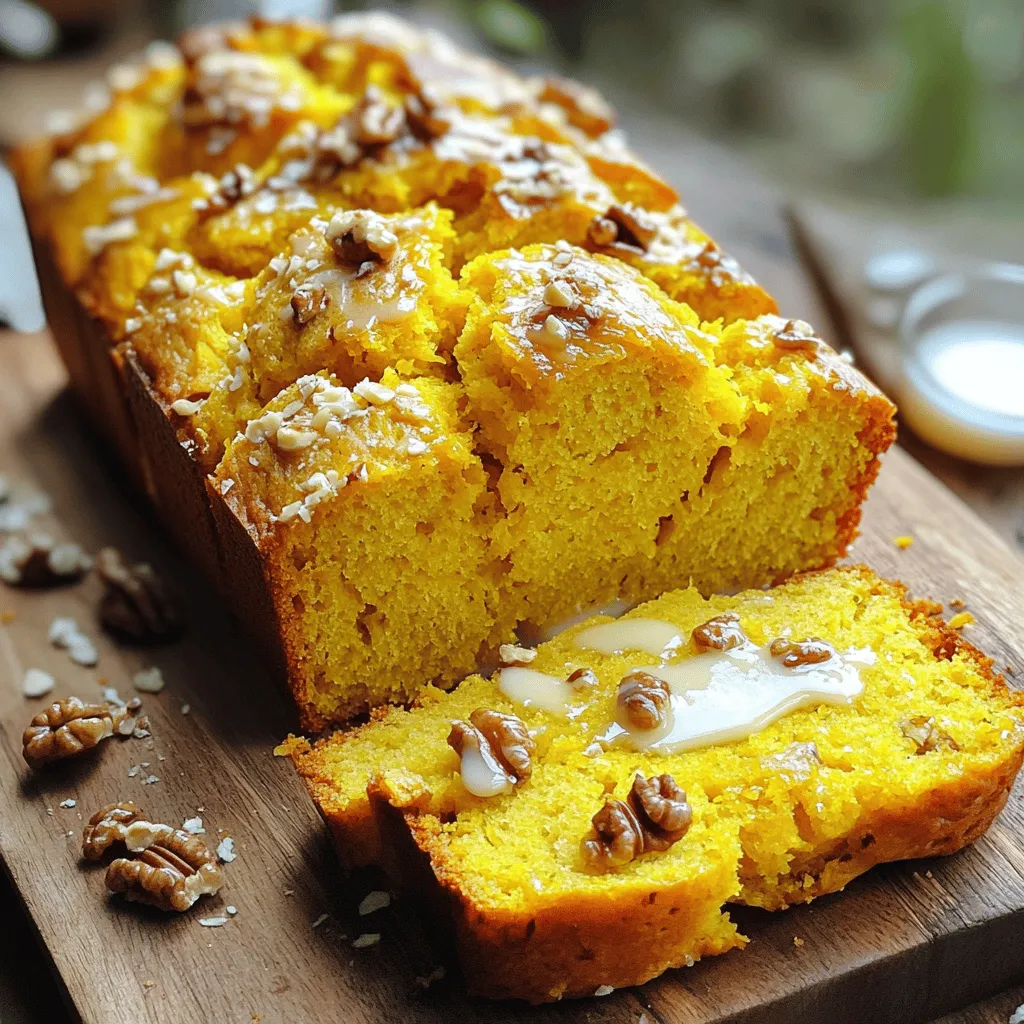 To make yellow squash bread, you will need these simple ingredients: - 2 cups grated yellow squash (about 1 medium squash) - 1 cup all-purpose flour - 1 cup whole wheat flour - 1 teaspoon baking powder - 1/2 teaspoon baking soda - 1/2 teaspoon salt - 1 teaspoon ground cinnamon - 1/2 teaspoon ground nutmeg - 1/2 cup granulated sugar - 1/2 cup brown sugar, packed - 2 large eggs - 1/3 cup vegetable oil (or melted coconut oil) - 1 teaspoon vanilla extract - 1/2 cup chopped walnuts or pecans (optional) - 1/2 cup raisins or dried cranberries (optional) You can easily swap some ingredients for other options. Here are a few ideas: - Use almond flour instead of all-purpose flour for a nutty taste. - Replace whole wheat flour with oat flour for a gluten-free choice. - Swap granulated sugar with honey or maple syrup for a natural sweetener. - If you don’t have eggs, try using applesauce or a flaxseed mix. - Use any nut or seed you like in place of walnuts or pecans. Yellow squash is not just tasty; it's also good for you! Here are some benefits: - Low in calories: Great for weight control. - High in vitamins: Packed with vitamins A and C for healthy skin. - Rich in fiber: Helps with digestion and keeps you full. - Hydrating: Contains a lot of water, keeping you refreshed. - Antioxidants: Helps protect your body from damage. With these ingredients and their benefits, you can create a dish that is both delicious and nutritious. For the full recipe, check out the detailed instructions provided earlier. To start, gather your ingredients. You will need: - 2 cups grated yellow squash (about 1 medium squash) - 1 cup all-purpose flour - 1 cup whole wheat flour - 1 teaspoon baking powder - 1/2 teaspoon baking soda - 1/2 teaspoon salt - 1 teaspoon ground cinnamon - 1/2 teaspoon ground nutmeg - 1/2 cup granulated sugar - 1/2 cup brown sugar, packed - 2 large eggs - 1/3 cup vegetable oil (or melted coconut oil) - 1 teaspoon vanilla extract - 1/2 cup chopped walnuts or pecans (optional) - 1/2 cup raisins or dried cranberries (optional) Begin by preheating your oven to 350°F (175°C). Grease a 9x5-inch loaf pan. If you prefer, line the bottom with parchment paper. Next, in a large bowl, mix the grated squash, granulated sugar, brown sugar, eggs, vegetable oil, and vanilla. Stir until everything is well combined. In another bowl, mix the all-purpose flour, whole wheat flour, baking powder, baking soda, salt, cinnamon, and nutmeg. Combine these dry ingredients evenly. Slowly add the dry mix to the wet squash mix. Stir gently until just combined. Be careful not to over-mix. If you like, fold in nuts or dried fruit at this point. Once your batter is ready, pour it into the prepared loaf pan. Smooth out the top with a spatula. Place the pan in your preheated oven. Bake for 50 to 60 minutes. To check if it's done, insert a toothpick into the center. If it comes out clean, the bread is ready. After baking, let the bread cool in the pan for about 10 minutes. Then, transfer it to a wire rack to cool completely. One common mistake is over-mixing the batter. This can make the bread tough. Mix just until you see no dry flour. Another mistake is not checking the oven temperature. An oven that’s too hot can burn the bread. Always use an oven thermometer for accuracy. Also, watch the baking time. If you take it out too soon, the center may be raw. Lastly, avoid skipping the cooling time. This helps the bread set and makes slicing easier. Follow these steps, and your yellow squash bread will be a hit! For the full recipe and more tips, refer to the complete guide. To make your yellow squash bread moist, use fresh squash. Grate it fine, then squeeze out some water. This step helps keep the bread light. Adding eggs also boosts moisture. They bind and enrich the batter. If you want extra moisture, use applesauce or yogurt. These ingredients add flavor, too. Keep an eye on baking time. Overbaking can dry out your loaf. Check with a toothpick around 50 minutes. If it comes out clean, your bread is done. Spices can make a big difference. I love to use ground cinnamon and nutmeg. These spices bring warmth and depth. You can also try adding ginger or allspice for a twist. If you like it sweet, sprinkle a little more sugar in the batter. For a savory touch, consider herbs like thyme or rosemary. They blend well with the squash. Don’t forget to taste your batter before baking. Adjust the spices to fit your preference. Having the right tools makes baking easier. A good box grater is key for shredding squash quickly. Use mixing bowls that are easy to hold and clean. A spatula helps fold in nuts or fruits smoothly. For measuring, use dry and liquid measuring cups. This ensures accuracy in your recipe. A whisk is great for blending dry ingredients without lumps. Finally, a reliable loaf pan helps create that perfect shape. If you have parchment paper, line your pan for easy removal. Check out the Full Recipe for more tips! {{image_2}} You can make yellow squash bread even better by adding nuts or seeds. Try walnuts or pecans for a nice crunch. You can also use sunflower seeds or pumpkin seeds. These add texture and nutrition. Just fold in half a cup of your choice before baking. This small change makes a big difference in taste. Adding fruits can brighten up your squash bread. You can mix in raisins or dried cranberries. They add sweetness and chewiness. For a fresh twist, try diced apples or mashed bananas. These fruits bring moisture and flavor. Just use about half a cup, and mix them into the batter. The result will be a fruity delight! If you need a gluten-free option, you can adapt the recipe easily. Substitute all-purpose flour with a gluten-free blend. Make sure it has xanthan gum for the right texture. You can also use almond flour or coconut flour. Each gives a unique flavor. Just adjust the liquid slightly, as these flours absorb moisture differently. This way, everyone can enjoy delicious yellow squash bread! For the complete recipe, check out the Full Recipe section. To keep your yellow squash bread fresh, wrap it tightly in plastic wrap. You can also use aluminum foil. Store it in a cool, dry place. If you want it to last longer, place it in the fridge. This will keep it moist and tasty for up to a week. If you want to save some bread for later, freezing works great. First, let the bread cool completely. Next, slice it into pieces. Wrap each slice in plastic wrap, then place them in a freezer bag. This way, you can take out just what you need. It can stay in the freezer for up to three months. When you're ready to enjoy your yellow squash bread, reheating is simple. For the best results, use the oven. Preheat it to 350°F (175°C). Unwrap the bread and place it on a baking sheet. Heat for about 10 to 15 minutes. You can also microwave a slice for 20 to 30 seconds. Enjoy your warm and delicious bread! Yellow squash bread can last about 3 to 5 days at room temperature. Store it in an airtight container to keep it fresh. If you want it to last longer, place it in the fridge. In the fridge, it can stay good for up to a week. Yes, you can use frozen yellow squash for this recipe. Just thaw it first and drain any excess water. This helps keep the bread from getting too wet. Frozen squash is a great option when fresh squash is not available. Yellow squash bread tastes great on its own. You can enjoy it plain or with toppings. Try spreading some butter or cream cheese on a warm slice. Adding a sprinkle of chopped nuts or a drizzle of honey can enhance the flavor. For a fun twist, pair it with a fruit jam or a scoop of ice cream. Check out the Full Recipe for more ideas! Yellow squash bread is a tasty treat that uses simple ingredients and steps. We discussed how to prepare, bake, and store this delightful bread. Remember to keep your loaf moist and flavorful by using the right tools and spices. You can also try different nuts or fruits to change things up. With these tips, you can enjoy this dish for days. Keep experimenting and sharing your results. Happy baking!