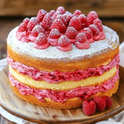 - 1 cup almond flour - 1 cup all-purpose flour - ¾ cup unsalted butter, softened - 1 cup granulated sugar - 3 large eggs The almond flour gives the cake a nice nutty taste. It also keeps the cake moist. All-purpose flour adds structure to the cake. Softened butter helps create a fluffy texture. Granulated sugar adds sweetness and helps with browning. The eggs bind everything together. - 1 cup unsalted butter, softened - 4 cups powdered sugar - ½ cup fresh raspberries (pureed) The butter in the buttercream makes it rich and creamy. Powdered sugar sweetens it and gives it that smooth finish. Fresh raspberries add a fruity flavor. Their bright color makes the cake look beautiful, too. - 1 teaspoon almond extract - 1 tablespoon lemon juice - Serving suggestions (e.g., fresh raspberries, powdered sugar) Almond extract enhances that nutty flavor. Lemon juice adds a fresh zing to the buttercream. You can serve the cake with fresh raspberries on top or dust it with powdered sugar for a lovely finish. For the full recipe, check out the detailed instructions. 1. Preheat your oven to 350°F (175°C). This step helps the cake rise well. 2. Grease and flour two 9-inch round cake pans. This prevents the cake from sticking. 3. In a bowl, whisk together the almond flour, all-purpose flour, baking powder, baking soda, and salt. Set this mix aside. 1. In a large mixing bowl, cream the softened butter and granulated sugar together until light and fluffy. This adds air to the batter. 2. Add the eggs one at a time, beating well after each addition. This helps the eggs blend in fully. 3. Mix in the vanilla and almond extracts. These flavors add depth to your cake. 4. Gradually add the dry ingredients to the wet mixture, alternating with the milk. Mix just until combined to avoid a dense cake. 1. Divide the batter evenly between the prepared cake pans. Smooth the tops for even baking. 2. Bake for 25-30 minutes. Check with a toothpick; it should come out clean when the cake is done. 3. Let the cakes cool in the pans for 10 minutes. Then turn them out onto wire racks to cool completely. 4. Meanwhile, prepare the raspberry buttercream. In a separate bowl, combine softened butter with powdered sugar using an electric mixer until well blended. 5. Add raspberry puree, lemon juice, and vanilla extract to the butter mixture. Beat on high speed until light and creamy. Adjust the consistency with more powdered sugar if needed. 6. Once the cakes are completely cool, place one layer on a serving plate. Spread a layer of raspberry buttercream on top. 7. Place the second layer on top and frost the entire cake with the remaining raspberry buttercream. Create swirls or decorative peaks as you like. For the full recipe and more details, check out the [Full Recipe]. Enjoy the process and get ready to share a delightful treat! - Ensure butter is softened properly: Softened butter blends well with sugar. It makes the cake light and fluffy. Leave your butter out for a bit before baking. - Use room temperature eggs: Cold eggs can shock the batter. Room temperature eggs mix smoothly. This helps create a better rise in your cake. - Adjusting consistency of frosting: If your buttercream is too thick, add a splash of milk. If it’s too thin, add more powdered sugar. Aim for a spreadable yet firm texture. - How to achieve decorative swirls: Use a spatula or a piping bag to create fun designs. Rotate the cake as you frost to make even swirls. Practice makes perfect! - Overmixing the batter: Mixing too long can make the cake dense. Mix just until the ingredients are combined. This keeps your cake airy and light. - Not cooling the cakes adequately: Cool your cakes completely before frosting. Frosting a warm cake can melt the buttercream. This step is key for a neat and pretty finish. For all the detailed steps, check the Full Recipe. {{image_2}} You can easily make a gluten-free almond cake. Use only almond flour or a gluten-free flour blend. This keeps the cake moist and delicious. For vegan options, replace eggs with flax eggs or applesauce. Mix one tablespoon of flaxseed meal with three tablespoons of water. Let it sit until it thickens. This works well and keeps the cake light. Want a citrus twist? Add lemon zest to the batter. This gives a fresh and bright flavor. Just one tablespoon can change the whole cake. You can also try different fruit purees. Instead of raspberries, use strawberries or blueberries. Each fruit brings its own unique taste. It’s fun to experiment with what you like best. Pair your cake with ice cream for a special treat. Vanilla or raspberry ice cream works great. The cold creaminess balances the sweet cake. Get creative with your presentation. Use fresh raspberries on top and dust with powdered sugar. You can also drizzle extra raspberry sauce around the cake for a splash of color. For the complete recipe, check out the Full Recipe section. Enjoy making your almond cake with raspberry buttercream delight! To keep your almond cake fresh, store it in an airtight container. This keeps moisture in and prevents it from drying out. If you have leftover raspberry buttercream, store it in a separate container. This will help it maintain its texture. You can also freeze the cake and frosting for longer storage. To freeze the cake, wrap each layer in plastic wrap. Then, place them in a freezer-safe bag. This protects the cake from freezer burn. For the frosting, use a clean, airtight container. You can freeze both for up to three months. The almond cake stays fresh for about three days at room temperature. If you keep it in the fridge, it lasts up to a week. When you want to enjoy a slice, you can reheat it. To reheat, use the microwave for about 15-20 seconds. This warms the cake without drying it out. If you prefer, you can heat it in the oven. Preheat the oven to 350°F (175°C), and place the cake in for about 10 minutes. This method keeps the cake moist and fluffy. When it’s time to enjoy your frozen cake, you need to thaw it safely. The best way is to move it from the freezer to the fridge. Let it thaw overnight. This method prevents it from getting soggy. If you need it quickly, you can thaw it at room temperature. Just allow it to sit for about two hours. After thawing, if the cake seems dry, you can refrost it with fresh raspberry buttercream. This adds moisture and flavor back to the cake. To make almond cake gluten-free, you can swap all-purpose flour with a gluten-free blend. Look for a blend that includes xanthan gum for better texture. You can also use only almond flour, but the cake might be denser. Yes, you can use frozen raspberries! Just thaw them first and drain any excess liquid. Puree the raspberries after thawing to keep the flavor strong. This way, your buttercream stays bright and tasty. If your buttercream gets too runny, add more powdered sugar. Start with a half cup and mix well. If it’s still not thick enough, keep adding sugar until you reach the right consistency. A thicker buttercream holds its shape better for decorating. To check if the cake is done, use a toothpick. Insert it into the center of the cake. If it comes out clean or with a few crumbs, the cake is ready. If it has wet batter on it, bake for a few more minutes. You now know how to make a delicious almond cake with raspberry buttercream. We covered key ingredients, step-by-step baking instructions, and helpful tips. Remember, you can adapt the recipe for dietary needs or add fun flavors. Storing your cake properly keeps it fresh for days. Enjoy your baking adventure and impress your friends with this tasty treat! A homemade cake is always a great way to celebrate.