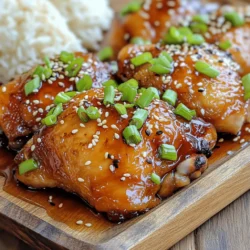 - 1.5 lbs bone-in, skin-on chicken thighs - 1/2 cup honey - 1/4 cup soy sauce (low sodium) - 4 cloves garlic, minced - 1 tablespoon fresh ginger, grated - 1 tablespoon apple cider vinegar - 1 teaspoon sesame oil - 1/2 teaspoon black pepper - 1/4 teaspoon red pepper flakes (optional) - 2 green onions, chopped (for garnish) - Sesame seeds (for garnish) To make Sticky Honey Garlic Chicken, gather these simple ingredients. First, choose 1.5 lbs of bone-in, skin-on chicken thighs. Their rich flavor pairs well with our sweet and savory sauce. Next, add 1/2 cup of honey and 1/4 cup of low-sodium soy sauce. This mix creates the base of our marinade. For flavor, include 4 cloves of minced garlic and 1 tablespoon of grated ginger. These two ingredients add warmth and zest. Don’t forget 1 tablespoon of apple cider vinegar for a slight tang. Now, let’s talk seasonings and garnishes. Use 1 teaspoon of sesame oil for a hint of nuttiness. Add 1/2 teaspoon of black pepper for depth. If you like heat, toss in 1/4 teaspoon of red pepper flakes. Finally, for presentation, chop 2 green onions and sprinkle sesame seeds on top. This adds color and crunch. With these ingredients ready, you’ll create a dish that is both tasty and beautiful. For the full recipe, check the recipe section above. Start by making the marinade. In a bowl, whisk together the honey, soy sauce, minced garlic, grated ginger, apple cider vinegar, sesame oil, black pepper, and red pepper flakes. This mix will add great flavor to the chicken. Next, grab your chicken thighs. Place them in a large ziplock bag or a dish. Pour the marinade over the chicken, making sure it covers all the pieces. Seal the bag or cover the dish. Refrigerate for 1 to 4 hours. The longer you marinate, the more flavor the chicken will soak up. Now, preheat your oven to 375°F (190°C). Remove the chicken from the marinade and place it skin-side up on a baking sheet lined with foil or parchment paper. Save the leftover marinade in a saucepan. Bake the chicken for 30 to 35 minutes. While it bakes, pour the reserved marinade into the saucepan. Bring it to a boil over medium heat. Let it simmer for about 5 to 7 minutes until it thickens to a syrupy texture. After baking, take the chicken out of the oven. Brush the thickened marinade over the chicken. Return it to the oven for another 5 minutes. This step gives the chicken a beautiful glaze. Once done, remove it from the oven and let it rest. Before serving, garnish with chopped green onions and sesame seeds. Enjoy your sticky honey garlic chicken! - For the best flavor, marinate the chicken for up to 4 hours. - Lightly score the chicken skin with a knife. This helps the marinade soak in better. - Always check the chicken's doneness with a meat thermometer. It should reach 165°F (75°C). - Line your baking sheet with foil. This makes cleaning up much easier. - Pair your sticky honey garlic chicken with steamed rice or sautéed veggies. This gives you a well-rounded meal. - Present the dish on a large platter. This makes it look even more appealing and inviting. Feel free to explore tips for more delicious ideas or visit the Full Recipe for detailed steps! {{image_2}} You can make this dish more exciting. Add crushed red pepper flakes to the marinade for heat. If you like sriracha, mix it in for a spicy kick. Just a small amount can change the flavor. Start with a little, then taste and adjust as you go. This will give your chicken a bold twist. If you want to switch things up, try using chicken breasts or drumsticks. These cuts cook well and absorb flavors nicely. They will give you a different texture but still keep the dish delicious. You can follow the same cooking times as the thighs. Just ensure they reach the right temperature for safe eating. For a vegan twist, swap chicken for tofu or tempeh. Both options soak up the marinade well. Cut them into thick slices or cubes. Adjust the cooking times. Tofu may need less time, while tempeh can take a bit longer. You’ll still get that sticky, sweet flavor that makes this dish special. For the complete cooking method and ingredients, check the Full Recipe section. After enjoying your sticky honey garlic chicken, store any leftovers in an airtight container. This keeps the chicken fresh and tasty. You can keep it in the refrigerator for up to 3 days. Make sure it cools down before sealing it up. This helps keep the texture and flavor. Want to save some for later? You can freeze the marinated chicken before cooking. It stays good for up to 2 months. Just place it in a freezer bag or container and seal it tight. When you're ready to cook, thaw it in the refrigerator overnight. This step keeps all the flavors intact. Reheating your chicken can be simple and quick. For the best results, use the oven. This method helps keep the skin crispy. Preheat your oven to 350°F (175°C) and warm the chicken for about 10-15 minutes. If you need a quicker option, you can use the microwave. Just heat it in short bursts to avoid drying it out. Enjoy your meal again! To spice up your chicken, add more red pepper flakes. You can also use a splash of chili sauce in the marinade. This will give your dish a nice kick without overpowering the sweet flavor. Yes, you can use chicken breasts or drumsticks. Both options work well in this recipe. The cooking time may change slightly, so check for doneness. I love serving this chicken with rice or noodles. A fresh salad also pairs well and adds a nice crunch. These sides help create a complete meal. The total cooking time is about 35-40 minutes. This does not include the marinating time. Marinate your chicken for at least one hour for the best flavor. For the complete recipe with detailed instructions, see the "Full Recipe" section above. You learned how to make Sticky Honey Garlic Chicken with simple steps and tasty ingredients. Marinating and cooking bring out bold flavors, and the recipe allows for easy tweaks. Remember to store leftovers well and reheat them carefully. This dish is versatile; you can adapt it to different proteins or spice levels. Enjoy making and sharing this delicious meal!