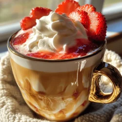 The Strawberry Coffee Latte is a fun drink that mixes coffee with fruity flavor. It's easy to make and full of taste. Here are the ingredients you need: - 1 cup brewed espresso or strong coffee - 1 cup milk (or any milk alternative) - 1/2 cup fresh strawberries, hulled and sliced - 1 tablespoon sugar or honey (adjust based on sweetness preference) - 1/4 teaspoon vanilla extract - Whipped cream (for topping) - Fresh strawberry slices (for garnish) These ingredients come together to create a delightful treat. The fresh strawberries add a sweet touch. The coffee gives it a nice kick. The milk smooths it all out. You can use any milk you like, which makes it easy to fit your taste. Using fresh strawberries is key for the best flavor. If you want to make it sweeter, adjust the sugar or honey. This drink is all about balance. You can also top it with whipped cream for extra creaminess and flavor. For the full recipe, check out the Strawberry Coffee Latte section. Enjoy making this delicious drink! To make the strawberry sauce, take a small saucepan. Add the sliced strawberries and sugar or honey. Cook over medium heat for about 5 minutes. Stir occasionally until the strawberries break down. The sauce should be thick but pourable. Once done, remove it from heat. Let it cool slightly before using. This cooling step helps the flavors blend better. While the sauce cools, focus on brewing your coffee. I recommend using espresso or a strong coffee blend. A dark roast works well for this drink. The stronger coffee will balance the sweetness of the strawberry sauce. Make sure to brew it fresh for the best taste. Next, you need to heat the milk. You can use a small saucepan or microwave. Heat it until warm, but do not let it boil. Boiling can change the flavor. If you want frothed milk, use a milk frother or whisk vigorously. This creates a nice foam that adds to the drink's texture. Keep an eye on the temperature for the best results. Now it’s time to mix everything together. In a large mug, pour the brewed coffee first. Then, add the warm milk. Stir in the cooled strawberry sauce next. Finally, add a splash of vanilla extract. Mixing in this order helps the flavors blend well. You want every sip to be delicious. To finish the drink, top it with whipped cream. Use a generous amount for creaminess. You can also add a few fresh strawberry slices on top. This adds a nice touch and makes it look pretty. Serve immediately and enjoy your unique strawberry coffee latte! To get the best flavor, balance sweetness and coffee. I recommend using a 1:1 ratio of strawberry sauce to coffee. This gives a nice fruity kick. If you like it sweeter, add more sugar or honey. Taste as you go! You can also adjust the milk. If you want a creamier drink, use whole milk or a milk alternative. For a lighter version, choose skim milk. To make this latte, you’ll need a few tools. Here’s what I suggest: - Espresso machine or coffee maker: Look for brands like Breville or Keurig for a good brew. - Milk frother: A handheld frother works well. Brands like Nespresso are great. - Small saucepan: You’ll use this for heating the milk and cooking the strawberries. Watch out for two common mistakes. First, don’t overheat the milk. Heat it until warm, not boiling. Boiling will ruin the taste. Second, be careful with coffee strength. If coffee is too strong, it can taste bitter. Use a medium roast for a smooth flavor. Enjoy making your perfect strawberry coffee latte! {{image_2}} You can easily make this drink dairy-free. Use milk alternatives like almond, soy, or oat milk. Each adds a unique twist. Almond milk gives a nutty flavor, while oat milk offers creaminess. You might want to tweak the sweetness too. Some milk alternatives are sweeter than regular milk. Adjust the sugar or honey to match your taste. Want a cold version? It's simple! Brew your coffee and let it cool. You can even brew it the night before. Once cooled, blend it with ice in a blender. For a beautiful look, layer the strawberry sauce at the bottom. Pour the coffee over it slowly. Top with whipped cream and fresh strawberries for a treat that looks great and tastes even better. You can mix up the flavors in your strawberry coffee latte. Try adding banana or a splash of coconut milk. A touch of chocolate syrup can make it extra special. If you want a stronger kick, consider adding a shot of espresso or flavored syrups like hazelnut or caramel. Each choice enhances the recipe, making it your own. For the full recipe, check back to see how to create this tasty drink! To keep your strawberry sauce fresh, store it in an airtight container. Place it in the fridge if you plan to use it within a week. This way, it stays tasty and safe to eat. If you want to keep it longer, freeze it. Pour the sauce into freezer-safe bags or containers. Make sure to remove as much air as you can. When frozen, it lasts up to three months. For milk, always check the expiration date before buying. Once opened, store it in the coldest part of your fridge. Keep the milk in its original container. This helps maintain its freshness. Avoid leaving the milk out at room temperature. It can spoil quickly. If you're unsure about its freshness, do a smell test before using it. If you have leftover strawberry sauce, you can reheat it safely. Just place it in a saucepan over low heat. Stir it often to avoid burning. If you're reheating milk, do it gently. You can use a microwave or a small pot. Heat it until warm, not boiling. This helps keep the creamy texture and taste. Enjoy your leftover strawberry coffee latte with fresh flavors! A Strawberry Coffee Latte is a tasty drink that mixes coffee with strawberry flavor. It has a smooth and fruity taste. Many enjoy it for breakfast or as an afternoon treat. You can find many versions, like adding chocolate or using different milk types. This drink offers a fun twist on traditional coffee. Yes, you can use frozen strawberries! They can change the drink's flavor and texture. Frozen strawberries often taste less fresh than fresh ones. To use them best, thaw them first. Mash them and mix with sugar to create a sauce. This will help keep the taste bright and sweet. If you don't have espresso, you can use strong brewed coffee. Any dark roast coffee works well. You may want to adjust the sweetness since brewed coffee can taste different. You can also try cold brew. Just remember to mix in the strawberry sauce and milk for a great flavor. Yes, you can easily make this recipe vegan. Swap regular milk for almond, oat, or soy milk. For sweeteners, use maple syrup or agave instead of honey. These changes keep your drink tasty while fitting a vegan diet. Vegan options can also be lower in calories and fats, making them a healthy choice. You now have a full guide to make a Strawberry Coffee Latte. We covered the ingredients, step-by-step instructions, and tips for success. Remember to adjust flavors to fit your taste. Experimenting with options like dairy-free or iced versions can make it even more fun. Store your sauce properly to enjoy it later. Enjoy crafting this delicious drink and impressing your friends with your skills! Your coffee game is about to get a tasty upgrade.