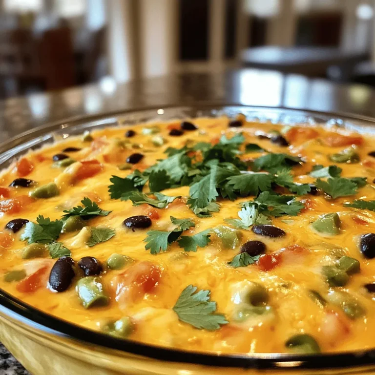 For a great Make-Ahead Tailgate Queso Dip, you need simple and tasty ingredients. This dip is creamy, cheesy, and packed with flavor. You can make it ahead of time, so it's ready when your friends arrive. Here’s what you will need to make this dip: - 1 lb Velveeta cheese, diced - 1 can (10 oz) diced tomatoes with green chilies - 1 can (15 oz) black beans, rinsed and drained - 1 cup shredded sharp cheddar cheese - 1/2 cup cream cheese, softened - 1/2 cup sour cream - 1 teaspoon garlic powder - 1 teaspoon onion powder - 1/2 teaspoon cumin - 1/2 teaspoon smoked paprika These ingredients create a rich and hearty dip that everyone will love. Want to tweak the flavor? Here are some optional ingredients you can add: - 1 jalapeño, finely chopped (for extra heat) - Fresh cilantro for garnish Feel free to mix and match these ingredients to suit your taste. You can make this dip your own! For the complete instructions, check out the Full Recipe. To start, grab a medium saucepan. Place it over medium heat. Add the diced Velveeta cheese and cream cheese. Stir often until both cheeses melt together. This should take about 5 minutes. You want a smooth mix, so be patient. Next, add the can of diced tomatoes with green chilies. Mix well to combine them fully with the cheese. Now, it’s time for the fun stuff! Toss in the black beans, shredded cheddar cheese, and sour cream. Don’t forget the garlic powder, onion powder, cumin, and smoked paprika. If you like heat, add the chopped jalapeño too. Mix until everything is smooth and creamy. Lower the heat to low. Let the dip simmer for about 10 to 15 minutes. Stir occasionally to keep it from sticking. This helps meld all the flavors together. When it's warm and bubbly, it’s ready to serve! If you want to make this ahead, let it cool, cover it, and store it in the fridge. When it’s time to enjoy, reheat it gently until warm. For a nice touch, garnish your queso dip with fresh cilantro before serving. You can find the full recipe for this delicious dip above. To make the best queso dip, use quality cheese. Velveeta melts smooth and creamy. Be sure to stir often to avoid burning. If you want more flavor, add spices like garlic powder and cumin. These spices bring warmth and depth. For a twist, try adding different cheeses. A mix of sharp cheddar and cream cheese adds richness. You can easily make this dip ahead of time. After cooking, let it cool a bit. Then, store it in an airtight container. It will stay fresh for about three days in the fridge. When you’re ready to serve, just reheat it. Use the microwave or stovetop to warm it gently. Stir often to keep it smooth. For tailgating, serve your queso dip with chips or veggies. Tortilla chips are a classic choice. You can also use sliced bell peppers or cucumbers for a healthy option. If you want to impress your friends, add toppings. Fresh cilantro, diced jalapeños, or green onions work great. They add color and extra flavor. Enjoy your dip warm and bubbly! For the full recipe, check out the recipe above. {{image_2}} If you crave heat, you can add fresh jalapeños or even serrano peppers. These peppers bring a nice kick. Another great choice is to include a dash of hot sauce. You can mix in a tablespoon or two for a tangy spice. For a smoky flavor, try adding chipotle in adobo sauce. This gives your dip a rich, deep heat that enhances the flavor. For a vegetarian twist, you can replace the meat with more beans. Use pinto or white beans to keep the protein high. You can also add corn for sweetness and color. Chopped bell peppers or spinach add freshness and texture. These options keep the dip hearty while staying meat-free. Feel free to experiment with different cheeses. Monterey Jack melts beautifully and adds creaminess. Gouda gives a unique smoky flavor that’s hard to resist. You can also stir in a bit of blue cheese for a bold taste. For extra richness, add cream cheese or sour cream. These ingredients make the dip even smoother and more luscious. For the full recipe, follow the link to ensure you get the best flavors in your make-ahead tailgate queso dip! After your tailgate party, let the queso dip cool. Pour it into an airtight container. This keeps the dip fresh and tasty. You can store it in the fridge for up to five days. If you want to keep it longer, you can freeze it. Just use a freezer-safe container. Label it with the date so you remember when you made it. When you're ready to enjoy the leftover dip, take it out of the fridge. If it's frozen, let it thaw in the fridge overnight. To reheat, you can use a microwave or stovetop. If using a microwave, heat it in 30-second bursts. Stir between each burst until it's warm. On the stovetop, place it in a saucepan over low heat. Stir often to avoid burning. Queso dip can last in the fridge for about five days. If you freeze it, it can last up to three months. Always check for signs of spoilage before eating. If it smells off or looks strange, toss it. Remember, food safety is key to enjoying your delicious dip! For the full recipe, check out the Make-Ahead Tailgate Queso Dip. Yes, you can use many types of cheese. Mixing cheeses adds depth to your dip. Try Monterey Jack for a melty texture. Pepper Jack gives a spicy kick. Goat cheese can add creaminess. Just remember to balance flavors for the best result. You can store the queso dip in the fridge for about three to four days. Make sure to keep it in an airtight container. If it looks or smells off, toss it out. Always check before serving again. Queso dip pairs well with many snacks. Here are some great options: - Tortilla chips - Fresh veggies like carrots and celery - Soft pretzels - Breadsticks - Nachos - Tacos These options make your tailgate fun and tasty! For the full recipe, check out the details above. In this article, we explored how to create the perfect queso dip using simple steps. We covered essential and optional ingredients, step-by-step instructions, and helpful tips. Customizing your dip can add unique flavors and fits many diets. Storing leftovers properly ensures your dip stays fresh. Remember, queso dip is versatile and fun for gatherings. Enjoy making this dish for your friends, and don’t hesitate to try new things. Your next queso dip can be even better with creativity!