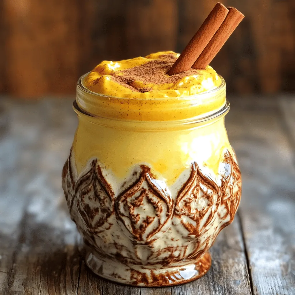 - 1 cup heavy cream - 1/2 cup milk (or dairy-free alternative) - 1/2 cup pumpkin puree - 1/4 cup maple syrup (or honey) - 1 teaspoon vanilla extract - 1 teaspoon ground cinnamon - 1/2 teaspoon ground nutmeg - 1/4 teaspoon ground ginger - Pinch of sea salt The first step in making pumpkin spice creamer is gathering your ingredients. Each one adds a special touch. Use heavy cream for a rich base. If you're dairy-free, almond or oat milk works great. Pumpkin puree gives that classic fall flavor, while maple syrup sweetens it naturally. - Dairy-free options: You can replace heavy cream with coconut cream. Use almond milk or oat milk instead of regular milk. - Sweetness alternatives: For a lower-calorie option, try stevia or monk fruit sweetener instead of maple syrup or honey. These swaps help you customize the creamer to fit your needs. - How to choose quality pumpkin puree: Look for pure pumpkin without added sugars or spices. Check the label for 100% pumpkin. - Shelf life of dairy products: Heavy cream lasts about a week after opening. Check the expiration date and smell it before use. Fresh ingredients make a big difference in flavor. Always choose the best for your pumpkin spice creamer. For the full recipe, check the instructions section. In a medium saucepan, mix these base ingredients: - 1 cup heavy cream - 1/2 cup milk (or dairy-free alternative) - 1/2 cup pumpkin puree - 1/4 cup maple syrup (or honey) Whisk them together over medium heat. Make sure the mixture is warm but not boiling. This step helps blend the flavors smoothly. Now, it's time to add flavor! Include these ingredients: - 1 teaspoon vanilla extract - 1 teaspoon ground cinnamon - 1/2 teaspoon ground nutmeg - 1/4 teaspoon ground ginger - Pinch of sea salt Whisk everything until it's fully combined. The smell will be amazing! Continue to heat the mixture gently. Let it sit for 3-5 minutes. This helps the spices release their flavors. Stir occasionally to mix well. After it heats to your liking, remove it from heat. Let it cool slightly. For a creamier texture, pour the mixture into a blender. Blend on high for 1-2 minutes until frothy. This step is optional but adds a nice touch! Now you have a rich pumpkin spice creamer ready to enjoy. You can find the full recipe for more details. To get that perfect smooth texture in your pumpkin spice creamer, focus on a few key steps. Use heavy cream as your base. It gives the best richness. Mixing with milk adds a lighter touch. Heat the mixture gently. Avoid boiling, as this can change the texture. Whisk well to keep everything combined. If you want extra creaminess, blend the cooled mix for a frothy finish. There are many fun ways to enjoy your pumpkin spice creamer. Pour it into your morning coffee or tea for a warm, cozy drink. Try it in oatmeal for a sweet start to your day. You can even use it in smoothies for a fall twist. Serve it in a cute glass jar. A sprinkle of cinnamon or a cinnamon stick adds a nice touch. Want to spice things up? Consider adding more flavors to your creamer. A dash of clove or allspice can give it a warm kick. You might also try a splash of maple extract for extra sweetness. If you love chocolate, a bit of cocoa powder pairs well too. Experiment with these flavors to find your perfect mix. For the full recipe, check out the details shared earlier! {{image_2}} You can easily make this recipe vegan. Just swap the heavy cream and milk for coconut milk or almond milk. Both options give a nice flavor and creaminess. Use a nut milk that you love for the best taste. You can keep the pumpkin puree and spices the same. This way, you still get that cozy fall flavor without dairy. If you want a stronger spice flavor, try adding more cinnamon or nutmeg. A pinch of cloves can also give it an extra kick. Just remember, a little goes a long way! Start with a small amount and taste as you go. You can also add more ginger for a spicy touch. This makes the creamer even more exciting for your coffee or tea. You can customize the sweetness of your pumpkin spice creamer too. Instead of maple syrup, try using agave, stevia, or coconut sugar. Each sweetener brings a different taste. Agave is milder, while stevia is low-calorie. If you prefer a richer flavor, coconut sugar works great. Adjust the amount to your liking and enjoy your perfect cup. For the full recipe, you can refer to the earlier section. Store your pumpkin spice creamer in a clean, airtight jar or container. Glass jars work best. They keep the flavor fresh. Make sure the lid fits tight to avoid spills. Place the jar in the fridge right after it cools. This keeps it safe and tasty. Your homemade pumpkin spice creamer lasts about one week in the fridge. After a week, check for any strange smell or look. If it seems off, toss it out. To enjoy it at its best, use it within this time frame. Shake the jar well before each use to mix the flavors. Yes, you can freeze pumpkin spice creamer! Pour it into ice cube trays for easy use. Once frozen, pop the cubes into a freezer bag. This way, you can enjoy a little fall flavor all year. To use, take out a few cubes and let them thaw in the fridge. You can also add them straight into your coffee for a chilly treat. Pumpkin spice creamer combines simple ingredients. You need: - 1 cup heavy cream - 1/2 cup milk (or dairy-free alternative) - 1/2 cup pumpkin puree - 1/4 cup maple syrup (or honey) - 1 teaspoon vanilla extract - 1 teaspoon ground cinnamon - 1/2 teaspoon ground nutmeg - 1/4 teaspoon ground ginger - Pinch of sea salt These ingredients work together to create a rich, creamy taste. The pumpkin puree gives a smooth texture and warm flavor. The spices add a cozy touch, making it perfect for fall. To make your pumpkin spice creamer thicker, focus on your base. Use more heavy cream and less milk. You can also blend your creamer longer for added air. Another tip is to heat it gently, allowing it to reduce slightly. This helps to concentrate the flavors and thicken the mix. You can find pumpkin spice creamer in many grocery stores. This seasonal item usually appears in the fall. Check the dairy or coffee section. Bigger stores may offer a few brands. You can also buy it online, either from grocery sites or specialty shops. Yes, pumpkin spice creamer is gluten-free. The main ingredients do not contain gluten. However, always check labels for specific brands. Some may add flavorings or thickeners that could contain gluten. If you have a gluten allergy, reading the label is key. Enjoy your creamer worry-free! We explored how to make delicious pumpkin spice creamer at home. You learned its key ingredients, like heavy cream and pumpkin puree, and how to customize them. We discussed tips for selecting fresh ingredients, ensured perfect creaminess, and provided storage info to keep it fresh. Now, you can enjoy a warm cup of this creamer anytime. Try different spices or dairy-free options to make it your own. Enjoy crafting your perfect blend!