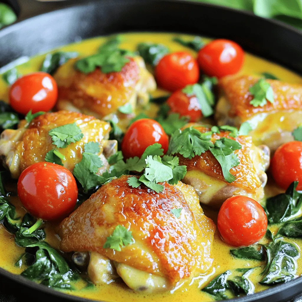 - 1.5 lbs boneless, skinless chicken thighs, cut into bite-sized pieces - 3 tablespoons unsalted butter - 4 cloves garlic, minced - 1 tablespoon ginger, grated - 1 teaspoon smoked paprika - 1 teaspoon ground cumin - 1 teaspoon turmeric - 1 teaspoon chili powder - Salt and pepper to taste - 1 can (14 oz) coconut milk - 1 tablespoon honey - 1 cup cherry tomatoes, halved - 1 cup fresh spinach, chopped - Fresh cilantro, for garnish Use a kitchen scale for chicken. This ensures the right amount. The butter should be measured in tablespoons. For spices, a standard teaspoon works well. Coconut milk comes in cans, so just grab one. Honey is easy to measure with a tablespoon. Fresh items like tomatoes and spinach can be roughly measured with a cup. If you can’t find chicken thighs, try chicken breasts. They work too but may be less juicy. Instead of coconut milk, use heavy cream for a richer taste. You can swap honey with maple syrup if you prefer. For a spicy kick, add jalapeños instead of chili powder. Fresh spinach can be replaced with kale for a different texture. Now, you’re all set to start cooking this delicious dish! For the full recipe, check it out [here](#). First, gather all your ingredients. This makes cooking smooth and fun. You need chicken thighs, butter, garlic, ginger, spices, coconut milk, honey, tomatoes, spinach, and cilantro. Make sure to cut the chicken into bite-sized pieces. This helps it cook evenly. 1. Season Chicken: Start by mixing the chicken with salt, pepper, smoked paprika, cumin, turmeric, and chili powder. Stir well to coat every piece. 2. Sauté Chicken: Heat the butter in a large skillet over medium-high heat. Once melted, add the seasoned chicken. Cook until browned all over, about 6-8 minutes. Remove the chicken and set it aside. 3. Make Sauce: In the same skillet, add minced garlic and grated ginger. Sauté for 1-2 minutes until fragrant. Then, pour in the coconut milk and honey. Stir well and let it simmer for 3-4 minutes to thicken. 4. Combine Ingredients: Lower the heat and add the chicken back to the skillet. Mix in the halved cherry tomatoes and chopped spinach. Cook on low for another 5 minutes. This lets the chicken soak up all the flavors. 5. Adjust Seasoning: Taste your sauce. If it needs more sweetness, add a bit more honey. For extra heat, sprinkle in more chili powder. 6. Serve: Once the chicken is cooked through and the sauce thickens, remove it from the heat. Garnish with fresh cilantro before serving. Serve your Texas Roadhouse Skillet Butter Chicken on a bed of rice or with warm naan. This adds a nice touch and makes it filling. You can also pair it with a crisp salad for a complete meal. Enjoy every bite of this tasty dish! For the full recipe, check out the details above. To get juicy chicken, use boneless, skinless thighs. They stay moist and tender. Cut them into bite-sized pieces for even cooking. Season them well with salt, pepper, and spices before cooking. Heat your skillet well before adding the chicken. This helps in browning the meat quickly. Cook the chicken until it’s golden brown on all sides. This usually takes about 6-8 minutes. One mistake is not seasoning the chicken enough. Make sure you coat every piece well. Another mistake is overcooking the chicken. This can make it dry. Always check that the chicken is just cooked through. Avoid adding the coconut milk too early. Let the chicken brown first, then add it for rich flavors. To boost flavors, try adding fresh herbs like cilantro or basil right before serving. You can also mix in a splash of lime juice for a zesty kick. If you love heat, increase the chili powder or add fresh peppers. Using fresh garlic and ginger makes a big difference in taste. Remember, cooking is about your taste, so adjust as you go. For the full recipe, check out the details provided. {{image_2}} If you love heat, add more chili powder or fresh jalapeños. I often use a mix of spices to boost the flavor. You can also try adding cayenne pepper for an extra kick. Another option is to use a spicy pepper sauce in the coconut milk. Adjust the spice level to match your taste. For a vegetarian twist, replace the chicken with hearty vegetables like mushrooms or cauliflower. Tofu also works well in this dish. Use the same spices to keep the flavor strong. Be sure to sauté the veggies until tender. This way, they soak up all the rich sauce. You can switch the chicken for shrimp or fish. Both cook quickly and absorb flavors well. If you choose shrimp, add them in the last few minutes of cooking. For fish, cook until flaky. Each protein brings a new taste to the skillet butter chicken. Explore different options to find your favorite! For full details on how to prepare this dish, check out the Full Recipe. To keep your Texas Roadhouse Skillet Butter Chicken fresh, store it in an airtight container. Make sure it cools down first. You can keep it in the fridge for up to four days. If you want to enjoy it later, consider freezing it. When it's time to eat your leftovers, reheat them gently. You can use a skillet over medium heat. Stir often to avoid burning. If you prefer, you can also use the microwave. Heat in short bursts, stirring between each, until hot. If you plan to freeze your Skillet Butter Chicken, do it right after it cools. Use freezer-safe containers or bags. Label them with the date to keep track. It will stay good for three months. To enjoy, thaw overnight in the fridge before reheating. For the full recipe, visit the earlier section. It takes about 30 minutes to make this dish. You spend 15 minutes prepping and 15 minutes cooking. This time lets you enjoy a tasty meal without too much wait. Yes, you can make this dish ahead of time. Cook the chicken and sauce, then cool it down. Store it in the fridge for up to 3 days. When you’re ready to eat, just heat it up. This dish pairs well with many sides. Here are some great options: - Steamed rice - Quinoa - Garlic bread - Fresh salad - Roasted vegetables These sides add flavor and balance to the meal. You can mix and match based on your taste. Enjoy! This blog post covers all you need for Texas Roadhouse Skillet Butter Chicken. We looked at ingredients, cooking steps, and even storage tips. You learned how to avoid common mistakes and enhance flavors. I shared spicy versions and vegetarian options to suit your taste. Cooking should be fun and easy. Now, go ahead and make this dish your own! Enjoy your cooking journey and make it tasty.