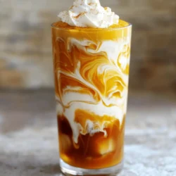 - 2 cups cold brew coffee - 1 cup heavy cream - 1/4 cup pumpkin puree - 2 tablespoons maple syrup (or to taste) - 1 teaspoon vanilla extract - 1 teaspoon pumpkin spice (plus extra for garnish) - Ice cubes - Whipped cream (optional for topping) You can swap heavy cream for coconut cream or almond milk. This works well if you want a lighter drink. If you have homemade pumpkin puree, feel free to use that instead of canned. It adds a fresh taste. For sweetness, try agave syrup or honey. Adjust the amount based on your taste. Using high-quality coffee beans makes a big difference. Fresh cold brew offers a rich taste that enhances your drink. When choosing pumpkin, pick seasonal ones for the best flavor. Fresh pumpkins are sweeter and creamier than canned versions. They bring out the true essence of fall in your drink. To make the pumpkin cream, start by mixing the heavy cream, pumpkin puree, maple syrup, vanilla extract, and pumpkin spice in a bowl. Use a hand mixer or whisk to whip the mixture. Whip until it becomes light and fluffy. This fluffy texture is key to a great drink. You want it to hold its shape without being too stiff. Now, let's build the drink. Take a tall glass and fill it with ice cubes. Pour in the cold brew coffee, leaving some space at the top. This space is for the pumpkin cream. Next, gently spoon the pumpkin cream over the cold brew. For a fun look, you can swirl it with a spoon. This creates a beautiful marbled effect. For an extra special touch, add whipped cream on top of the pumpkin cream. This adds a nice contrast and rich flavor. Finally, sprinkle some pumpkin spice on top for garnish. This gives your drink that cozy fall vibe. Enjoy your tasty Copycat Pumpkin Cream Cold Brew! To make your pumpkin cream cold brew pop, try adding spices. A pinch of nutmeg or cinnamon can deepen the flavor. You can also mix in a dash of ginger for extra warmth. Want a twist? Use flavored syrups, like caramel or hazelnut. This gives your drink a new layer of taste. Brew time matters for cold brew coffee. Aim for 12 to 24 hours for the best flavor. The longer you steep, the richer it gets. Once brewed, store it in the fridge. Use an airtight container to keep it fresh. Cold brew can last up to two weeks if stored right. You can easily customize your drink. For a vegan version, swap heavy cream for coconut cream or almond milk. These options still give a rich texture. Adjust the sweetness to your liking. If you like it sweeter, add more maple syrup or try agave nectar instead. For the full recipe, check out the details above. {{image_2}} You can change your drink by trying different coffee styles. If you prefer iced coffee, make cold brew using a strong blend. This gives you a bold taste. You can also brew espresso for a stronger flavor. Pour it over ice and add the pumpkin cream. This method adds depth. As the seasons change, so can your flavors! Try adding a splash of caramel or chocolate syrup. This can make your drink feel extra special. You can also mix in other spices like nutmeg or ginger. These flavors pair well with pumpkin. Experiment with holiday flavors like peppermint or eggnog. They can add fun to your drink! Have fun with toppings! Whipped cream is a great start. You can sprinkle cinnamon or cocoa powder on top. For a latte art effect, use a toothpick to swirl the cream. This creates pretty designs. You might also add crushed graham crackers for a crunchy touch. These little details make your drink look and taste amazing! To keep your cold brew coffee fresh, store it in a sealed container. A glass jar works best. Keep it in the fridge. Cold brew coffee stays good for about two weeks. The flavor may fade over time, so drink it sooner for the best taste. For your pumpkin cream, use an airtight container. This keeps it fresh in the fridge. It stays good for up to three days. When you're ready to use it, give it a quick whip to regain that fluffy texture. Avoid storing it at room temperature, as it may spoil quickly. Don't throw away leftover pumpkin cream! You can use it in pancakes or cakes for added flavor. If you have extra pumpkin puree, store it in the freezer. It will stay fresh for up to three months. Use it later in smoothies or soups. This way, nothing goes to waste, and you enjoy delicious flavors all season long. For the full recipe, visit the link above. To make this tasty drink, you start by mixing the pumpkin cream. Combine heavy cream, pumpkin puree, maple syrup, vanilla, and pumpkin spice in a bowl. Whip this mixture until it’s light and fluffy. Next, fill a glass with ice and pour in the cold brew coffee. Leave some space at the top for the pumpkin cream. Spoon the whipped pumpkin cream over the cold brew. You can swirl it a bit for a marbled look. For extra fun, add whipped cream on top and sprinkle pumpkin spice. Then, enjoy your homemade fall drink! You can find the full recipe in the article. Yes, you can make this drink dairy-free! For the cream, use coconut cream or almond milk. Both options will give you a rich flavor. You can also try oat milk for a creamier texture. Just make sure to adjust the sweetness to match your taste. These non-dairy options still let you enjoy the fall flavors. Cold brew coffee can last in the fridge for up to two weeks. Store it in a sealed container to keep it fresh. If you have leftover pumpkin cream, it can last about three days in the fridge. Keep it in an airtight container for the best results. Always check for freshness before using, especially if it’s been a while! This blog post covered making a delicious Pumpkin Cream Cold Brew. We discussed key ingredients like cold brew coffee, pumpkin puree, and heavy cream. I shared tips on selecting fresh ingredients and suggested fun variations. You learned about storage and how to customize your drink to fit your tastes. With these insights, you can now create tasty drinks at home. Enjoy experimenting with flavors and make it your own!
