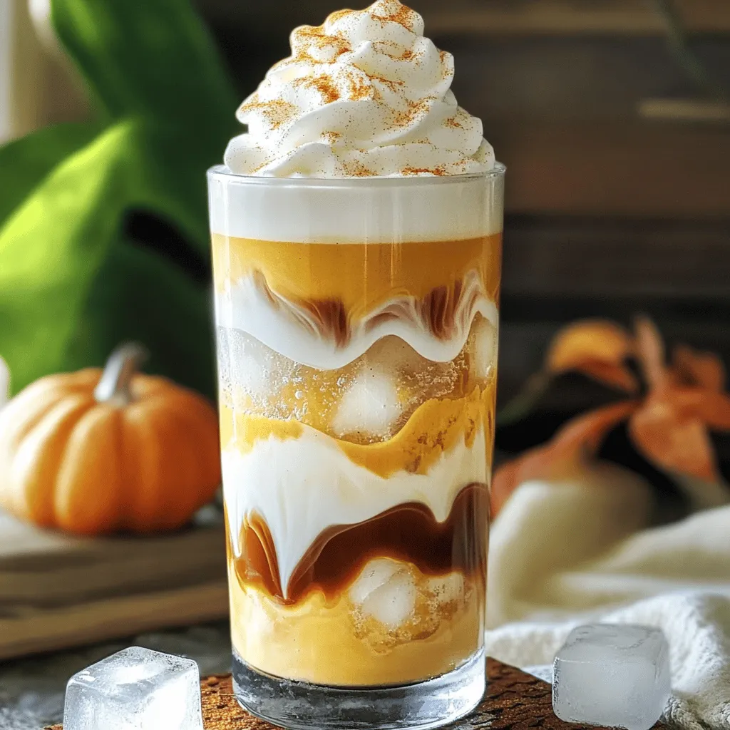 To make the best Iced Pumpkin Cream Cold Brew, you need these key ingredients: - 1 cup cold brew coffee - 1/2 cup milk (or any dairy-free alternative) - 2 tablespoons pumpkin puree - 1 tablespoon maple syrup (adjust for sweetness) - 1/2 teaspoon vanilla extract - 1/2 teaspoon pumpkin pie spice (plus extra for garnish) - Ice cubes - Whipped cream (optional for topping) These ingredients work together to create a rich and creamy drink. The cold brew coffee gives a smooth base, while the pumpkin puree adds a fall flavor. You can easily swap some ingredients for different flavors or dietary needs. For example: - Use almond milk, oat milk, or coconut milk instead of regular milk. - Substitute honey or agave syrup for maple syrup. - If you don’t have pumpkin puree, try using butternut squash puree. These changes keep the drink delicious while catering to your taste and needs. When making your Iced Pumpkin Cream Cold Brew, think about using fresh, seasonal ingredients. Look for: - Fresh pumpkin puree in the fall. It’s easy to make by roasting and blending pumpkin. - Local maple syrup, which often tastes better than store brands. - Fresh spices like nutmeg and cinnamon for added depth. Using seasonal ingredients can elevate your drink and make it even more special. You can find the full recipe above to guide you through this delightful process. To start, you need cold brew coffee. You can make it at home or buy it. If you choose to brew it, use coarsely ground coffee. Mix it with cold water and let it steep for 12 to 24 hours. After steeping, strain the coffee to remove the grounds. This yields a smooth and rich flavor. Pour the cold brew into a glass filled with ice cubes. Fill the glass about three-quarters full with cold brew. Now, let’s create the pumpkin cream. In a mixing bowl, add 2 tablespoons of pumpkin puree. Next, add 1 tablespoon of maple syrup. You can adjust this for your desired sweetness. Then, add 1/2 teaspoon of vanilla extract and 1/2 teaspoon of pumpkin pie spice. Whisk all these ingredients together until smooth. This mixture will give your drink a rich pumpkin flavor. It’s time to put everything together! Pour the cold brew coffee over the ice. Spoon the pumpkin cream mixture on top. Use a spoon to gently stir. This helps mix the flavors without losing the creaminess. Finally, froth 1/2 cup of milk and pour it over the drink. If you want, you can add whipped cream on top. Sprinkle extra pumpkin pie spice for a nice finish. Enjoy your delicious Iced Pumpkin Cream Cold Brew! Check the Full Recipe for more details. To make great cold brew, start with fresh coffee. Use coarsely ground beans for the best flavor. Mix one part coffee with four parts cold water. Let it steep in the fridge for 12 to 24 hours. After steeping, strain it with a fine mesh or cheesecloth. This gives you a smooth, rich cold brew. You can easily change this recipe to fit your needs. For a dairy-free option, use almond, oat, or coconut milk. These alternatives give a nice flavor and creaminess. Adjust the sweetness by changing the maple syrup. Add less for a light taste or more for a sweeter treat. Make your drink look as good as it tastes. Use a tall glass to show off the layers. Add ice cubes before pouring the coffee for a cool effect. Top with whipped cream and a sprinkle of pumpkin pie spice for flair. This makes it feel special, perfect for cozy fall days. {{image_2}} You can switch up the milk in your Iced Pumpkin Cream Cold Brew. If you like almond milk, it works great. Oat milk adds creaminess without dairy. Coconut milk gives a tropical twist. Use any milk you enjoy. Each type of milk changes the taste and texture just a bit. The Iced Pumpkin Cream Cold Brew is different from a Pumpkin Spice Latte. The cold brew has a smooth, rich taste. The latte is hot and creamy. Both drinks have pumpkin flavor, but they feel different. If you want a cool drink, go for the cold brew. If you prefer something warm, the latte is your choice. You can add fun flavors to your drink. Try a dash of caramel for sweetness. A hint of chocolate makes it extra rich. You can even mix in some nutmeg for a spicy kick. Seasonal flavors like chai or apple can also work well. Get creative and make the drink your own! For the full recipe, check the details in the previous sections. To store leftover cold brew, pour it into a clean glass jar. Seal the jar tightly with a lid. Keep it in the fridge for up to one week. Cold brew stays fresh and tasty this way. If you notice any off smells, it's best to toss it. The pumpkin cream mixture is best fresh. However, you can store leftovers. Place it in an airtight container. Keep it in the fridge for up to three days. Stir well before using it again. If the mixture thickens, add a splash of milk to loosen it up. You don't need to reheat cold brew coffee. It tastes great cold. If you have pumpkin cream left, you can warm it. Heat it gently on the stove over low heat. Stir often to prevent burning. Once warm, add it to your cold brew. Enjoy your drink as planned! Yes, you can. If you don't have pumpkin puree, use other flavors. Try butternut squash or sweet potato puree. These will give you a similar taste and texture. You can also use pumpkin spice instead. Just mix it with your milk or cream for a tasty twist. Definitely! You can make the Iced Pumpkin Cream Cold Brew vegan. Use a plant-based milk like almond, oat, or soy. Choose maple syrup as your sweetener. Make sure your pumpkin puree is pure and doesn't contain dairy. This way, you keep all the rich flavors without using animal products. Pumpkin season usually starts in late September and goes through November. Many coffee shops offer the Iced Pumpkin Cream Cold Brew during this time. Look for it in September, as that’s when the fall flavors start to appear. You can enjoy this drink at home anytime with the full recipe. You can find Iced Pumpkin Cream Cold Brew at many coffee shops. Big chains like Starbucks often have it. Local cafes may also offer their own versions. Check seasonal menus to see what's available. You might discover unique twists on this favorite drink at places near you. You now have all the steps to make a great Iced Pumpkin Cream Cold Brew. We covered essential and alternative ingredients, plus tips for seasonal flavors. I shared clear directions and customization options. You can impress friends with your drink presentation. Remember, you can store leftovers easily. Keep the cold brew fresh and flavorful. Try different milk types or make it vegan for a personal touch. Enjoy every sip of this fall favorite!