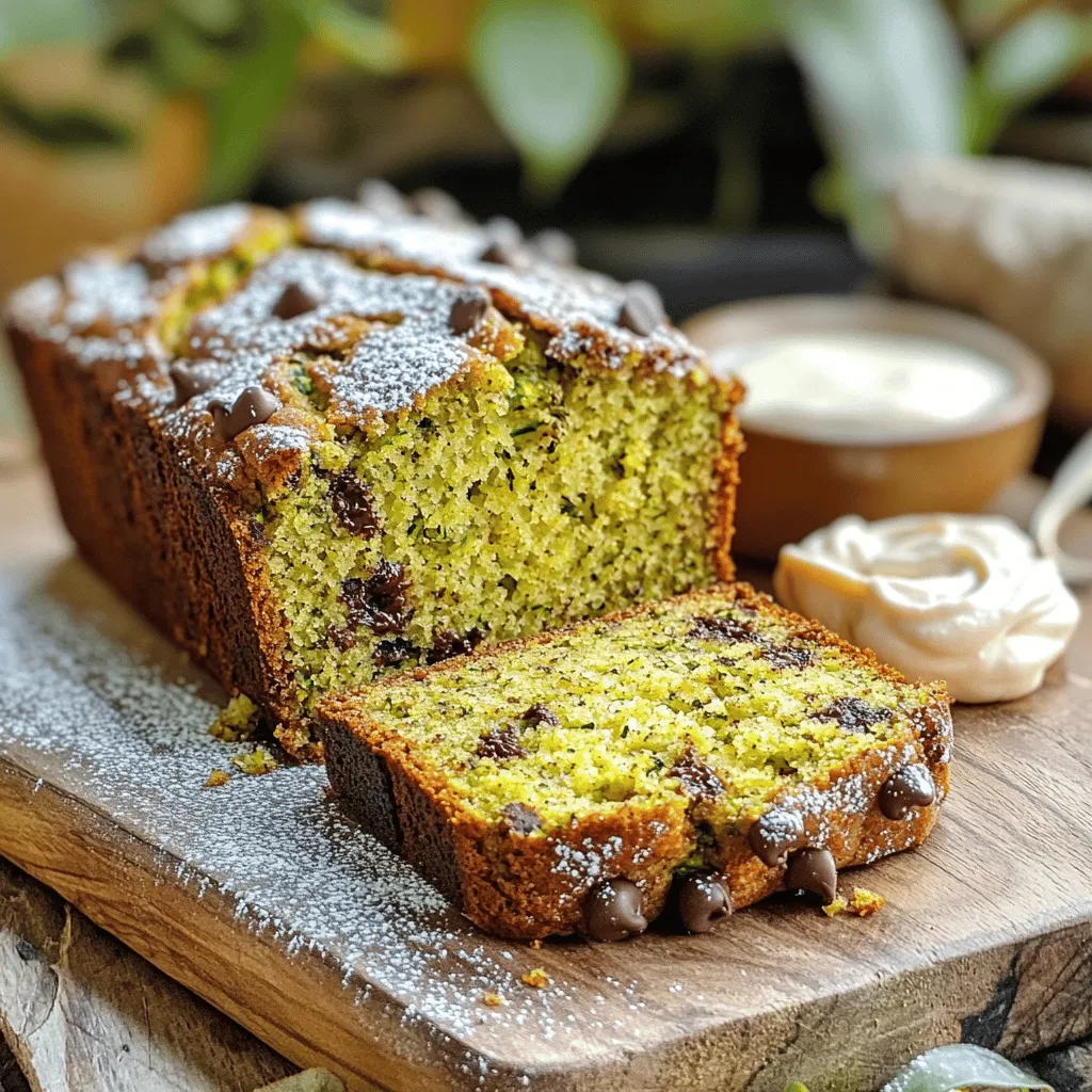 - 2 cups grated zucchini (about 2 medium zucchinis) - 1 cup all-purpose flour - 1 cup whole wheat flour - 1 teaspoon baking powder - 1 teaspoon baking soda - 1 teaspoon ground cinnamon - ½ teaspoon nutmeg - ½ teaspoon salt The main ingredients in this recipe create a base for your moist zucchini bread. The grated zucchini adds moisture, while the mix of all-purpose and whole wheat flour gives it a nice texture. Baking powder and baking soda help the bread rise. The spices like cinnamon and nutmeg enhance the flavor, making each bite warm and inviting. - ¾ cup brown sugar, packed - ½ cup granulated sugar - ½ cup vegetable oil - 3 large eggs - 1 teaspoon vanilla extract We use both brown and granulated sugar for sweetness. Brown sugar gives a rich flavor, while granulated sugar keeps it light. The vegetable oil adds moisture, making the bread tender. Eggs help bind everything together and add richness. Don’t skip the vanilla extract; it adds a lovely aroma. - ½ cup chopped walnuts (optional) - ½ cup chocolate chips (optional) Adding nuts or chocolate chips can make your zucchini bread even better. Walnuts add a nice crunch and healthy fats, while chocolate chips bring sweetness and fun. You can mix and match these add-ins based on what you like. 1. Preheat your oven to 350°F (175°C). This step ensures your bread bakes evenly. 2. Prepare the loaf pan. Grease and flour a 9x5 inch loaf pan to prevent sticking. 3. Release moisture from zucchini. Mix grated zucchini with brown and granulated sugars. Let it sit for about 10 minutes. This helps the zucchini release excess moisture. 1. Combine wet and dry ingredients. In a large bowl, whisk together the dry ingredients: all-purpose flour, whole wheat flour, baking powder, baking soda, cinnamon, nutmeg, and salt. In another bowl, stir together the zucchini mixture, vegetable oil, eggs, and vanilla extract. 2. Avoid overmixing. Gradually add the dry ingredients to the wet mixture. Stir gently until just combined. Overmixing can make the bread dense. 1. Pour the batter into the pan. Use a spatula to smooth the top of the batter. 2. Baking time and toothpick test. Bake for 50-60 minutes. Check doneness by inserting a toothpick into the center. If it comes out clean, your bread is ready. For the full recipe, refer to the previous section. Enjoy the process! To make your zucchini bread moist, start by preparing the zucchini well. Grate the zucchini and squeeze it gently in a clean cloth. This removes excess water, which can make your bread soggy. Then, let it sit with the sugars for about 10 minutes. This step helps it release more moisture naturally. Mixing is also key. Combine wet ingredients first. Then, add your dry ingredients slowly. Stir gently until just combined. Overmixing can make the bread tough, so be careful here. Choose the right pan for baking. A metal loaf pan works best for even cooking. If you use glass, lower the oven temp by 25°F. This helps prevent burning the edges while the middle cooks. Oven temperatures can vary. An oven thermometer helps ensure your bread bakes perfectly. If your bread browns too fast, cover it with foil. This will keep the top from burning while the inside cooks. Presentation is important for zucchini bread. Slice it and serve on a wooden cutting board. Dust the top with powdered sugar for a nice touch. Pair your warm slices with spreads like cream cheese or butter. They add a creamy texture and rich flavor that complements the bread. For a fun twist, try it with honey or nut butter. Enjoy the delicious results! {{image_2}} You can change the taste of your zucchini bread in fun ways. Adding spices like ginger or cloves gives it a warm kick. You could also mix in fruits like chopped apples or raisins for added sweetness and texture. These little changes can make each loaf unique, depending on what you like best. If you want a lighter option, use applesauce instead of some oil. This keeps your bread moist while cutting down on fat. Also, you can try using gluten-free flour if you need to avoid gluten. This way, everyone can enjoy your tasty zucchini bread. As the seasons change, so can your zucchini bread. In the fall, add pumpkin puree for a cozy flavor. For the holidays, mix in chocolate chips or peppermint extract to celebrate the season. These seasonal twists make baking even more fun and festive. Check out the Full Recipe for the basics, then let your creativity shine! To keep your zucchini bread fresh at room temperature, wrap it in plastic wrap. Place it in a cool, dry place. This way, it stays soft and tasty for about three days. If you see any mold, throw it away immediately. For longer storage, use the fridge. Wrap the bread tightly in foil or plastic wrap. It will stay good for up to a week. You can also freeze zucchini bread. Slice it first for easy servings. Wrap each slice in plastic wrap, then place them in a freezer bag. This helps keep them fresh for about three months. To enjoy your leftovers, you can reheat them in a few ways. The best method is to use the oven. Preheat it to 350°F (175°C). Place the slices on a baking sheet and warm them for 10 minutes. You can also use a microwave. Heat each slice for about 15-20 seconds. Enjoy your moist zucchini bread warm with a spread of cream cheese or butter. For the full recipe, check out the steps above! You can check if your zucchini bread is done by using a toothpick. Stick it in the center of the bread. If it comes out clean, your bread is ready. Bake it for 50 to 60 minutes at 350°F. If the top looks golden and smells good, it’s a great sign too. Yes, you can use frozen zucchini! Just make sure to thaw it first. Drain any extra water after thawing. This keeps your bread from getting too soggy. Frozen zucchini works well in this recipe, just like fresh zucchini. If you need a gluten-free option, use almond flour or a gluten-free baking mix. Both options work great in this recipe. You can also try oat flour, though it may change the texture a bit. Always check that your ingredients are certified gluten-free. To keep your zucchini bread fresh, store it in an airtight container. You can keep it at room temperature for up to three days. If you want it to last longer, refrigerate it for up to a week. Just make sure it’s completely cool first! Absolutely! You can use mini loaf pans for this recipe. Just divide the batter evenly. Bake them for about 25 to 30 minutes. Keep an eye on them. Use the toothpick test to check for doneness. To boost flavor, consider adding spices like ginger or cloves. You can also mix in fruits like mashed bananas or applesauce. Nuts and chocolate chips are great choices too. For a fun twist, try adding citrus zest for a fresh kick! In this post, we explored how to make delicious zucchini bread. We covered key ingredients like zucchini, flour, and sugars. I shared step-by-step instructions for easy preparation and baking. Tips for keeping the bread moist and tasty were included too. Finally, we talked about storage and fun variations to try. Baking zucchini bread is simple and fun. With these tips, your bread will taste great and stay fresh. Enjoy the process and make it your own!