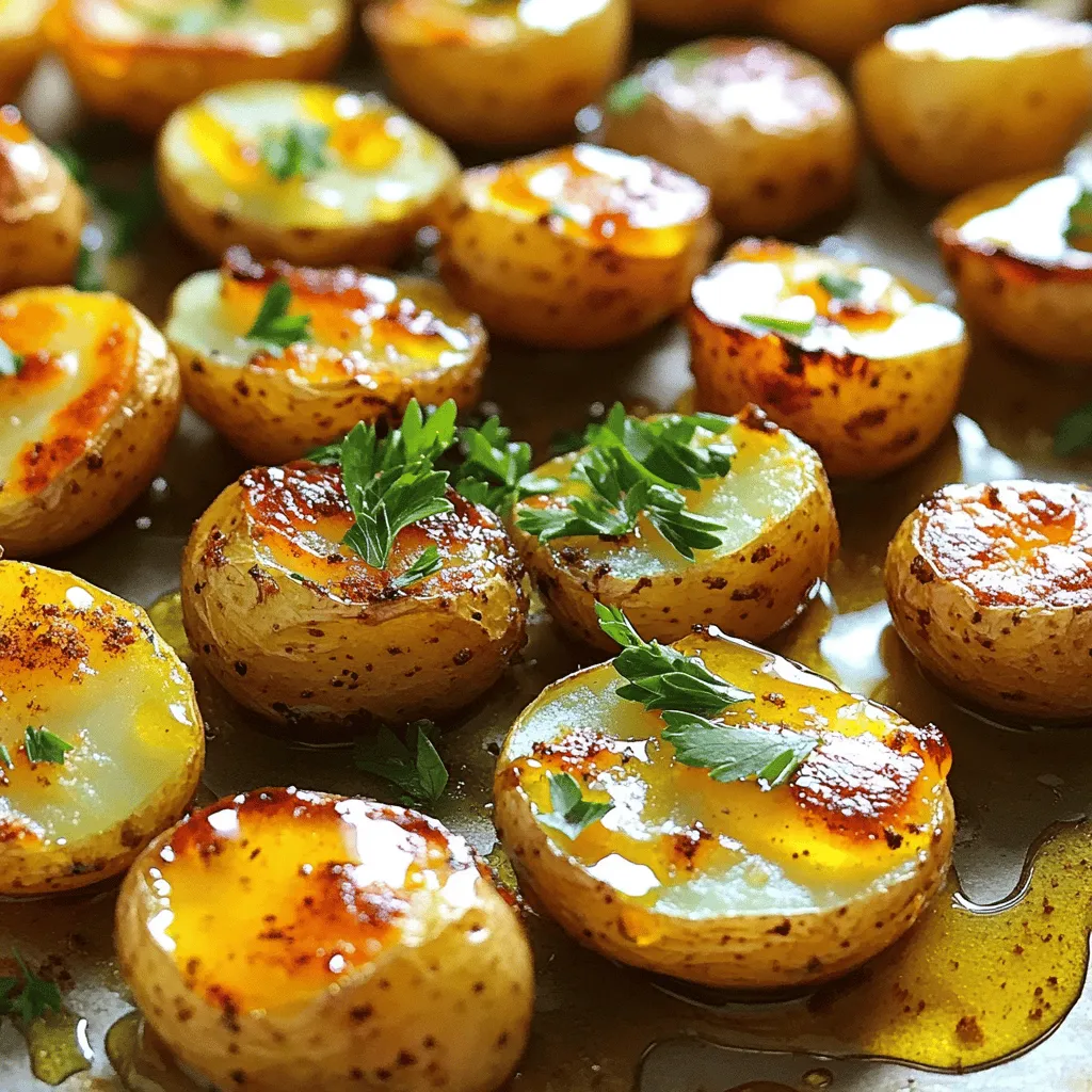 For the honey mustard potatoes, you will need: - 2 pounds baby potatoes, halved - 3 tablespoons honey - 2 tablespoons Dijon mustard - 3 tablespoons olive oil - 1 teaspoon garlic powder - 1 teaspoon onion powder - 1 teaspoon smoked paprika - Salt and pepper to taste - Fresh parsley, chopped (for garnish) Using the right tools helps you get great results. I suggest using a food scale to measure the potatoes. This way, you’ll ensure you have enough for everyone. When measuring honey and mustard, use a liquid measuring cup. It helps to pour easily and avoid spills. Before you start cooking, wash the potatoes well. Scrub off any dirt. Halve them to help them cook faster and absorb the flavors better. For even cooking, try to cut them into similar sizes. No honey? You can use maple syrup instead. It gives a nice sweetness. If you don’t have Dijon mustard, yellow mustard works too, but it will taste different. You can swap olive oil for avocado oil, which has a similar flavor. For the spices, feel free to mix them up! If you love heat, add chili powder instead of smoked paprika. Fresh herbs like rosemary or thyme can replace parsley for a different taste. For the full recipe, check the instructions above! To start, gather your ingredients. You’ll need honey, Dijon mustard, olive oil, garlic powder, onion powder, smoked paprika, salt, and pepper. In a large bowl, mix together 3 tablespoons of honey, 2 tablespoons of Dijon mustard, and 3 tablespoons of olive oil. Then add 1 teaspoon each of garlic powder, onion powder, and smoked paprika. Season this mixture with salt and pepper. Stir well until you have a smooth marinade. This blend gives the potatoes a sweet and tangy flavor. Now, take 2 pounds of baby potatoes and halve them. Add these halved potatoes to your bowl with the marinade. Toss everything together until the potatoes are fully coated. Make sure every piece has some of that tasty marinade on it. This step is key for flavor. Next, preheat your oven to 400°F (200°C). Line a large baking sheet with parchment paper for easy cleanup. Spread the coated potatoes in a single layer on the sheet. This helps them cook evenly. Roast them in the oven for about 25-30 minutes. Halfway through, stir the potatoes to ensure they brown nicely. They should be golden and tender when done. Once out of the oven, let them cool for a few minutes. Garnish with fresh parsley to add a pop of color. Enjoy your honey mustard potatoes! For the full recipe, check out the details above. To make your honey mustard potatoes crispy, use small baby potatoes. They cook evenly and get nice and tender. Halve them for a better surface area. This helps the honey mustard mix stick well. Spread the potatoes in a single layer on the baking sheet. Crowding leads to steam, which makes them soft. Stir them halfway through roasting to make sure they crisp up all over. You can add more flavor to your potatoes easily. Try mixing in some herbs like rosemary or thyme for a fresh taste. For a spicy kick, add a pinch of cayenne pepper or red pepper flakes to the marinade. If you love garlic, toss in fresh minced garlic alongside the powder. You can even sprinkle some cheese on top before serving for a rich twist. Honey mustard potatoes go great with many main dishes. Serve them with grilled chicken or baked fish for a balanced meal. They also pair well with burgers or steak, adding a sweet touch. For a fun twist, serve them as a snack with a dipping sauce like ranch or extra honey mustard. You can find the full recipe for these delicious potatoes in the article. {{image_2}} To make herb-infused honey mustard potatoes, add fresh herbs. Try rosemary, thyme, or dill. Chop the herbs finely and mix them into the marinade. This will add a fresh taste to the dish. Herbs complement the sweet and tangy flavor of honey mustard well. You can use dried herbs if fresh ones are not available. For a spicy twist, add some heat to your recipe. Mix in chili powder or cayenne pepper to the marinade. Start with a small amount, then taste and adjust. This version brings a nice kick to the dish. The heat balances the sweetness of the honey. It’s perfect for those who love a bit of spice. You can turn honey mustard potatoes into a salad too! After roasting, let the potatoes cool. In a bowl, mix them with diced onions, celery, and bell peppers. Drizzle the honey mustard sauce over the mixture. Toss gently until everything is coated. This salad is great for picnics or barbecues. It adds a fun twist to your table. For the full recipe, check out the detailed instructions above. To keep your honey mustard potatoes fresh, let them cool first. Place the leftovers in an airtight container. Store them in the fridge for up to three days. This way, they stay tasty and ready for a quick meal. When you want to reheat your potatoes, the oven works best. Preheat it to 350°F (175°C). Spread the potatoes on a baking sheet. Heat them for about 10 to 15 minutes. This will make them crispy again. If you're in a hurry, you can use the microwave. Just heat them in short bursts, stirring between each burst. You can freeze honey mustard potatoes if you have extra. First, let them cool completely. Then, place them in freezer-safe bags. Remove as much air as possible to avoid freezer burn. They can last for up to three months in the freezer. When you're ready to eat, thaw them overnight in the fridge before reheating. This method keeps them flavorful and enjoyable. Yes, you can use regular mustard. It will change the taste a bit. Regular mustard is more tangy and less smooth than Dijon. If you like a stronger flavor, this can work well. Just remember, the dish will taste different. To check if the potatoes are done, poke them with a fork. If the fork goes in easily, they are ready. You want them to be golden brown and tender. Roasting usually takes about 25 to 30 minutes. Make sure to stir them halfway for even cooking. Honey mustard potatoes pair well with many main dishes. Here are some great options: - Grilled chicken - Baked salmon - Pork chops - Roasted veggies - Steak These dishes complement the sweet and tangy flavor of the potatoes. Enjoy your meal with a mix of textures and tastes. For the full recipe, check out the section above. We covered a lot about making honey mustard potatoes. You learned the right ingredients and how to measure them. We shared tips for roasting and serving these tasty potatoes. Plus, we explored fun variations and storage tips. This dish is easy and flavorful. With a few tweaks, you can make it your own. Enjoy your cooking adventure!