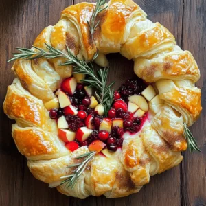 Baked Brie and Cran Apple Puff Pastry Wreath Delight