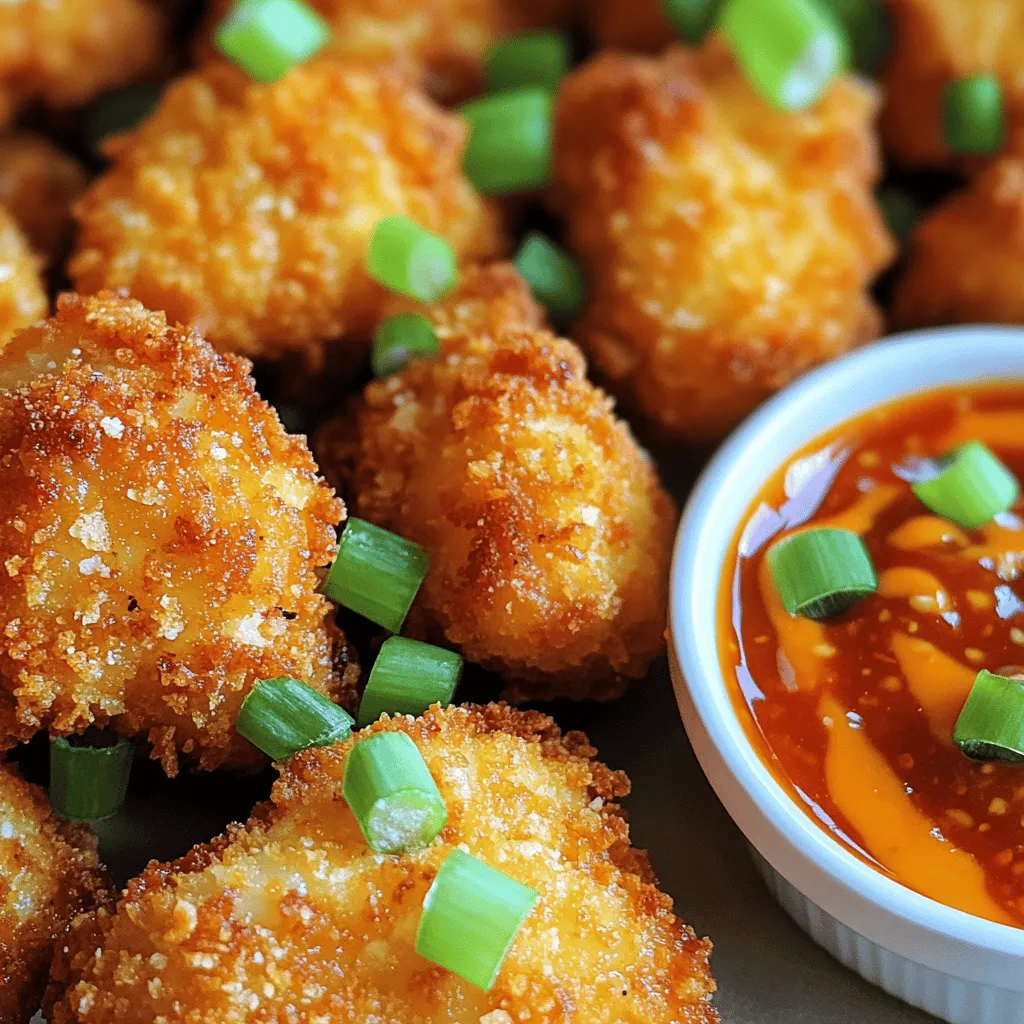 To make Crispy Bang Bang Chicken, you need some key ingredients. Here’s what to gather: - 1 lb (450g) boneless chicken thighs, cut into bite-sized pieces - 1 cup all-purpose flour - 1 cup panko breadcrumbs - 2 large eggs, beaten - 1 tablespoon cornstarch - 1 teaspoon garlic powder - 1 teaspoon onion powder - 1 teaspoon paprika - Salt and pepper to taste - Oil for frying These ingredients make the chicken crispy and full of flavor. The chicken thighs give you juicy meat, while the panko adds crunch. The Bang Bang sauce is the star of the show. Here’s what you will need: - 1/2 cup mayonnaise - 2 tablespoons sweet chili sauce - 1 tablespoon sriracha (adjust for spice level) - 1 teaspoon honey - 1 teaspoon lime juice - Optional: sliced green onions for garnish This sauce offers a mix of sweet and spicy. The mayonnaise makes it creamy, while the sriracha adds heat. You will also need some cooking essentials. Here are some tips for what to use: - Use a large skillet or deep pot for frying. - Choose a neutral oil like canola or vegetable oil. - If you prefer baking, you can use an oven-safe pan. For substitutions, you can swap chicken thighs for chicken breasts. You may also replace mayo with Greek yogurt for a lighter option. For the full recipe, check out the detailed instructions on how to make this dish. Start by cutting the boneless chicken thighs into bite-sized pieces. This size helps them cook evenly. In a bowl, season the chicken well with salt and pepper. This step adds flavor right from the start. Set the seasoned chicken aside while you prepare the breading. Create three separate bowls for the breading. In the first bowl, mix together the flour, cornstarch, garlic powder, onion powder, paprika, salt, and pepper. In the second bowl, add the beaten eggs. In the third bowl, pour in the panko breadcrumbs. This setup makes breading fast and easy. Now, take each piece of chicken, coat it in the flour mix, dip it in the egg, and finally roll it in the panko. Press gently to ensure the breadcrumbs stick well. Heat about one inch of oil in a large skillet over medium-high heat. To check if the oil is hot enough, drop in a small piece of bread. If it sizzles, it's ready. Carefully place the breaded chicken pieces in batches. Avoid crowding the pan to keep them crispy. Fry each batch for about 4 to 5 minutes until they turn golden brown. Use a slotted spoon to remove them and place on a paper towel-lined plate to drain the excess oil. In a small bowl, whisk together mayonnaise, sweet chili sauce, sriracha, honey, and lime juice. Mix until smooth. Taste the sauce and adjust the sweetness or spice level if needed. Add more honey for sweetness or more sriracha for heat. This sauce gives the chicken its signature bang bang flavor. Once all the chicken is fried and drained, place it in a large mixing bowl. Drizzle half of the Bang Bang sauce over the chicken. Toss gently to coat the pieces evenly. This step ensures every bite is full of flavor. Serve the crispy Bang Bang chicken hot. Drizzle the remaining sauce on top or serve it in a small bowl as a dip. You can also add sliced green onions as a garnish for extra color and flavor. This dish goes well with rice or a fresh salad. Enjoy your crispy, flavorful meal! To get your chicken super crispy, follow these steps. Use cold eggs to help the breading stick better. Make sure the oil is hot before frying. If the oil is too cool, the chicken will soak up oil and turn soggy. Fry in small batches to keep the temperature steady. This way, each piece gets the heat it needs without steaming. For frying, not all oils are equal. Use oils with high smoke points. Great options include: - Vegetable oil - Canola oil - Peanut oil - Sunflower oil These oils can handle the heat and give your chicken a nice crunch. Want to kick up the flavor of your Bang Bang sauce? Here are some simple ideas: - Add a splash of soy sauce for a savory twist. - Mix in a teaspoon of sesame oil for a rich taste. - Squeeze in more lime juice for extra zing. - Toss in some fresh herbs like cilantro or basil for freshness. Adjust these flavors to your taste. Each addition can make your sauce unique and even more delicious. {{image_2}} You can switch out chicken for other proteins. Shrimp is a great choice. It cooks fast and adds a nice flavor. Tofu works well too for a veggie option. Use firm tofu and press it first to remove water. This helps it absorb the sauce better. If you have dietary needs, you can make easy swaps. Use gluten-free flour and breadcrumbs for a gluten-free dish. For a lower-calorie version, try baking the chicken instead of frying. You can also use egg replacers for a vegan option. Pair your Crispy Bang Bang Chicken with tasty sides. Rice or quinoa works great. You can also serve it with a fresh salad for a light meal. A side of steamed veggies adds color and nutrition. For a fun twist, try serving it in lettuce wraps. This adds crunch and makes it easy to eat. Explore the full recipe for more tips on making this dish shine! To keep your Crispy Bang Bang Chicken fresh, store it right. First, let the chicken cool to room temperature. Then, place it in an airtight container. Make sure to separate any sauce you have left. This way, the chicken stays crispy. You can store it in the fridge for up to three days. If you want to keep it longer, consider freezing it. Reheating your chicken can be tricky. You want to keep it crispy. The best way is in the oven. Preheat your oven to 375°F (190°C). Place the chicken on a baking sheet. Heat for about 10-15 minutes. This way, it warms up and stays crispy. Avoid the microwave, as it can make the chicken soggy. If you want to freeze your Crispy Bang Bang Chicken, do it right. After cooling, wrap each piece in plastic wrap. Then, place them in a freezer bag. This helps prevent freezer burn. You can keep it frozen for up to three months. When you're ready to eat, thaw it in the fridge overnight before reheating. Enjoy your delicious meal again! To keep the chicken crispy, place it on a wire rack. This allows air to flow around it. Avoid stacking the chicken pieces, as this can make them soggy. You can also serve it right away after frying for the best texture. Yes, you can bake Bang Bang Chicken. Preheat your oven to 400°F (200°C). After breading the chicken, place it on a baking sheet lined with parchment paper. Bake for about 20-25 minutes, flipping halfway through, until golden and crispy. If you don’t have sweet chili sauce, try mixing honey with a bit of sriracha. This gives a similar sweet and spicy flavor. You can also use a mix of ketchup and honey for a different twist. The spice level of the Bang Bang sauce depends on how much sriracha you add. If you prefer it mild, use less sriracha. For more heat, add more. The sauce is creamy and balances the spice well, making it enjoyable for most people. Bang Bang Chicken is a tasty dish made with crispy chicken and a zesty sauce. We covered key ingredients, cooking steps, and tips for extra crispiness. You can adapt the recipe to suit your needs, whether through protein swaps or dietary preferences. Remember to store leftovers properly and reheat them to maintain that satisfying crunch. With these insights, you can enjoy making and serving this delicious meal with confidence. Now, get cooking and impress your friends and family with your flavorful Bang Bang Chicken!