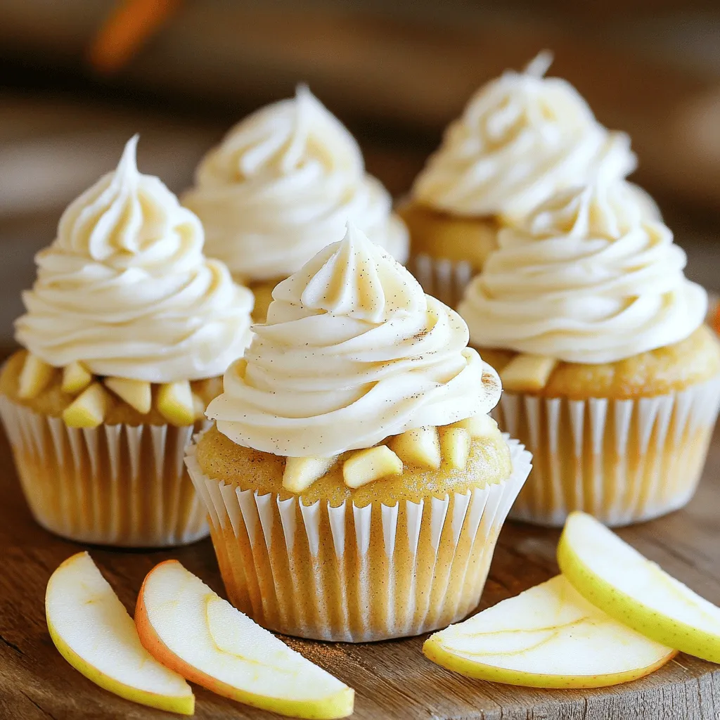 Here’s what you need to make Apple Pie Cupcakes. Gather these simple items for a tasty treat. - 1 ½ cups all-purpose flour - 1 cup granulated sugar - ½ cup brown sugar, packed - ½ cup unsalted butter, softened - 2 large eggs - 1 teaspoon vanilla extract - 1 teaspoon baking powder - ½ teaspoon baking soda - ½ teaspoon salt - 1 teaspoon ground cinnamon - 1 cup unsweetened applesauce - 1 cup diced apples (preferably Granny Smith or Honeycrisp) - ½ cup chopped walnuts (optional) - 1 cup cream cheese frosting (store-bought or homemade) With these ingredients, you create a delightful blend of flavors. The applesauce adds moisture, while the diced apples give great texture. The spices, especially cinnamon, bring warmth and comfort. - Cinnamon for garnish - Thin apple slices You can elevate your cupcakes with these toppings. A sprinkle of cinnamon adds extra flavor. Thin slices of apple make a pretty touch. These little details make your dessert stand out. For the full experience, check out the Full Recipe for tips on how to create these delicious cupcakes! To start, preheat your oven to 350°F (175°C). This step is key for even baking. Next, in a large mixing bowl, cream together the softened butter, granulated sugar, and brown sugar. Mix until it looks light and fluffy. This process takes about two minutes. Now, add the eggs, one at a time. Don’t forget the vanilla extract! Mix well until everything is combined. In a separate bowl, whisk together the dry ingredients. You will need flour, baking powder, baking soda, salt, and ground cinnamon. This adds flavor and helps the cupcakes rise. Gradually add this dry mix to the wet ingredients. Alternate with the applesauce for best blending. Once combined, gently fold in the diced apples and walnuts if you like them. This adds texture and flavor. Now it’s time to fill the cupcake liners! Divide the batter evenly among them, filling each about two-thirds full. Bake in the oven for 18-20 minutes. You can check if they’re done by inserting a toothpick into the center. If it comes out clean, they are ready. Remove them from the oven and let them cool in the tin for five minutes. After that, transfer the cupcakes to a wire rack. This helps them cool completely before you frost them. For the full recipe, refer to the complete guide above. - Use room-temperature ingredients for better mixing. - This helps the batter blend smoothly. - Eggs and butter mix well when warm. - Avoid overmixing to keep cupcakes fluffy. - Mix until just combined; lumps are okay. - This keeps the cupcakes light and airy. - To pipe cream cheese frosting effectively, use a piping bag. - Start from the center and swirl outward. - This creates a beautiful, layered look. - For alternatives, try whipped cream or buttercream. - Both pair well with the apple flavors. - Present cupcakes on a rustic wooden board. - Add a sprinkle of cinnamon for a cozy touch. - Garnish with thin apple slices for color. - Pair with warm cider or a scoop of ice cream. - These drinks enhance the apple taste wonderfully. For the full recipe, check out the detailed instructions above. {{image_2}} You can make these apple pie cupcakes even more fun with flavors. Adding spices like nutmeg and ginger gives a warm touch. Nutmeg adds a sweet, nutty taste. Ginger brings a fresh zest to the mix. Both spices pair well with apples. You can also fill the cupcakes with caramel sauce. This adds a sweet, gooey surprise inside. Drizzle some on top for extra sweetness. If you need a gluten-free option, use gluten-free flour instead of all-purpose flour. Many brands work well in cupcakes. Just follow the package directions for measurement. Keep in mind that the texture may differ slightly, but the taste will still shine through. Want a vegan version? You can swap eggs for flaxseed meal. Mix one tablespoon of flaxseed meal with three tablespoons of water. Let it sit for five minutes. This creates a great egg substitute. For dairy, use almond milk or coconut milk. Replace butter with coconut oil or a vegan butter. These simple swaps keep the cupcakes soft and tasty. For more ideas and tips, check the Full Recipe. To keep your apple pie cupcakes fresh, start by cooling them completely. Place them in an airtight container. This helps keep moisture in and prevents them from drying out. Store the cupcakes in the fridge if you plan to eat them within a week. For longer storage, freeze them. Wrap each cupcake in plastic wrap, then place them in a freezer bag. This method helps prevent freezer burn. When you want to enjoy a frozen cupcake, take it out and let it thaw in the fridge overnight. This keeps it moist and tasty. If you're in a hurry, you can leave it at room temperature for about an hour. To reheat, use a microwave. Warm it for about 10 to 15 seconds. Check to make sure it is warm but not hot. Enjoy your cupcake with that fresh-baked taste! Yes, you can use store-bought apple pie filling. It saves time and effort. Just scoop it into your batter or add it on top once baked. Make sure to choose a good quality brand. The flavor will still shine through! To make your cupcakes moist, use unsweetened applesauce and oil. Applesauce adds moisture and flavor. You can also try buttermilk instead of regular milk. Don't overmix your batter; this keeps the texture light and fluffy. Granny Smith and Honeycrisp apples are the best choices. Granny Smith adds a tart bite, while Honeycrisp offers sweetness. You can mix both for a balanced flavor. Just make sure they are diced small. To make mini apple pie cupcakes, use a mini muffin tin. Fill each liner about halfway with batter. Bake for 12-15 minutes instead of the full-sized cupcakes. Check with a toothpick to ensure they are done. These tiny treats are perfect for parties! This blog post guided you through making delicious apple pie cupcakes. We explored ingredients, step-by-step instructions, and helpful tips to ensure perfect results. You learned about tasty variations and proper storage methods. Remember, using fresh ingredients like Granny Smith apples will enhance flavor. Whether you prefer frosting or exploring gluten-free versions, there’s always a way to make these cupcakes suit your taste. Enjoy baking and sharing these treats; they’re sure to impress!