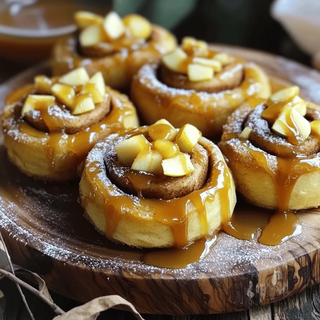 Making caramel apple cinnamon rolls requires simple, fresh ingredients. Each element plays a key role in creating that sweet, gooey delight. Here’s what you need: - 2 cups all-purpose flour - 1/2 cup warm milk (110°F) - 1/4 cup granulated sugar - 1 packet (2 1/4 tsp) instant yeast - 1/4 cup unsalted butter, melted - 1 large egg - 1 teaspoon vanilla extract - 1/2 teaspoon salt - 1 teaspoon ground cinnamon - 1 cup finely diced apples (such as Granny Smith) - 1/2 cup brown sugar - 1/4 cup chopped pecans (optional) - 1/2 cup caramel sauce (store-bought or homemade) These ingredients create a soft dough that rises beautifully. The apples add a fresh crunch. Cinnamon and caramel bring warmth and sweetness. If you want extra texture, add pecans. You can find the full recipe in the article. Using these ingredients, you can craft a treat that warms the heart and home. To start, you need to mix the warm milk, sugar, and yeast. Grab a large mixing bowl and add these three. Let the mixture sit for about 5 minutes. You want it to get frothy. This shows the yeast is alive and ready. Next, it's time to combine the wet ingredients. Add the melted butter, egg, vanilla extract, and salt to the yeast mixture. Stir until everything is well mixed. This will create a rich base for your rolls. Now, you need to incorporate the flour. Gradually add the flour to the wet mix. Stir until a soft dough forms. Then, knead the dough on a floured surface for about 5 minutes. This helps develop the gluten, making your rolls soft and fluffy. Once your dough is ready, it's time for the first rise. Place the dough in a greased bowl. Cover it with a clean kitchen towel. Let it rise in a warm place for about 1 hour. You want it to double in size. While the dough rises, prepare the filling. Chop your apples into small pieces. Mix these with brown sugar and cinnamon. If you like, add chopped pecans for a nice crunch. Now that the dough has risen, roll it out into a rectangle. Aim for about 12x18 inches. This gives you enough space for the filling. Sprinkle the brown sugar, cinnamon, diced apples, and pecans over the dough. Next, you’ll roll up the dough. Start from one edge and carefully roll it into a log. Make sure it's tight but not too tight. Cut the log into 12 equal pieces. Arrange these pieces in a greased baking dish. Now, let the rolls rise again. Cover them and let them rise for another 30 minutes. This second rise helps them become fluffy and light. Using warm milk helps the yeast work well. It should be about 110°F. Room temperature ingredients also help. This makes your dough soft and easy to work with. Kneading is key for good dough. Use your palms to push down and fold the dough. Do this for about five minutes. It should feel smooth and elastic when done. If it’s too sticky, add a bit more flour. To get a golden brown finish, preheat your oven to 350°F. Bake the rolls for 20-25 minutes. Watch closely! They should puff up and turn golden. To check for doneness, tap the bottom of a roll. It should sound hollow. You can also use a toothpick. If it comes out clean, your rolls are ready. For a lovely presentation, serve the rolls warm on a big platter. Drizzle caramel sauce over the top. Add a few slices of fresh apple and a sprinkle of powdered sugar. This makes it look extra special. Best accompaniments for caramel apple cinnamon rolls are coffee or hot cider. They add warmth and flavor. Enjoy them with friends or family for a cozy treat! For the complete recipe, check out the [Full Recipe]. {{image_2}} You can mix and match flavors for your caramel apple cinnamon rolls. Try using pears instead of apples. They add a soft, sweet taste. You can also choose berries, like blueberries or raspberries. These fruits give a fresh twist. For nuts, walnuts or almonds work well. Walnuts add a rich flavor, while almonds give a nice crunch. Choose your favorite nuts to change the texture. You can even skip the nuts if you prefer. If you need a gluten-free option, use gluten-free flour. This swap keeps the rolls soft and tasty. Many brands offer blends that work well for baking. For a vegan version, you can replace butter and egg. Use coconut oil or a plant-based butter instead of regular butter. For the egg, try using applesauce or a flaxseed mixture. These substitutes keep the rolls moist and fluffy. Get creative with your toppings! A cream cheese frosting adds a rich, tangy flavor. Simply mix cream cheese with powdered sugar and a splash of milk for a smooth spread. You can also play with spices. Adding nutmeg or cloves gives a warm, cozy taste. Mix these spices into your filling or sprinkle them on top. Each option can change the whole feel of your rolls. For more details, check out the Full Recipe. To keep your caramel apple cinnamon rolls fresh, store them properly. I recommend placing them in an airtight container. You can store them in the fridge or at room temperature. If you choose room temperature, they will last for about two days. In the fridge, they stay good for about five days. Just make sure they are well-covered to avoid drying out. To enjoy your rolls again, you need to reheat them. The best method is to use your oven. Preheat it to 350°F (175°C). Place the rolls in a baking dish and cover them with foil to avoid burning. Heat for about 10-15 minutes until warm. You can also freeze leftover rolls. Wrap them tightly in plastic wrap and then in foil. They last up to three months in the freezer. When you are ready to eat, thaw them in the fridge overnight. Then, reheat as mentioned above for the best taste. For the full recipe, check the earlier section! How do I know when my caramel apple cinnamon rolls are done? You can tell they are done when they are golden brown on top. If you insert a toothpick, it should come out clean. The rolls should feel firm yet soft to the touch. Can I make the dough ahead of time? Yes, you can make the dough ahead of time. After you knead it, cover it and place it in the fridge. You can store it for up to 24 hours. Just let it come to room temperature before rolling it out. What can I use instead of caramel sauce? If you want a change, you can use chocolate sauce or a fruit glaze. A cream cheese frosting also works well for a sweeter option. How do I get my cinnamon rolls to rise properly? Make sure to use warm milk, not hot. Yeast needs warmth to activate. Also, let the dough rise in a warm, draft-free spot. This helps it to rise well. Can I make these rolls without apples? Yes, you can. You can replace the apples with other fruits like berries or pears. You can also make them plain with just cinnamon and sugar. What are the best ways to serve caramel apple cinnamon rolls? Serve them warm on a platter. Drizzle with extra caramel sauce and add apple slices on top. You can also dust them with powdered sugar for extra flair. Where can I find the full recipe? You can find the full recipe for these delicious caramel apple cinnamon rolls right here in the article. Enjoy making them! We explored the ingredients, steps, and tips to make delicious caramel apple cinnamon rolls. From mixing your dough to achieving that golden finish, each step is key. Remember, the right ingredients and techniques make all the difference. Feel free to customize with different fruits and nuts. Store leftovers properly to enjoy later, and reheating can restore their warm goodness. With practice, you’ll master these rolls and impress everyone. Bake, enjoy, and share your tasty results!