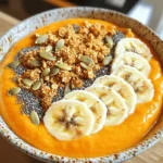 To make a delicious pumpkin spice smoothie bowl, gather these simple ingredients: - 1 cup canned pumpkin puree - 1 frozen banana - 1/2 cup almond milk (or milk of choice) - 1/2 teaspoon pumpkin spice blend - 1 tablespoon maple syrup (adjust for sweetness) - 1/4 teaspoon vanilla extract - Toppings: - granola - sliced banana - chia seeds - pumpkin seeds - a sprinkle of cinnamon Using canned pumpkin puree makes this recipe quick and easy. The frozen banana adds creaminess. Almond milk keeps it light, but you can use any milk you like. Pumpkin spice blend brings warmth, while maple syrup adds a touch of sweetness. Vanilla extract rounds out the flavor. When it comes to toppings, feel free to get creative. Granola adds crunch, while sliced bananas give extra sweetness. Chia seeds and pumpkin seeds add texture and nutrition. A sprinkle of cinnamon on top ties it all together. For the full recipe, check out the detailed instructions later. Enjoy crafting this tasty bowl! To make your pumpkin spice smoothie bowl, start by blending the ingredients smoothly. First, add the canned pumpkin puree, frozen banana, almond milk, pumpkin spice blend, maple syrup, and vanilla extract into your blender. Blend these ingredients on high. This helps to break down any lumps. You want a creamy texture that feels nice in your mouth. If the mixture is too thick, don’t worry! You can adjust the consistency with more almond milk. Just add a little at a time and blend again. This way, you get the perfect thickness for your bowl. Once your mix is smooth, it’s time to pour and arrange your toppings. Grab a bowl and pour your smoothie into it. You want it to look inviting. Take a moment to get creative with your toppings. I like to sprinkle granola over the top. Next, add some banana slices, chia seeds, and pumpkin seeds. For a finishing touch, dust a little cinnamon on top. This adds flavor and makes your bowl look even better. You can also try different arrangements to match the season or your mood. Enjoy the fun of personalizing your smoothie bowl! To get a creamy texture for your pumpkin spice smoothie bowl, you need the right method. Start by adding the canned pumpkin puree, frozen banana, almond milk, pumpkin spice blend, maple syrup, and vanilla extract to your blender. Blend on high until smooth. If you see any lumps, blend a bit longer. For the best results, I recommend using a high-speed blender. Brands like Vitamix or Ninja work great. They ensure you mix everything well and achieve that desired creaminess. If you want to change the sweetness, you can easily adjust the maple syrup. Start with one tablespoon. Then, taste your smoothie. If you like it sweeter, add a little more maple syrup. Just remember, you can always add more, but you can't take it out! Feel free to experiment. You can try honey, agave, or even a sugar substitute if you want. Just make sure to keep the flavors balanced. For more ideas, check the Full Recipe to explore all the tasty options. {{image_2}} To make your pumpkin spice smoothie bowl special, try different toppings. You can switch out granola for nuts or seeds. Use sliced strawberries or apples for a fruity twist. You might also enjoy shredded coconut for a hint of sweetness. If you need a milk substitute, oat milk works great too. Coconut milk gives a rich flavor, while soy milk adds protein. You can even try rice milk for a lighter option. Each choice will change the taste, so have fun mixing it up! As seasons change, so can your smoothie bowl. In winter, add a sprinkle of nutmeg for warmth. In spring, fresh mint can brighten the flavor. Summer calls for a splash of fresh lime juice to make it zesty. Fall is perfect for adding a dash of ginger for a little kick. Experiment with spices to match the season! This is a great way to keep your smoothie bowl exciting and new. Feel free to play around with flavors based on what you love. To store your pumpkin spice smoothie bowl, pour it into an airtight container. Make sure the lid seals tightly. This keeps your smoothie fresh in the fridge for up to two days. When you're ready to enjoy it again, stir it well. If it seems too thick, add a splash of almond milk to loosen it up. Avoid freezing the smoothie bowl. It can change the texture and flavor. Meal prep can make your mornings easier. Start by measuring your ingredients. You can store them in small bags or containers. Keep the pumpkin puree, frozen banana, and almond milk together. This way, you can just blend everything in the morning. You can also mix the dry spices ahead of time. This saves time and keeps things simple. Having everything ready helps you enjoy this delicious treat without a rush. For the Full Recipe, check the main article. What can I use instead of pumpkin puree? If you don't have pumpkin puree, try using sweet potato puree. You can also use butternut squash. Both give a nice flavor and texture. Can I make this smoothie bowl vegan? Yes, you can make this smoothie bowl vegan. Just use almond milk or any plant-based milk. The maple syrup adds sweetness without any animal products. How do I adjust the recipe for more servings? To make more servings, just multiply the ingredients. For example, if you want to serve four, use four cups of pumpkin puree and four bananas. Blend in batches if your blender is small. Is it okay to use fresh pumpkin instead? Yes, fresh pumpkin works great! Just cook and puree the pumpkin first. This adds a fresh flavor, and it can be fun to make! This blog post covered how to make a delicious pumpkin spice smoothie bowl. We looked at the key ingredients, including pumpkin puree, bananas, and almond milk. I shared easy steps for blending and serving, along with tips for a creamy texture. You can customize toppings to fit your taste and store leftovers for later. In the end, this recipe offers a fun and tasty way to enjoy fall flavors year-round. Dive in, experiment, and enjoy your smoothie bowl creation!