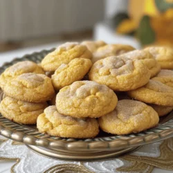 - 1 cup unsalted butter, softened - 1 cup granulated sugar - 1/2 cup brown sugar, packed - 1 cup pumpkin puree - 1 large egg - 1 teaspoon vanilla extract - 3 1/2 cups all-purpose flour - 2 teaspoons cream of tartar - 1 teaspoon baking soda - 1 teaspoon cinnamon - 1/2 teaspoon nutmeg - 1/4 teaspoon ginger - 1/2 teaspoon salt - 1/4 cup sugar (for rolling) - 2 teaspoons cinnamon (for rolling) The main ingredients in Soft Pumpkin Snickerdoodles bring warmth and flavor. The butter gives the cookie its rich taste. The sugars add sweetness and help create a perfect texture. Pumpkin puree is key. It makes the cookies soft and moist. Plus, it gives them a lovely fall flavor. The egg helps bind the dough together. Vanilla extract adds a hint of sweetness. The flour provides structure, while cream of tartar gives the cookies their signature tang and softness. Baking soda helps them rise nicely. Spices like cinnamon, nutmeg, and ginger add warmth and depth. These spices make every bite feel cozy. Lastly, the salt balances the sweetness, making the flavors pop. If you want the full recipe, check the Full Recipe section for details. 1. Preheat your oven and line baking sheets. Set your oven to 350°F (175°C). While it heats, grab some parchment paper. Line your baking sheets with it. This step keeps the cookies from sticking and makes cleanup easy. 2. Creaming butter and sugars. In a large bowl, add 1 cup of softened unsalted butter, 1 cup of granulated sugar, and 1/2 cup of packed brown sugar. Use a mixer to beat them together. Mix until the blend is light and fluffy. This process adds air and makes your cookies soft. 1. Combining the pumpkin mixture. In the same bowl, add 1 cup of pumpkin puree, 1 large egg, and 1 teaspoon of vanilla extract. Mix these ingredients well. This step makes your dough moist and flavorful. 2. Incorporating dry ingredients. In another bowl, whisk together 3 1/2 cups of all-purpose flour, 2 teaspoons of cream of tartar, 1 teaspoon of baking soda, 1 teaspoon of cinnamon, 1/2 teaspoon of nutmeg, 1/4 teaspoon of ginger, and 1/2 teaspoon of salt. Gradually add this dry mix to the wet mixture. Stir just until combined. Do not overmix, as this can make the cookies tough. 1. Rolling dough in cinnamon-sugar. In a small bowl, mix 1/4 cup of sugar with 2 teaspoons of cinnamon. Scoop tablespoon-sized balls of dough and roll them into smooth balls. Next, roll each ball in the cinnamon-sugar mixture. Make sure they are fully coated for that sweet topping. 2. Baking time and indicators for doneness. Place the dough balls on the lined baking sheets. Leave space between them, as they will spread. Bake for 10 to 12 minutes. The edges should be set, while the centers look soft. They will continue to bake on the sheet after you take them out. Let them cool on the baking sheet for 5 minutes before moving them to a wire rack. Enjoy your Soft Pumpkin Snickerdoodles! For the complete recipe, refer to the Full Recipe. To make soft cookies, you need to be careful. First, avoid overmixing the dough. Mix just until you see no dry flour. This keeps the cookies light and fluffy. Second, roll the dough into uniform balls. This helps them bake evenly. Use a cookie scoop for equal sizes. For even baking, preheat your oven well. Use an oven thermometer to check the heat. If your oven runs hot, the cookies may burn. Place your cookie sheets in the center of the oven. This allows air to circulate. To achieve soft centers, take the cookies out when they look slightly underbaked. They will firm up as they cool. Presentation can make your cookies shine. Serve them warm on a nice plate. Sprinkle some extra cinnamon sugar on top for flair. Pair these cookies with milk or hot cocoa for a cozy treat. You can also enjoy them with a warm cup of tea. {{image_2}} You can change up your soft pumpkin snickerdoodles in fun ways! Adding chocolate chips gives a nice, sweet surprise in each bite. Try using semi-sweet or dark chocolate chips for a richer flavor. If you prefer a crunch, add nuts like walnuts or pecans. They add great texture and taste. You can also play with spices. For a warm twist, add a bit of ground clove or allspice. These spices give a deeper fall flavor that pairs well with pumpkin. You can adjust the amount based on your taste. Want a gluten-free version? Swap out all-purpose flour for a gluten-free blend. Look for one that works well for baking. This will keep your cookies soft and delicious. If you need a vegan adaptation, replace the egg with a flax egg. Just mix one tablespoon of ground flaxseed with three tablespoons of water. Let it sit for a few minutes until it thickens. Use a vegan butter substitute too, and you will have a tasty treat for everyone. To make these cookies extra festive, add dried cranberries. They add a pop of color and a sweet-tart flavor that brightens the cookie. You can also sprinkle some colored sugar on top for a holiday touch. For presentation, serve the cookies on a decorative platter. You can sprinkle a little extra cinnamon sugar on top for visual appeal. This makes them look as good as they taste! To keep your soft pumpkin snickerdoodles fresh, use an airtight container. Glass or plastic containers work well. You can also use a zip-top bag. Store them at room temperature for the best taste and texture. Avoid refrigeration, as cold air can dry them out. You can freeze both the dough and baked cookies. For dough, scoop it into balls and freeze them on a baking sheet. Once frozen, move the dough balls to a zip-top bag. For baked cookies, let them cool first. Then, layer them between sheets of parchment in a container. To thaw dough, leave it in the fridge overnight before baking. For baked cookies, let them sit at room temperature for about 30 minutes. They'll taste almost as fresh as when you baked them! These cookies will stay fresh for about one week at room temperature. Keep an eye out for signs of staleness. If they feel hard or crumbly, it's time to toss them. The sugar coating may also lose its sparkle. If you notice this, they might not taste as good. Enjoy your delicious treats while they're fresh! You can find the full recipe for these delightful cookies in the earlier sections. You can tell when your cookies are done by looking for a few signs: - The edges should be set. - The centers may look soft but not wet. - A light golden color appears on the bottom. - If you gently press the center, it should spring back slightly. These signs mean your cookies are just right. They will firm up as they cool. Yes, you can use homemade pumpkin puree! Here are some benefits and tips: - Homemade puree often tastes fresher. - It can be thicker, so adjust the liquid if needed. - Make sure to strain it to remove excess water. Using homemade puree can give your cookies a richer flavor. If your cookies spread too much, check these common causes: - Too much butter can cause excess spreading. - Not enough flour may lead to loose dough. - Make sure to chill your dough for 30 minutes before baking. To fix this, add a bit more flour or chill the dough. You can find the complete Soft Pumpkin Snickerdoodles recipe in the earlier sections of this article. These Soft Pumpkin Snickerdoodles are simple and tasty. We covered ingredients, like pumpkin puree and spices, and offered tips for perfect cookies. You can even make gluten-free or vegan versions. Remember to bake at the right temperature for soft centers and store your cookies well. With the right techniques, you’ll enjoy delicious treats anytime. Enjoy baking and experimenting with this fun recipe!