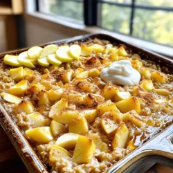 - 2 cups rolled oats - 2 ripe apples, peeled and diced - 1 teaspoon ground cinnamon - 1/2 teaspoon nutmeg - 1/4 teaspoon salt - 1/4 cup brown sugar (or maple syrup) - 2 cups milk (dairy or non-dairy) - 2 large eggs - 1 teaspoon vanilla extract To make Apple Cinnamon Oatmeal Bake, gather the main ingredients. Rolled oats form the base. Apples add sweetness and texture. Cinnamon and nutmeg give warmth. Salt balances flavors. Brown sugar or maple syrup sweetens the dish. Milk adds creaminess. Eggs help bind everything together. Vanilla extract gives a lovely aroma. - 1/2 cup chopped walnuts or pecans - 1/3 cup raisins or dried cranberries For extra crunch, add nuts. They add healthy fats too. Dried fruits like raisins or cranberries add chewiness and sweetness. These are optional but enhance flavor and texture. - Healthier alternatives for sweeteners - Dairy-free milk options - Nut-free alternatives You can swap brown sugar for honey or agave for a healthier sweetener. Choose almond, oat, or soy milk for a dairy-free option. If you need nut-free, skip the nuts or use seeds like sunflower seeds instead. These swaps keep the dish tasty while meeting dietary needs. 1. Preheat your oven to 350°F (175°C). Grease a 9x13 inch baking dish with butter or oil. 2. In a large mixing bowl, add the rolled oats, diced apples, ground cinnamon, nutmeg, salt, and brown sugar. Mix well until everything is coated evenly. 1. In another bowl, whisk together the milk, eggs, and vanilla extract until smooth. 1. Pour the wet mixture over the dry ingredients. Stir until all ingredients blend well. 2. If you want, fold in the chopped nuts and raisins or dried cranberries. 3. Pour the mixture into the prepared baking dish. Spread it out evenly. 4. Bake for about 30 to 35 minutes. Look for a golden top. Insert a toothpick in the center; it should come out clean. To ensure even baking, spread the oatmeal mixture evenly in the dish. Press it down gently to avoid gaps. Check your oven’s temperature with an oven thermometer. This will help avoid undercooked or overcooked spots. For a golden top, bake until the edges are a deep brown. A toothpick should come out clean from the center. If the top browns too fast, cover it with foil. Serve the oatmeal bake warm. A drizzle of honey or maple syrup adds sweetness. A dollop of yogurt can make it creamy. For an extra treat, add a scoop of vanilla ice cream. Garnish with apple slices and a sprinkle of cinnamon. This gives it a nice look and extra flavor. To adjust for dietary needs, use maple syrup instead of brown sugar. This keeps it sweet and adds flavor. For a dairy-free option, use almond or oat milk. If you want to skip nuts, leave them out or use seeds. You can also customize flavors. Adding ginger or cardamom can give it a new twist. {{image_2}} You can switch up the fruits in this bake. Try using berries or bananas. Each fruit adds its own taste. You can also play with spices. Adding ginger or cardamom can change the flavor profile. These spices add warmth and depth to the dish. Feel free to mix and match to create your favorite version. Want to make it vegan? You can replace the eggs with flaxseed meal or applesauce. Use non-dairy milk, like almond or oat milk. This change keeps the dish moist and rich. You can also try different types of oats. Steel-cut oats will give a chewier texture, while instant oats will make it softer. Experiment to find the texture you enjoy most. This oatmeal bake isn’t just for breakfast! You can turn it into muffins. Just pour the mixture into muffin tins instead of a baking dish. Bake for about 20 minutes instead of 35. It’s a great on-the-go snack. If you want a dessert vibe, serve it warm with ice cream. Drizzle some honey or maple syrup on top for added sweetness. Each way you serve it, this dish stays delightful and satisfying. To keep your Apple Cinnamon Oatmeal Bake fresh, store leftovers in an airtight container. This method locks in moisture and flavor. You can keep it in the fridge for up to five days. If you plan to eat it later, let it cool first before sealing. When it’s time to enjoy your baked oatmeal again, preheat your oven to 350°F (175°C). Place the squares in an oven-safe dish. Cover them with foil to keep them moist. Heat for about 10 to 15 minutes, or until warm. You can also use a microwave. Heat individual servings for about 30 seconds. Add a splash of milk to prevent it from drying out. If you want to freeze your Apple Cinnamon Oatmeal Bake, cut it into squares first. Wrap each piece tightly in plastic wrap. Place them in a freezer bag or container. This keeps them fresh for up to three months. When you’re ready to eat, thaw it in the fridge overnight. You can also reheat directly from the freezer. Just add a few extra minutes to your heating time. The best way to serve this dish is warm. You can add a drizzle of honey or maple syrup. A scoop of yogurt or vanilla ice cream makes it even better. Garnish with extra cinnamon and apple slices for a lovely touch. Yes, you can make this bake ahead of time. Prepare it the night before and store it in the fridge. Just pop it in the oven the next morning for a quick breakfast. Your oatmeal bake is done when the top is golden brown. A toothpick inserted in the center should come out clean. Bake for about 30 to 35 minutes to achieve this. Definitely! You can use dairy-free milk for a vegan option. Substitute eggs with flax eggs if needed. You can also swap the brown sugar for maple syrup or honey for a healthier choice. You can use quick oats, but the texture will change. Quick oats will make the bake softer and less chewy. Rolled oats give a heartier texture that many people prefer. This blog post covers how to make a delicious Apple Cinnamon Oatmeal Bake. We discussed the main and optional ingredients, and the substitutions you can make. I provided step-by-step instructions for baking and tips for serving. You learned about variations and how to store and reheat leftovers. Enjoying this recipe can lead to many tasty meals. You can easily make it your own by adding fruits and spices. Get creative, and have fun in the kitchen!