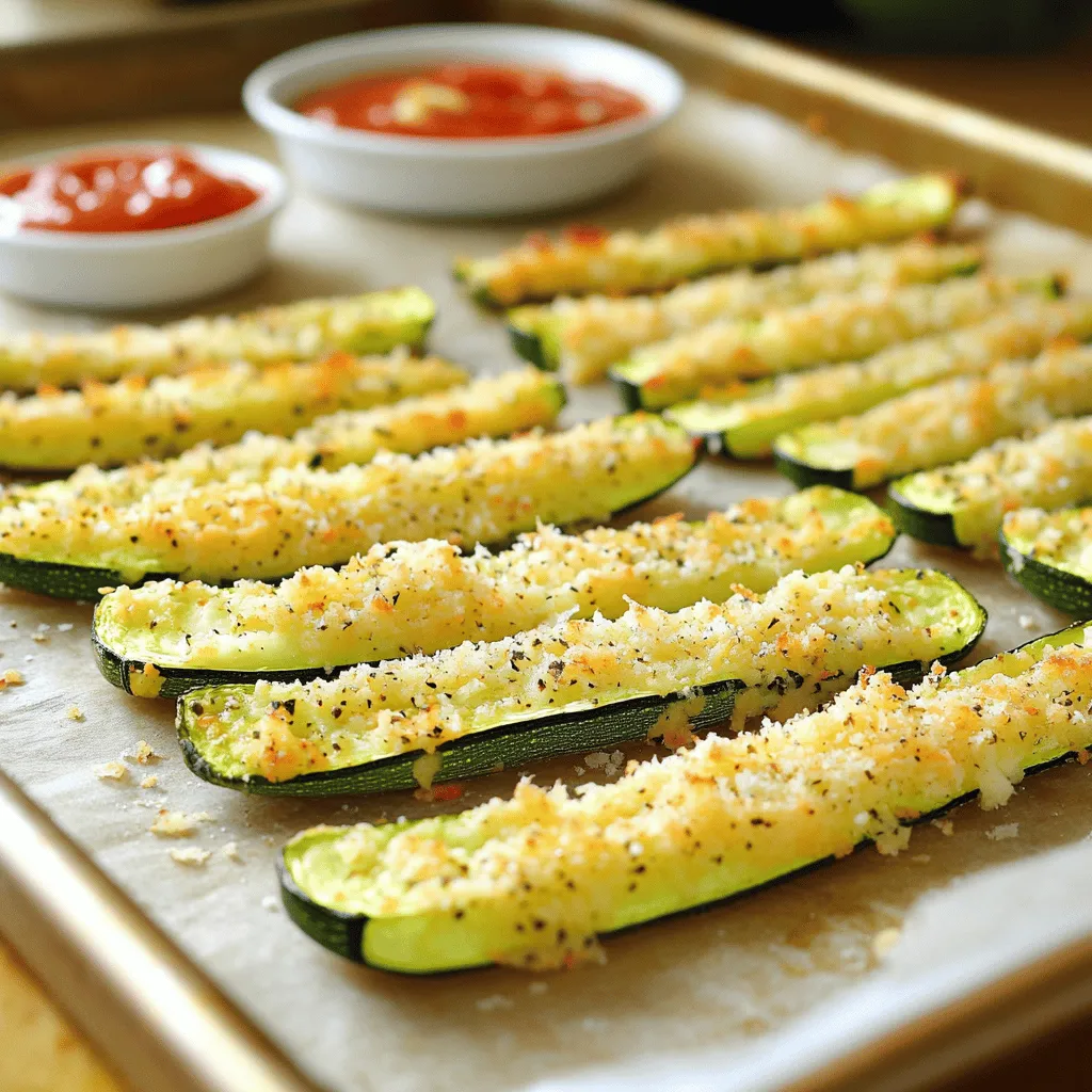 To make crispy Parmesan zucchini fries, you need simple and fresh ingredients. Here’s what you will need: - 2 medium zucchini, cut into fry shapes - 1 cup breadcrumbs (whole wheat or panko) - ½ cup grated Parmesan cheese - 1 teaspoon garlic powder - 1 teaspoon onion powder - 1 teaspoon Italian seasoning - Salt and pepper to taste - 2 large eggs, beaten - ½ cup all-purpose flour - Cooking spray or olive oil for drizzling These ingredients create a tasty and crunchy snack. Zucchini is healthy and low in calories. Parmesan cheese adds rich flavor. Breadcrumbs give a nice crunch. The spices bring out the best in the zucchini. Eggs help the coating stick. Flour acts as a base for the breading. Using fresh zucchini helps with taste and texture. You can find zucchini at most grocery stores. Make sure to choose firm zucchinis for the best fries. These ingredients set the stage for a fun cooking adventure. Let’s get ready to make these delicious fries! Start by preheating your oven to 425°F (220°C). This high heat helps the fries get crispy. Next, take a baking sheet and line it with parchment paper. This keeps the fries from sticking and makes cleanup easy. Now, let’s bread the zucchini fries. You need three bowls for this. In the first bowl, add ½ cup of all-purpose flour. In the second bowl, beat 2 large eggs. In the third bowl, mix 1 cup of breadcrumbs, ½ cup of grated Parmesan cheese, 1 teaspoon of garlic powder, 1 teaspoon of onion powder, 1 teaspoon of Italian seasoning, salt, and pepper. Mix it all well. Take a zucchini fry and dip it in the flour. Make sure it is coated all over. Next, dip it in the egg. Finally, roll it in the breadcrumb mix. Press gently to make sure it sticks well. Repeat this for all the zucchini fries. Place the coated zucchini fries on the prepared baking sheet. Make sure they are in a single layer so they cook evenly. Lightly spray or drizzle them with olive oil. This helps them get that golden, crispy look. Bake the fries in your hot oven for 20-25 minutes. Flip them halfway through to ensure both sides get crispy. Once they are golden brown, take them out and let them cool for a few minutes. Enjoy with your favorite dipping sauce! To make your zucchini fries super crispy, start with dry zucchini. Pat them with a paper towel before breading. This removes excess moisture. The drier the zucchini, the better the crunch. Also, press the breadcrumb mix onto each fry. This helps it stick and adds texture. Bake your fries at 425°F (220°C). This high heat gets them nice and golden. Preheating your oven is key. A hot oven cooks the fries evenly and quickly. Rotate the fries halfway for even baking. This ensures every side gets crispy and brown. You can switch up the breadcrumbs for fun flavors. Whole wheat gives a nutty taste. Panko is lighter and crunchier. If you want a twist, try using crushed cornflakes. They add a different texture and flavor. Experiment with what you like best! {{image_2}} To add some heat to your zucchini fries, try a spicy version. Just mix in some cayenne pepper or crushed red pepper flakes with your breadcrumbs. You can adjust the spice level to fit your taste. This small change makes a big difference and wakes up your taste buds. If you need a gluten-free option, swap out the breadcrumbs for gluten-free ones. You can also use ground almonds or crushed cornflakes for crunch. Make sure the flour you use is gluten-free as well. This way, everyone can enjoy your tasty snack without worry. You can get creative with flavors beyond spice. Add smoked paprika for a smoky taste or some lemon zest for brightness. Herbs like thyme or rosemary can also add depth. Try mixing different flavors to find your favorite combo. It’s all about making these fries your own! After making crispy Parmesan zucchini fries, you may have some left. Let them cool first. Place them in an airtight container. They will stay fresh for up to three days in the fridge. Try to keep them in a single layer. This helps prevent sogginess. To enjoy your leftovers, use the oven for best results. Preheat your oven to 400°F (200°C). Place the fries on a baking tray. Bake for about 10 minutes or until they are hot and crisp again. You can also use an air fryer. Set it to 375°F (190°C) for about 5-7 minutes. If you want to save some for later, freezing is a great option. After breading the zucchini fries, arrange them on a baking tray. Make sure they are in a single layer. Freeze them for about an hour. Once frozen, place them in a freezer bag. They can last up to three months in the freezer. When you're ready to eat, cook them straight from frozen. Just add a few extra minutes to the baking time. Yes, you can prepare these zucchini fries ahead of time. Bread the zucchini fries and place them on a baking sheet. Cover them with plastic wrap and put them in the fridge. Bake them when you are ready. This way, you save time and still enjoy a warm snack. Zucchini fries go well with many sauces. Here are some great choices: - Marinara sauce - Ranch dressing - Garlic aioli - Spicy ketchup Try different sauces to find your favorite! Yes, you can air fry zucchini fries. Preheat the air fryer to 400°F (200°C). Place the breaded fries in a single layer in the basket. Cook for about 10-12 minutes, flipping them halfway. This method gives you a crispy texture with less oil. In this post, we explored how to make crispy zucchini fries. We covered the key ingredients and step-by-step instructions. You learned tips for a perfect bake and ways to add flavor. We also talked about storing and reheating leftovers. Lastly, the FAQs offered answers to common questions. Zucchini fries are a fun and healthy snack. You can enjoy them fresh, or store them for later. Try different spices or dips to keep things exciting. Happy cooking!