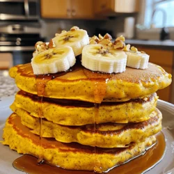 - 1 cup cottage cheese - 1 cup canned pumpkin puree - 2 large eggs These main ingredients create a rich and creamy base for the pancakes. Cottage cheese adds protein and a fluffy texture. The canned pumpkin puree brings a sweet, earthy flavor and a lovely orange color. - 1/2 cup rolled oats - 1 teaspoon baking powder - 1 teaspoon cinnamon - 1/2 teaspoon nutmeg - 1/4 teaspoon salt The dry ingredients help bind everything together. Rolled oats give the pancakes a nice heartiness. Baking powder makes them rise and become fluffy. Cinnamon and nutmeg add warmth and fall flavors. A pinch of salt balances the sweetness. - 1 tablespoon maple syrup (for sweetness) - Coconut oil or cooking spray (for frying) - Optional toppings: sliced bananas, chopped nuts, or maple syrup You can add maple syrup for extra sweetness if you like. Use coconut oil or cooking spray to ensure the pancakes do not stick to the pan. For toppings, sliced bananas and chopped nuts add flavor and crunch. A drizzle of maple syrup enhances the sweetness and ties it all together. To start, gather your ingredients. In a mixing bowl, combine 1 cup of cottage cheese, 1 cup of canned pumpkin puree, and 2 large eggs. Whisk these together until smooth. Next, add in 1/2 cup of rolled oats, 1 teaspoon of baking powder, 1 teaspoon of cinnamon, 1/2 teaspoon of nutmeg, and 1/4 teaspoon of salt. If you like your pancakes sweet, mix in 1 tablespoon of maple syrup. Stir until everything is well blended. You will see a thick batter form, which is perfect for pancakes. Now it’s time to cook. Heat a non-stick frying pan or griddle over medium heat. Lightly grease it with coconut oil or cooking spray. Pour 1/4 cup of batter onto the hot pan for each pancake. Watch closely! Cook for 3-4 minutes until bubbles form on top and the edges look set. Carefully flip the pancakes using a spatula. Cook for another 2-3 minutes until they turn golden brown and are cooked through. Repeat this with the rest of the batter, adjusting the heat if needed to avoid burning. Once your pancakes are ready, it’s time to serve! Stack them on a plate and consider adding some fun toppings. Sliced bananas, chopped nuts, or a drizzle of maple syrup work great. These toppings not only add flavor but also make your pancakes look appealing. Enjoy your Cottage Cheese Pumpkin Protein Pancakes warm for a delightful meal! To cook great pancakes, watch your heat. Start with medium heat. If it’s too high, pancakes burn. If it’s too low, they won’t cook well. To avoid stickiness, use a non-stick pan. Grease the pan with coconut oil or cooking spray. This little step makes flipping easier and keeps the pancakes intact. You can swap cottage cheese with Greek yogurt for a creamier taste. If you don’t have rolled oats, try quick oats. Both options work well for texture. Adjust spices to fit your taste. Love cinnamon? Add more! Prefer less nutmeg? Cut back. Make the recipe your own by playing with flavors. You can prepare the batter a day before. Just store it in the fridge. When you’re ready to cook, give it a quick stir. For leftovers, reheat pancakes in the microwave. Just 30 seconds should do the trick. You can also heat them in a pan. This keeps them warm and tasty. {{image_2}} You can boost your pancakes by adding chocolate chips or nuts. They add sweetness and crunch. Mix in about half a cup of chocolate chips or chopped nuts to the batter. This makes each bite even more delicious. If you want to cut down on sugar, try using alternative sweeteners. Stevia or monk fruit work well. Just adjust the amount to match your taste. This keeps your pancakes tasty without extra sugar. For those needing gluten-free options, you can use almond or coconut flour. These flours work great in pancakes. Use the same amount as rolled oats in the recipe. This change keeps the pancakes light and fluffy while being gluten-free. If you prefer a vegan version, replace the eggs with flax eggs. Mix one tablespoon of ground flaxseed with three tablespoons of water. Let it rest for five minutes. This will help bind the ingredients together, just like eggs. You can make these pancakes special by adding seasonal spices. During fall, try adding more cinnamon or ginger. This gives a warm, cozy flavor. In winter, you might try nutmeg or allspice for a festive twist. You can also add fresh fruits like apples or pears. This boosts flavor and adds nutrients. Just chop them up and mix them in. Seasonal ingredients make your pancakes fun and fresh! To store leftover pancakes, let them cool first. Place them in an airtight container. You can keep them in the fridge for up to three days. If you want to save them longer, freeze the pancakes. Stack them with parchment paper between each one. This prevents sticking. Place the stacked pancakes in a freezer-safe bag. They can last for about two months in the freezer. For reheating, the microwave works well. Place the pancake on a microwave-safe plate. Heat it for about 20 to 30 seconds. Check if it’s warm enough. If not, heat for another 10 seconds. You can also use a skillet for reheating. Heat the skillet over low heat. Place the pancake in the skillet for about one minute on each side. This keeps the texture nice and soft. In the fridge, pancakes stay fresh for about three days. In the freezer, they can last up to two months. Always check for any signs of spoilage before eating. If they smell off or look strange, it’s best to toss them. Enjoy your cottage cheese pumpkin protein pancakes while they are fresh! Yes, you can use fresh pumpkin. Fresh pumpkin gives a rich flavor. However, it takes more time to prepare. You need to cook and puree it. Canned pumpkin is quick and easy. It is smooth and ready to use. Both options are healthy and tasty. If you need a substitute, try Greek yogurt. It has a similar texture and adds protein. Silken tofu is a great vegan option. It blends well into the batter. Ricotta cheese is another choice, but it has a creamier texture. Choose what fits your diet best. To make fluffier pancakes, add a bit more baking powder. You can also separate the egg yolks and whites. Whip the egg whites until they are stiff. Then fold them into the batter gently. This adds air and lightness to your pancakes. Cook them on low heat for even cooking. These pancakes combine healthy ingredients for a tasty dish. We explored the main ingredients, like cottage cheese and pumpkin puree, to give you a nutritious start. You learned how to mix the batter, cook the pancakes, and serve them. Tips and tricks will help you achieve the perfect pancake. Plus, we covered various flavor and dietary variations to suit your needs. With proper storage and reheating methods, your pancakes will stay fresh. Enjoy every bite and have fun experimenting with your creations!