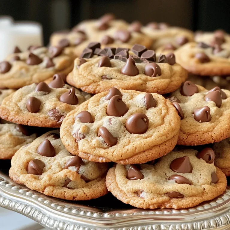 - 1 cup unsalted butter, softened - 1 cup granulated sugar - 1 cup brown sugar, packed - 2 large eggs - 2 teaspoons vanilla extract - 3 cups all-purpose flour - 1 teaspoon baking soda - 1/2 teaspoon salt - 2 cups semi-sweet chocolate chips - 1/2 cup chopped nuts (optional) Each ingredient plays a key role in making soft gooey chocolate chip cookies. - Unsalted butter gives the cookies a rich flavor and a soft texture. - Granulated sugar adds sweetness and helps cookies spread. - Brown sugar brings a hint of caramel and moisture to the mix. - Eggs bind the ingredients and add moisture. - Vanilla extract enhances the cookie’s flavor and aroma. - All-purpose flour provides structure to the cookies. - Baking soda helps the cookies rise and stay soft. - Salt balances the sweetness and enhances flavors. - Semi-sweet chocolate chips create gooey pockets of chocolate bliss. - Chopped nuts add crunch and flavor, but are optional. If you want to switch things up, here are some alternatives: - Butter can be replaced with coconut oil for a dairy-free option. - Granulated sugar can be swapped with coconut sugar for a less processed choice. - Brown sugar can be replaced with maple syrup; just reduce other liquids. - All-purpose flour can be exchanged for almond flour for a gluten-free option. - Chocolate chips can be replaced with dark chocolate or white chocolate for variety. - Nuts can be omitted or replaced with seeds for a nut-free cookie. These changes keep the cookies tasty while catering to different diets and preferences. To make soft gooey chocolate chip cookies, start by preheating your oven to 350°F. Line a baking sheet with parchment paper. In a large bowl, mix 1 cup of softened butter, 1 cup of granulated sugar, and 1 cup of brown sugar. Cream these together until fluffy. Add 2 large eggs, one at a time. Mix well after each egg. Next, stir in 2 teaspoons of vanilla extract. In another bowl, whisk 3 cups of all-purpose flour, 1 teaspoon of baking soda, and 1/2 teaspoon of salt. Gradually add this dry mix to the wet mixture. Stir only until combined. Fold in 2 cups of semi-sweet chocolate chips. If you like, add 1/2 cup of chopped nuts too. Use a cookie scoop to drop dough balls on the baking sheet. Space them about 2 inches apart. Bake your cookies in the preheated oven for 10 to 12 minutes. Watch for the edges to turn golden brown. The centers should still look soft. This is key for that gooey texture you want. After baking, let the cookies cool on the sheet for 5 minutes. Then, transfer them to a wire rack to cool completely. To get that soft and gooey texture, do not over-mix the dough. Mixing just until combined ensures the cookies stay tender. Also, watch the baking time closely. If you bake them too long, they will turn hard. Keep an eye on the edges. They should be golden, while the center remains soft. This balance is what makes these cookies an irresistible delight. 1. Use Softened Butter: Start with butter at room temperature. This helps create a creamy mix. 2. Mix Just Right: When you add the flour, mix it slowly. Over-mixing makes cookies tough. 3. Chill the Dough: Let the dough rest in the fridge for 30 minutes. This keeps cookies from spreading too much. 4. Don’t Skip the Salt: Salt enhances flavor. It makes the sweet taste even better. 5. Use Good Chocolate: Choose high-quality chocolate chips. They add rich flavor and gooey texture. - Using Cold Butter: Cold butter leads to hard cookies. Always soften it first. - Not Measuring Correctly: Use measuring cups for accuracy. Too much flour makes cookies dry. - Baking Too Long: Check cookies at the lower end of the baking time. They should look soft in the middle. - Ignoring Oven Temp: Always preheat your oven. A hot oven helps cookies rise and stay soft. - Check the Edges: Look for golden edges. If they are brown, your cookies may be over-baked. - Soft Centers: The centers should look slightly undercooked. They will firm up as they cool. - Touch Test: Gently press the cookie center. If it springs back, they are done. If it stays flat, bake a little longer. {{image_2}} You can easily change up these cookies. Add-ins can make your cookies unique. Here are some ideas: - Nuts: Add 1/2 cup of chopped walnuts or pecans for crunch. - Dried Fruit: Toss in 1/2 cup of dried cranberries or raisins for sweetness. - Peanut Butter: Mix in 1/2 cup of creamy peanut butter for a nutty twist. - Mint: Use mint chocolate chips instead of regular ones for a fresh flavor. Feel free to mix and match your favorites. Each choice adds new fun to your cookies. You can still enjoy these cookies if you need gluten-free or vegan options. Here’s how: - Gluten-Free: Replace all-purpose flour with a gluten-free flour blend. Make sure it has xanthan gum for better texture. - Vegan: Swap eggs with a flaxseed mixture. For each egg, mix 1 tablespoon of flaxseed meal with 2.5 tablespoons of water. Let it sit until thick. Use coconut oil instead of butter too. These options let everyone enjoy soft gooey cookies. Make your cookies fit the season or a theme. Here are some ideas: - Fall: Add 1 teaspoon of cinnamon and 1/2 cup of chopped apples for a cozy taste. - Winter Holidays: Mix in festive sprinkles and use red and green chocolate chips. - Summer: Add 1/2 cup of shredded coconut and 1/4 cup of macadamia nuts for a tropical feel. With these ideas, you can celebrate any time of the year with your cookies. To keep your soft gooey chocolate chip cookies fresh, store them in an airtight container. This helps maintain their soft texture. You can place parchment paper between the layers to prevent sticking. Store the container at room temperature for best results. If you live in a humid area, keep it in a cool, dry place. You can freeze these cookies for later enjoyment. After baking, let them cool completely. Once cool, place the cookies in a single layer on a baking sheet. Freeze for about an hour. After that, transfer the cookies to a freezer bag. Remove as much air as possible before sealing. They can last for up to three months in the freezer. These cookies have a great shelf life. When stored properly, they stay fresh for about one week at room temperature. If you freeze them, you can enjoy them for months. Just remember, the fresher the cookie, the better it tastes! Yes, you can make these cookies ahead of time. You can prepare the dough and chill it. Wrap the dough in plastic wrap and place it in the fridge. It can stay fresh for up to three days. When you are ready to bake, scoop the dough onto a baking sheet. Bake as directed. Chilling the dough helps the flavors blend well and keeps the cookies soft. Several factors make cookies soft and gooey. The butter needs to be soft, not melted. Using brown sugar adds moisture, which helps with softness. The right amount of flour is also key; too much flour can lead to dryness. Baking time matters too. If you take them out while the centers are still soft, they will stay gooey as they cool. If your cookies are hard, don’t worry! You can make changes for next time. First, use more brown sugar. This helps keep cookies soft. Check your baking time; less time in the oven keeps them chewy. If you have hard cookies now, place them in a sealed bag with a slice of bread for a day. The bread adds moisture back into the cookies. We explored the key ingredients for delicious cookies and their importance. You learned the best preparation steps and baking tips for the perfect texture. I shared ways to tweak the recipe with add-ins and options for various diets. We also covered how to store cookies and maximize their shelf life. Remember, practice makes perfect. Use these tips, and you’ll impress everyone with your cookies! Enjoy your baking journey!