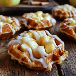 To make these tasty treats, gather the following ingredients: - 2 cups all-purpose flour - 1 cup apple cider - 1 tablespoon baking powder - 1 teaspoon ground cinnamon - 1/2 teaspoon nutmeg - 1/4 teaspoon salt - 2 eggs - 1 cup diced apple (preferably Granny Smith) - 1/2 cup brown sugar - 1/4 cup granulated sugar - 1/3 cup vegetable oil - 1 teaspoon vanilla extract - For Glaze: - 1 cup powdered sugar - 2 tablespoons milk - 1/2 teaspoon vanilla extract When selecting apples, go for those that are firm and crisp. Granny Smith apples work best. They add a nice tartness. You want apples that hold their shape when cooked. Avoid soft and mealy apples. They can turn mushy in the batter. When you bite into the donut, you want to taste apple chunks. You can easily swap some ingredients if needed. Here are a few ideas: - Flour: Use whole wheat flour for a healthier option. - Sugar: Coconut sugar can replace brown and granulated sugar. - Oil: Melted coconut oil can be a good alternative for vegetable oil. - Eggs: Use flax eggs for a vegan version. Mix one tablespoon of ground flaxseed with three tablespoons of water. Let it sit for a few minutes to thicken. These swaps can help you make this recipe fit your needs. Always remember to keep the flavors balanced. To start, gather your ingredients. You need flour, baking powder, spices, eggs, apple cider, and apple pieces. 1. In a large bowl, mix the flour, baking powder, cinnamon, nutmeg, and salt. Use a whisk to blend them well. 2. In a separate bowl, combine apple cider, eggs, brown sugar, granulated sugar, vegetable oil, and vanilla extract. Stir this until smooth. 3. Now, pour the wet mix into the dry mix. Gently stir until combined. Do not overmix; a few lumps are okay. 4. Next, fold in the diced apple pieces. This adds a sweet crunch to your batter. Now it's time to cook your waffle donuts. 1. Preheat your waffle iron. Follow the instructions that come with it for best results. 2. Lightly grease the hot waffle iron with cooking spray or oil to prevent sticking. 3. Pour in about a cup of batter, depending on your iron's size. Close the lid. 4. Cook for about 5 to 7 minutes. The donuts should turn golden brown and feel firm. 5. Carefully remove the donut from the iron. Repeat this process until you use all the batter. Finally, let's glaze and serve these delicious treats. 1. In a small bowl, whisk together powdered sugar, milk, and vanilla extract. Aim for a smooth, drizzle-like consistency. 2. While the waffle donuts are still warm, dip them in the glaze. Let any excess glaze drip off. 3. For extra flavor, sprinkle some cinnamon or chopped nuts on top before the glaze sets. Enjoy your delightful Apple Fritter Waffle Donuts warm! To cook your waffle donuts just right, preheat your waffle iron first. A hot iron helps make them crispy outside and soft inside. Pour about one cup of batter into the center. Close the lid and let it cook for 5-7 minutes. Check for a golden brown color. If they look good, they are ready! No one likes a stuck donut! To avoid this, grease your waffle iron lightly with cooking spray or a brush of oil. This simple step keeps the donuts from clinging to the plates. Make sure to grease it before each batch to keep it working well. Want to level up your waffle donuts? You can add more flavor by mixing in extras. Try adding chopped nuts, like walnuts or pecans, for a nice crunch. You can also use spices like cloves for a warm taste. For a fun twist, mix in chocolate chips or dried fruits too! These add-ins make your apple fritter waffle donuts even more delicious. {{image_2}} To make gluten-free apple fritter waffle donuts, swap the all-purpose flour for a gluten-free blend. Look for a mix that has xanthan gum to help with texture. This keeps the donuts light and fluffy. I recommend using a 1:1 gluten-free flour mix. You can find these in most grocery stores. Follow the same steps in the recipe, and enjoy a tasty treat that fits your diet. While the glaze adds a sweet finish, you can try different toppings. Here are some ideas: - Maple syrup: Drizzle this over warm donuts for a sweet touch. - Chocolate glaze: Melt chocolate chips and mix with a little cream for a rich glaze. - Chopped nuts: Sprinkle chopped walnuts or pecans for crunch. - Cinnamon sugar: Mix cinnamon and sugar, then dust it over warm donuts. Feel free to get creative! Mix and match to find your favorite topping. Apple fritter waffle donuts shine with apples, but seasonal fruits add fun flavors. Here are some tasty swaps: - Pears: Use diced pears for a delicate flavor. - Peaches: Diced peaches give a juicy, sweet twist. - Pumpkin: For fall, add pumpkin puree to the batter for a spiced treat. - Berries: Mix in fresh berries for a burst of color and tanginess. Experiment with these fruits to make your waffle donuts unique! Each fruit brings its own charm to this delightful breakfast treat. To keep leftover waffle donuts fresh, place them in an airtight container. You can store them at room temperature for one day. If you want to save them longer, move them to the fridge. They will stay good for up to three days in the fridge. When you want to enjoy your leftover waffle donuts, the best way to reheat them is in a toaster or an oven. Set the toaster to medium heat and pop them in. If using an oven, preheat it to 350°F (175°C). Wrap the donuts in foil and heat for about 5-10 minutes. This will make them warm and crispy again. For longer storage, you can freeze the waffle donuts. First, let them cool completely. Then, wrap each donut tightly in plastic wrap. Place the wrapped donuts in a freezer bag or airtight container. They can stay in the freezer for up to three months. When you want to eat them, simply thaw them in the fridge overnight and reheat as mentioned above. Apple fritter waffle donuts are a fun twist on classic apple fritters. They blend the flavors of apples, cinnamon, and a sweet glaze into a donut shape. You make them using a waffle iron, which gives them a crisp outside and a soft inside. The diced apples add texture and flavor, while the spices give warmth. This breakfast treat is both easy to make and very tasty. Yes, you can prepare the batter ahead of time. Just mix the dry and wet ingredients in separate bowls. Store them in the fridge until you're ready to cook. This keeps the batter fresh and helps the flavors meld. You can also cook the waffle donuts in advance and store them. Just reheat them in a toaster or oven before serving. You will know the waffle donuts are done when they turn golden brown. The cooking time is about 5-7 minutes. A good test is to open the waffle iron slightly. If the steam has slowed down and the edges look crisp, they are ready. Always use caution when removing them, as they will be hot! Apple Fritter Waffle Donuts combine the best of flavors and textures. We covered key ingredients, including apple types and substitution tips. You learned step-by-step instructions for making, cooking, and glazing the donuts. I shared tips to improve cooking and offered fun variations. Lastly, knowing how to store and reheat keeps your donuts fresh. Enjoy making these tasty treats. They are perfect for any occasion, and I hope you try them!
