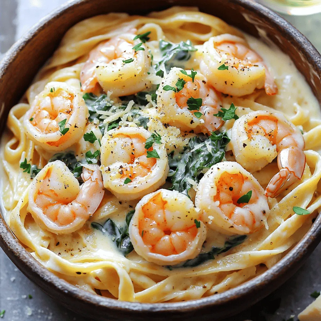 - 1 pound large shrimp, peeled and deveined - 8 ounces fettuccine pasta - 2 cups heavy cream - 3 tablespoons Cajun seasoning - 4 cloves garlic, minced - 1 cup grated Parmesan cheese - 1 cup spinach (fresh) - Large pot or deep skillet - Mixing bowls - Measuring cups and spoons The main ingredients for my One-Pot Creamy Cajun Shrimp Alfredo are simple yet packed with flavor. Large shrimp give the dish a nice protein boost. Fettuccine pasta serves as the perfect base. Heavy cream makes the sauce rich and smooth. I love how these three come together to create a hearty meal. For seasonings, Cajun seasoning adds a delightful kick. Fresh garlic gives a fragrant touch. Grated Parmesan cheese adds depth and creaminess. Fresh spinach not only adds color but also nutrients. You can adjust these ingredients based on your taste. You also need a large pot or deep skillet for cooking. Mixing bowls help with marinating the shrimp. Measuring cups and spoons ensure you get the right amounts. These tools make the cooking process easier and more enjoyable. To start, you need to marinate the shrimp. First, take 1 pound of shrimp and toss it with 1 tablespoon of Cajun seasoning in a small bowl. This adds great flavor. Let the shrimp marinate for about 10 minutes while you prepare the other ingredients. This time is perfect for letting the spices soak in. Next, grab a large pot or a deep skillet. Heat 2 tablespoons of olive oil over medium-high heat. Add 4 cloves of minced garlic and sauté them until fragrant, about 1 minute. This will give your dish a nice aroma. After that, add 8 ounces of fettuccine pasta and 1 cup of chicken broth. Also, toss in the remaining 2 tablespoons of Cajun seasoning. Bring this mix to a boil. Then, reduce the heat, cover, and let it simmer for about 10-12 minutes. Stir it occasionally to keep the pasta from sticking. Once the pasta is cooked al dente, it’s time to make it creamy. Stir in 2 cups of heavy cream and 1 cup of grated Parmesan cheese. Mix it well until the cheese melts and the sauce becomes rich and creamy. Now, add the fresh spinach and the marinated shrimp back into the pot. Stir everything together and cook for an additional 2-3 minutes until the spinach wilts and the shrimp are heated through. Don’t forget to season with salt and pepper to taste. This brings all the flavors together beautifully. To get that rich flavor, you must balance the Cajun spices. Start with three tablespoons of Cajun seasoning. If you want more heat, add a pinch at a time. Taste as you go. This helps you find the right kick without overwhelming your dish. For a creamy sauce, focus on the heavy cream. After cooking the pasta, stir in the cream and Parmesan cheese. This ensures the sauce is smooth and thick. If it seems too thick, add a splash of chicken broth. Stir until you reach your desired creaminess. When using larger shrimp, increase cooking time slightly. Cook them until they turn pink and opaque. For smaller shrimp, reduce the cooking time by a minute or two. This keeps them juicy and tender. Cook your pasta al dente. This means it should be firm to the bite. When you add the pasta to the pot, stir often. This prevents sticking and ensures even cooking. A beautiful dish starts with garnishing. After serving, sprinkle chopped parsley on top. This adds a pop of color. Grate extra Parmesan over the dish for more flavor and a nice look. For serving styles, use deep bowls. This keeps the sauce contained and looks elegant. You can even serve with a side of garlic bread. It makes for a great meal! {{image_2}} You can swap shrimp for other proteins. Chicken is a great choice. Simply cut it into bite-sized pieces. Sauté it just like you did the shrimp. Sausage also works well. Use smoked sausage for added flavor. For a vegetarian twist, try mushrooms or tofu. Sauté mushrooms until they are golden. If using tofu, press it to remove extra water. This makes it crispier when cooked. Fettuccine is classic, but you can switch it up. Penne or linguine are both tasty options. Each pasta has a unique shape that holds sauce differently. You can even use gluten-free pasta. There are many types available. Just check the cooking time, as it may differ. Adjusting the heat in your dish is easy. Use more or less Cajun seasoning to suit your taste. If you want a milder dish, start with half the amount. You can also add veggies for more flavor. Bell peppers, for example, add sweetness and crunch. Sauté them with the garlic for the best flavor. To keep your One-Pot Creamy Cajun Shrimp Alfredo fresh, store leftovers in an airtight container. This helps prevent moisture loss and keeps the flavors intact. Enjoy your leftovers within three days for the best taste. You can reheat your dish in two ways: the microwave or the stovetop. For the microwave, place your serving in a bowl and heat for one minute. Stir, then heat in 30-second intervals until warm. For the stovetop, place the dish in a pan over low heat. Stir gently to warm through. To maintain creaminess, add a splash of heavy cream or chicken broth. This keeps the sauce from getting too thick or clumpy. You can freeze One-Pot Creamy Cajun Shrimp Alfredo before or after cooking. If freezing before cooking, keep the shrimp and pasta separate. If cooking first, let the dish cool completely before storing. When ready to eat, thaw the dish in the fridge overnight. Reheat it using the stovetop method for the best results. Add cream or broth as needed to keep it creamy. To make this dish, follow these steps: 1. Prepare the shrimp: Toss the shrimp in Cajun seasoning. Let it sit for about 10 minutes. 2. Sauté the shrimp: Heat olive oil in a large pot. Cook the shrimp for 2-3 minutes until pink. Set aside. 3. Cook the pasta: In the same pot, add minced garlic. Then add fettuccine, chicken broth, and more Cajun seasoning. Bring to a boil, then simmer for 10-12 minutes. 4. Add cream and cheese: Stir in heavy cream and grated Parmesan cheese. Mix until creamy. 5. Incorporate spinach and shrimp: Add fresh spinach and shrimp. Cook for 2-3 minutes until spinach wilts. 6. Serve: Let it sit for a minute to thicken if needed. You can pair this dish with several sides: - Garlic bread: Perfect for dipping. - Caesar salad: A fresh, crisp side. - Roasted vegetables: Adds color and nutrition. - Corn on the cob: A sweet, crunchy contrast. Yes, you can prep this dish early! Here’s how: - Cook the shrimp and pasta: Follow the initial steps but stop before adding cream. - Store it: Keep it in an airtight container in the fridge for up to 2 days. - Reheat and finish: When ready to serve, add cream and heat gently. If you want less heat, try these tips: - Use less Cajun seasoning: Start with a little and taste as you go. - Add cream: This helps tone down the spice. - Mix in sugar: A small amount can balance the heat. - Serve with yogurt: A dollop can cool down each bite. In this blog post, we explored how to make a delicious Cajun Shrimp Alfredo. We discussed the main and added ingredients, essential tools, and step-by-step instructions. I shared helpful tips for perfecting your sauce and adjusting cooking times. You can customize the dish with different proteins, pasta, and flavors. Remember to store leftovers properly and reheat them without losing creaminess. Enjoy crafting this tasty meal that you can share with friends or family. Happy cooking!