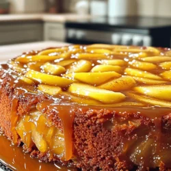 - 3 medium apples (Granny Smith or Honeycrisp), peeled, cored, and sliced - 1 cup brown sugar - 1/2 cup unsalted butter - 1 teaspoon cinnamon - 1/4 teaspoon nutmeg - 1 1/2 cups all-purpose flour - 1 teaspoon baking powder - 1/2 teaspoon baking soda - 1/4 teaspoon salt - 1/2 cup granulated sugar - 2 large eggs - 1 teaspoon vanilla extract - 1/2 cup whole milk This cake is simple yet so tasty. You need just a few ingredients to make it shine. First, choose your apples. I love using Granny Smith or Honeycrisp. They add a nice tartness. The brown sugar and butter create a rich caramel. Cinnamon and nutmeg bring warmth and depth to the flavor. For the cake itself, all-purpose flour gives it a soft texture. Baking powder and baking soda help it rise. The salt balances the sweetness. Granulated sugar sweetens the batter, while eggs provide structure. Vanilla adds a lovely aroma, and milk keeps it moist. Gather all your ingredients before you start. It makes the cooking process smooth and fun. Trust me, this cake will impress anyone you serve it to! Set your oven temperature to 350°F (175°C). This ensures your cake bakes evenly and turns golden brown. In a medium saucepan, melt the butter over medium heat. Once it is melted, add in the brown sugar, cinnamon, and nutmeg. Stir continuously until the mixture is smooth and bubbly. This should take about 2-3 minutes. Then, remove it from the heat. Pour the warm caramel mixture into the bottom of a greased 9-inch round cake pan. Next, arrange the sliced apples evenly over the caramel. Make sure the apples cover the bottom completely. This will create a lovely layer of fruit. Now, bake your cake in the preheated oven for 35-40 minutes. Check for doneness by inserting a toothpick in the center. It should come out clean when the cake is ready. The top should look golden brown and delicious. After baking, let the cake cool in the pan for about 5 minutes. Run a knife around the edges to loosen it. Place a serving plate on top of the cake pan and carefully flip the pan to release the cake. This step is key to revealing your stunning caramel apple layer. For this cake, I love using Granny Smith or Honeycrisp apples. These apples have a nice balance of sweet and tart. They hold their shape well while baking. This means you get tender apples without mush. Other great choices include Fuji or Braeburn for a sweeter taste. Always pick firm apples for the best results. Mixing the batter just right matters a lot. Overmixing can make your cake dense and tough. It’s best to stir until the flour disappears. You want a few lumps to remain. This keeps the cake light and fluffy. Remember, gentle mixing is key to a great texture. To check if your cake is done, use a toothpick. Insert it in the center of the cake. If it comes out clean, your cake is ready. Look for a golden brown color on top, too. If the top is browning too fast, cover it with foil. This helps it bake evenly without burning. {{image_2}} You can make your caramel apple upside down cake even better by adding nuts. Walnuts or pecans work great. They add a nice crunch and flavor. Chop them up and sprinkle them over the apple layer before adding the batter. Use about 1/2 cup of nuts for a good balance. This small change makes the cake more special and fun to eat. Spices can change the whole taste of your cake. You can try using different spices like ginger or allspice. These spices add warmth and depth to the flavor. Just replace part of the cinnamon with a teaspoon of your chosen spice. This way, you can create a unique twist on the classic recipe. Don’t be afraid to experiment! You might want to adjust the cake size for different needs. If you want a smaller cake, use an 8-inch pan. For a larger cake, try a 10-inch pan. If you change the pan size, remember to adjust the baking time. A smaller cake will bake faster, while a larger one might take longer. Always check with a toothpick to see if it is done. To keep your caramel apple upside down cake fresh, store it in the fridge. Place the cake in an airtight container. If you do not have one, cover it tightly with plastic wrap. This will help maintain its moisture and flavor. The cake stays good for up to 4 days in the refrigerator. When you want to enjoy your cake again, reheating it is easy. Preheat your oven to 300°F (150°C). Place a slice of cake on a baking sheet. Cover it loosely with aluminum foil. This will keep it from drying out. Warm for about 10 to 15 minutes. You can also use the microwave. Heat for about 10 to 15 seconds. Enjoy your cake warm! If you want to save some cake for later, freezing is a great option. First, let the cake cool completely. Wrap it tightly in plastic wrap. Then, place it in a freezer-safe container or a freezer bag. This helps prevent freezer burn. You can freeze it for up to 3 months. When you want to eat it, take it out and thaw it in the fridge overnight. After thawing, you can warm it up as needed. Yes, you can use other apples. Some great choices are Fuji, Gala, or Braeburn. These apples add a sweet taste. They also hold their shape well while baking. Each type gives a unique twist to the cake. To check if the cake is done, use a toothpick. Insert it into the center of the cake. If it comes out clean, your cake is ready. You can also look for a golden brown top. The edges will pull away from the pan slightly. Absolutely! You can prepare the caramel apple layer in advance. Store it in the fridge for up to two days. Just warm it slightly before using. This saves time on the day you bake. Yes, you can make this cake gluten-free. Use a gluten-free flour blend instead of all-purpose flour. Make sure it has a good mix of starch and protein. This swap keeps the cake moist and fluffy. This recipe combines simple ingredients, simple steps, and smart tips for a delicious cake. You can use apples you like, avoid mistakes by mixing gently, and store it well for later. You can also change things up with nuts or spices to make it your own. Remember, baking should be fun, so feel free to experiment. Enjoy your homemade cake, share it with friends, and savor every bite!