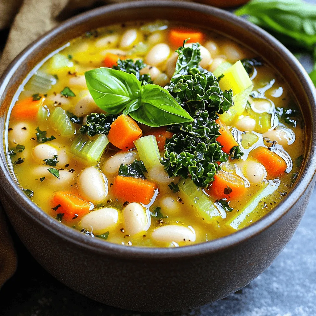- 2 cans (15 oz) white beans (cannellini or great northern), drained and rinsed - 2 tablespoons olive oil - 1 medium onion, diced - 3 cloves garlic, minced - 2 medium carrots, diced - 2 celery stalks, diced - 1 bell pepper, diced - 4 cups vegetable broth - 1 can (14 oz) diced tomatoes, with juices - 1 teaspoon dried oregano - 1 teaspoon dried thyme - 1 teaspoon smoked paprika - Salt and pepper to taste - 2 cups fresh kale, roughly chopped - 1 tablespoon lemon juice Canned white beans are the stars of this dish. They add creaminess and protein. I love using cannellini or great northern beans since they work well in the stew. Fresh vegetables like onion, carrots, and celery give a nice base. They add flavor and nutrients. Garlic and bell pepper boost the taste even more. Herbs and spices bring everything together. Dried oregano and thyme offer a classic Tuscan flavor. Smoked paprika adds a lovely warmth. You can adjust the salt and pepper to suit your taste. Finally, the kale gives a pop of color and extra nutrition. The lemon juice adds brightness at the end. - Fresh basil or parsley - Olive oil drizzle Garnishes make the dish look and taste better. Fresh basil or parsley adds a nice green touch. A drizzle of olive oil on top gives a rich finish. These simple additions make a big difference. Enjoy your stew with these tasty touches! First, heat 2 tablespoons of olive oil in a large pot. Use medium heat. Add one diced onion, two diced carrots, and two diced celery stalks. Sauté these for about five minutes. You want them to soften but not brown. Next, stir in three minced garlic cloves and one diced bell pepper. Cook for two more minutes. The smell will be amazing! Now, add four cups of vegetable broth and one can of diced tomatoes with their juices. Sprinkle in one teaspoon each of dried oregano, dried thyme, and smoked paprika. Don't forget to add salt and pepper to taste. Bring this mixture to a gentle simmer. Once simmering, add two cans of drained and rinsed white beans. Let the stew cook for 15 to 20 minutes. Stir occasionally. This helps the flavors blend nicely. Towards the end, add two cups of roughly chopped fresh kale. Cook for another five minutes until the kale wilts. This adds a nice pop of color and nutrition. Before serving, stir in one tablespoon of lemon juice. This gives the stew a bright taste. Taste your stew and adjust the seasoning as needed, adding more salt or pepper if you like it stronger. Enjoy the warmth and comfort of your Tuscan white bean stew! To make your stew shine, use high-quality broth. A rich broth adds depth and warmth. You can use homemade broth if you have it. If you use store-bought, look for low-sodium options. Adjust spices to taste as you cook. This stew loves herbs like oregano and thyme. If you want a kick, add a pinch of chili flakes. Prep your vegetables ahead of time. Chop the onions, carrots, and celery the night before. Store them in the fridge for easy access. This saves you time when you cook. Consider batch cooking this stew. You can double the recipe and freeze half. This way, you have a quick meal ready for busy days. Pair the stew with crusty bread for a hearty meal. Serve it with a side salad for freshness. Presentation matters too! Use deep bowls for serving. Garnish with fresh basil or parsley. A drizzle of olive oil on top adds flair and flavor. This makes your dish look nice and inviting! {{image_2}} You can change the beans in this stew. Try kidney beans or black beans. They add a new taste and texture. Different beans can also give you a fun twist. Adding protein is easy too. You can mix in diced chicken or turkey. If you want a heartier meal, use sausage or bacon. For a vegetarian option, try adding tofu or tempeh. These choices can make the stew even more filling. This stew is perfect for vegan or vegetarian diets. Just use vegetable broth and skip any meat. You can also add more veggies like zucchini or mushrooms for extra flavor. If you need a gluten-free option, this stew is great! All the ingredients are naturally gluten-free. Just make sure your broth is labeled gluten-free. This way, everyone can enjoy this tasty dish! To keep your Tuscan white bean stew fresh, refrigerate it within two hours of cooking. Use an airtight container. This stew lasts up to four days in the fridge. For long-term storage, you can freeze the stew. Let it cool completely before transferring it to a freezer-safe container. It can last up to three months in the freezer. When you’re ready to enjoy it again, just thaw it in the fridge overnight before reheating. When reheating, the best methods are on the stove or in the microwave. For the stove, pour the stew into a pot over medium heat. Stir often and heat until it’s hot. If using the microwave, place the stew in a microwave-safe bowl. Heat it in short intervals, stirring in between, until hot. To keep the flavor and texture, add a splash of vegetable broth if it seems too thick. This helps restore its creamy goodness. For Tuscan stew, cannellini and great northern beans are great choices. Cannellini beans are creamy and have a nutty taste. They hold their shape well. Great northern beans are tender and mild, perfect for stews. Both types add a nice texture and flavor. You can use either type in this recipe. Just drain and rinse them before adding. Yes, you can make this stew in advance. It tastes even better the next day. To store, let it cool and place it in an airtight container. Keep it in the fridge for up to three days. If you want to keep it longer, you can freeze it. To reheat, warm it in a pot over medium heat. Add a splash of broth if it seems too thick. Stir often to heat it evenly. You can add heat in a few simple ways. Try adding red pepper flakes for a nice kick. You can also use diced jalapeños or fresh chili peppers. If you like it really spicy, add hot sauce to taste. Just remember to start small and taste as you go. This way, you can control the heat to match your preference. This blog post dives into making a hearty Tuscan stew. We explored key ingredients like canned white beans, fresh veggies, and spices. I shared steps for prepping, simmering, and serving. Plus, I offered tips to boost flavors and save time. You can substitute ingredients or adjust for dietary needs. Storing leftovers is easy with the right methods. Enjoy your cooking journey and savor each bite of your delicious stew!