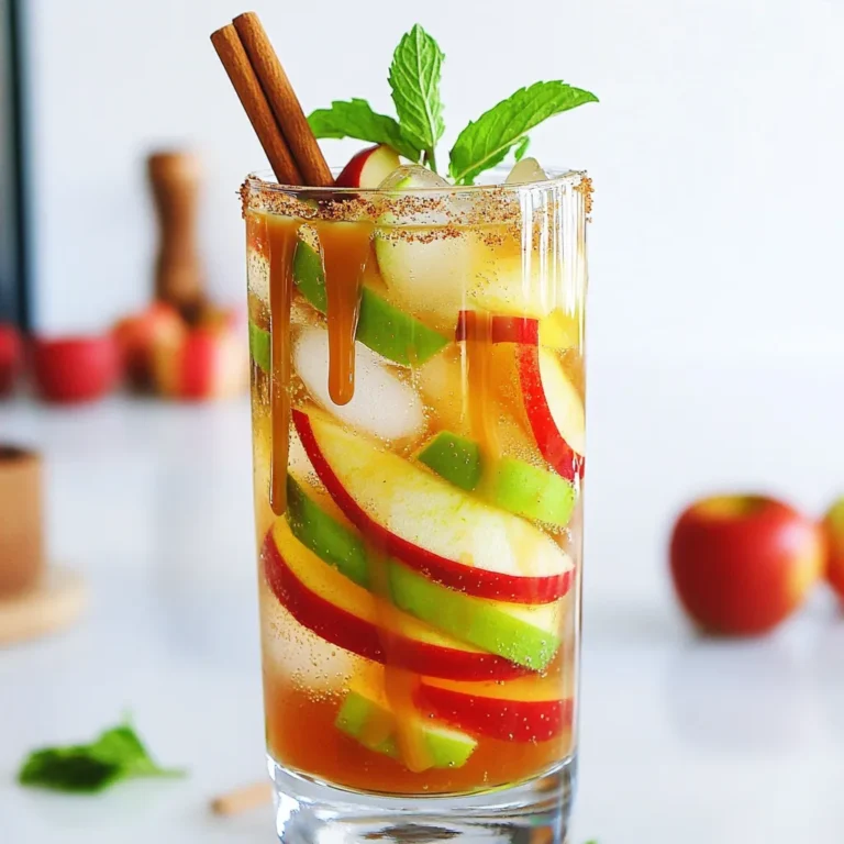 To make a great Caramel Apple Sangria, gather these key ingredients: - 3 cups apple cider - 1 cup sparkling water - 1 cup sliced apples (mix of red and green) - 1/2 cup caramel sauce (plus extra for garnish) - 1 teaspoon cinnamon - 1 tablespoon fresh lemon juice These components bring together the sweet and tart flavors that remind you of fall. Garnishes can add a nice touch to your drink. Consider these options: - Cinnamon sticks - Fresh mint leaves These not only look pretty but also add extra flavor. You can customize your Caramel Apple Sangria. Here are some fun ideas: - Use different types of apples for variety. Honeycrisp or Granny Smith work well. - Swap out the sparkling water for ginger ale for a spicier kick. - Add slices of pear or orange for more fruitiness. Feel free to experiment and find your perfect mix! Start by gathering your ingredients. You will need apple cider, sparkling water, and a large pitcher. Pour in 3 cups of apple cider and 1 cup of sparkling water. Stir gently to mix them together. This creates a refreshing base for your drink. Now, it’s time to add the fun flavors! Slice up 1 cup of apples, using a mix of red and green. Toss them into your pitcher. Next, drizzle in 1/2 cup of caramel sauce and 1 tablespoon of fresh lemon juice. Sprinkle 1 teaspoon of cinnamon on top. Stir everything carefully so the apples stay whole. Let your drink chill in the fridge for about 30 minutes. This helps the flavors blend together. When you are ready to serve, grab some ice and fill your glasses. For a sweet twist, drizzle extra caramel around the inside of each glass before pouring in the drink. Finally, garnish with a cinnamon stick and a few fresh mint leaves. Enjoy your Caramel Apple Sangria! To boost the taste of your Caramel Apple Sangria, use spices. Cinnamon is a must. It adds warmth and a sweet touch. You can also try nutmeg for a unique twist. A pinch of allspice can give a deeper flavor too. Just remember, a little goes a long way. Start small and taste as you go. Mixing your ingredients right is key. Start with the apple cider and sparkling water. Stir gently to keep the bubbles. Next, add the sliced apples. This keeps them whole and crunchy. When you add the caramel and lemon juice, mix carefully. You want all flavors to blend but not mush the apples. Chill it in the fridge for 30 minutes. This helps the flavors come together. Serve your Caramel Apple Sangria in clear glasses. This shows off the pretty apples and caramel. Drizzle extra caramel on the glass before pouring the drink. It looks great and adds sweetness. Add a cinnamon stick and mint leaves as a garnish. This makes the drink smell wonderful and adds a pop of color. Don't forget to serve it over ice for a refreshing drink. {{image_2}} You can easily make this drink with or without alcohol. For the non-alcoholic version, I suggest using apple cider and sparkling water. This mix is sweet and refreshing. You can add caramel sauce and spices to enhance the flavor. If you want the alcoholic version, add white wine or hard cider. Both options give a fun twist to the drink. As the seasons change, you can play with flavors. In fall, add pumpkin spice for a cozy vibe. In winter, try adding a splash of cranberry juice. This adds a tart flavor that balances the sweetness of caramel. In spring, fresh berries can bring a burst of color and taste. Each season offers unique ingredients that can make this drink special. You can mix in different fruits to change the taste. Pears work great with apples and add a subtle sweetness. Oranges can brighten the drink and give a zesty kick. You can even try pomegranate seeds for crunch and a pop of color. Each fruit brings its own flavor, making your sangria unique and fun to drink. To store any leftover caramel apple sangria, pour it into an airtight container. Make sure to seal the container tightly. This helps keep the flavors fresh. Store it in the fridge for up to three days. If you have slices of apple in the drink, they may lose their crunch over time. So, for the best taste, drink it soon. To keep your sangria fresh longer, skip adding the apple slices until you serve it. Apples can brown and soften. You can also keep the caramel sauce separate until serving. This way, the drink maintains its sweet taste and vibrant look. If you plan to drink the sangria later, consider using a vacuum seal bag. It can help remove air and keep your drink fresh even longer. You can reuse leftover ingredients in many ways. The caramel sauce works great on ice cream, pancakes, or even in coffee. The apple cider can mix well with baked goods. You can use it in muffins or cakes for a sweet twist. Sliced apples can be added to salads or used in oatmeal. This way, you won’t waste any delicious food and can enjoy the flavors in new ways. Yes, you can make Caramel Apple Sangria ahead of time. This drink tastes even better after sitting. Prepare the mixture and chill it for up to one day. Keep the apples fresh by adding them just before serving. This way, they stay crisp and bright. A mix of red and green apples works best. Red apples add sweetness, while green apples bring a tart flavor. Try using Fuji or Honeycrisp for sweetness and Granny Smith for tartness. This blend gives you a balanced taste that pairs well with the caramel. To reduce sugar, use unsweetened apple cider. You can also cut down on caramel sauce. Consider using a sugar-free caramel syrup instead. Adding more lemon juice can also help balance flavors without adding sugar. This way, you keep the taste without the extra sweetness. Caramel Apple Sangria is a fun drink for any occasion. We explored its key ingredients, from apples to optional garnishes. I shared easy steps to prepare it, along with tips to boost flavor. We also looked at various ways to change the recipe and how to store leftovers. Remember, you can mix and match to make it your own. Enjoy creating your unique sangria, and don't forget to share it with friends!