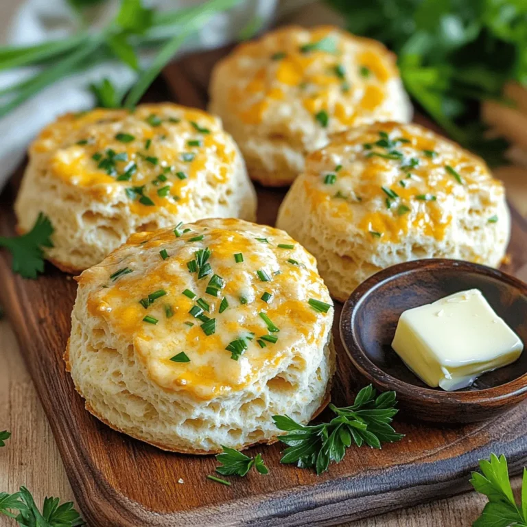 To make these tasty cheddar herb drop biscuits, you need the following: - 2 cups all-purpose flour - 1 tablespoon baking powder - 1/2 teaspoon salt - 1/4 teaspoon black pepper - 1/4 cup cold unsalted butter, cubed - 1 cup shredded sharp cheddar cheese - 1/4 cup fresh herbs (such as chives, parsley, and thyme), finely chopped - 3/4 cup buttermilk You can swap some ingredients if needed. For flour, use whole wheat flour for extra fiber. If you lack buttermilk, mix milk and vinegar to create a substitute. To make it dairy-free, use plant-based butter and a non-dairy milk. For cheese, you can try gouda or mozzarella. If you want fresh herbs but don’t have any, dried herbs work too, just use less. Choosing the right cheese and herbs makes a big difference. Sharp cheddar gives a strong taste. Look for a block of cheese and shred it yourself. This way, you get fresh flavor and better melt. For herbs, fresh ones are best for a bright taste. Chives add a mild onion flavor, parsley offers freshness, and thyme gives earthiness. Mix different herbs to find your favorite flavor combo. 1. Start by preheating your oven to 425°F (220°C). Line a baking sheet with parchment paper. This step keeps the biscuits from sticking. 2. In a large bowl, whisk the flour, baking powder, salt, and black pepper together. Make sure they mix well. 3. Take the cold cubed butter and cut it into the flour mixture. You want it to look like coarse crumbs. Use your fingers or a pastry cutter for this. 4. Next, add the shredded cheddar cheese and chopped herbs. Stir them in until they are evenly spread throughout the mixture. 5. Create a well in the center of the dry mix. Pour in the buttermilk. Use a spatula to mix gently. Do not overmix; it should just come together. 6. Using a spoon or cookie scoop, drop heaping tablespoons of dough onto the prepared baking sheet. Leave space between each biscuit. They will spread a bit while baking. 7. Bake in your preheated oven for 12-15 minutes. Look for golden brown tops. Insert a toothpick into the center of a biscuit; it should come out clean. - Watch for the color of the tops. They should be golden brown. - Use a toothpick to check the center. If it comes out clean, they are ready. - If you want a crispier biscuit, leave them in for an extra minute or two. But watch them closely! One common mistake is overmixing the dough. This can lead to tough biscuits. Mix just until the dough comes together. Another issue is using warm butter. Cold butter helps create flaky layers. Also, make sure your baking powder is fresh. Old baking powder won't help your biscuits rise. Fresh herbs make a big difference. I love using chives, parsley, and thyme together. You can also try dill or rosemary if you like. Chop the herbs finely so their flavor spreads evenly. Add a bit more if you want a stronger taste. This will make your biscuits more vibrant and tasty. Serve your biscuits warm straight from the oven. They pair well with soups and salads. You can also enjoy them with a pat of butter or some honey. For a fun twist, try them with jam or cheese spreads. Present them on a wooden board for a rustic look, and add a small bowl of softened butter for spreading. {{image_2}} You can mix up the cheese in your biscuits. Cheddar is great, but so are others. Try using mozzarella for a milder taste. Gruyère adds a nutty flavor that pairs well with herbs. For boldness, go for blue cheese. Each cheese will change the flavor and texture of the biscuit. Just remember to shred it finely for best results. Herbs can bring your biscuits to life. Chives, parsley, and thyme are classic choices. You can also add rosemary for a strong, woodsy flavor. If you want a fresh twist, try dill or basil. Each herb gives a different taste and aroma. Use a mix to create your own signature flavor. Just be sure to chop them finely so they blend well. Want to make these biscuits gluten-free? It’s easy! Use a gluten-free flour blend instead of all-purpose flour. These blends often have a mix of rice and almond flour. You might need to add a bit more liquid. Start with an extra tablespoon of buttermilk. This will help keep the dough moist. The texture might be different, but the taste will still be delicious! To keep your leftover biscuits fresh, place them in an airtight container. This helps to seal in moisture and flavor. You can also wrap them in plastic wrap if you prefer. Store the container at room temperature for up to two days. If you want them to last longer, refrigerate them for up to one week. When you are ready to enjoy your leftover biscuits, reheat them for best taste. Preheat your oven to 350°F (175°C). Place the biscuits on a baking sheet and warm them for about 5 to 10 minutes. This will help them regain their soft texture. You can also microwave them for about 15 to 20 seconds, but they may not be as crispy. Freezing is a great option if you want to save biscuits for later. After baking, let the biscuits cool completely. Then, place them in a single layer on a baking sheet. Freeze for about 1 to 2 hours until firm. After that, transfer them to a freezer bag. Label the bag with the date and use them within three months for the best quality. When you want to eat them, simply reheat from frozen as described above. To make biscuits rise, you need baking powder. This is a leavening agent. It creates bubbles when it mixes with wet ingredients. These bubbles help the biscuits puff up as they bake. Cold butter also helps. When it melts in the oven, it creates steam. This steam lifts the dough, making it light and fluffy. Don’t overmix your dough. Gently combine until just mixed. This keeps the biscuits tender. Yes, you can use regular milk. Buttermilk adds a tangy flavor and helps biscuits rise. If you don’t have buttermilk, make your own! Add a tablespoon of lemon juice or vinegar to a cup of milk. Let it sit for five minutes. This will mimic the acidity of buttermilk. Your biscuits will still be tasty, but they may not be as fluffy. Cheddar herb drop biscuits taste best fresh. However, you can store them. Keep them in an airtight container at room temperature. They last for about two days. For longer storage, you can freeze them. Wrap each biscuit in plastic wrap. Then, place them in a freezer bag. They can last up to three months. Just reheat them in the oven when you’re ready to eat! Now you have the tools to make delicious cheddar herb drop biscuits. You learned about the key ingredients, substitutions, and how to pick the best cheese and herbs. We covered step-by-step instructions and tips to avoid common mistakes. Don’t forget about the fun variations and storage tips. With this knowledge, you can bake tasty biscuits every time. Enjoy sharing your creations with others. Happy baking!