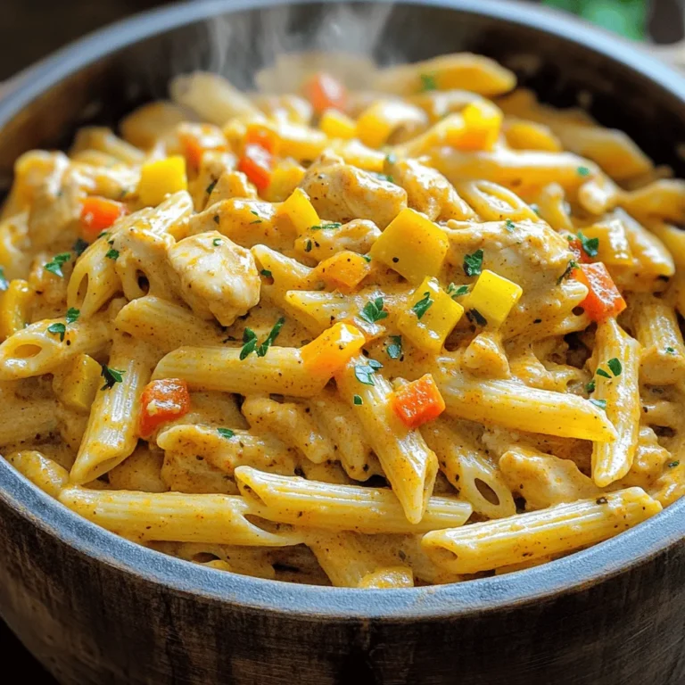 Cooking this creamy Cajun chicken pasta is fun and simple. Here’s what you need: - 2 tablespoons olive oil - 1 pound chicken breast, diced - 1 teaspoon Cajun seasoning - 1 bell pepper (red or yellow), diced - 1 small onion, finely chopped - 3 cloves garlic, minced - 8 ounces penne pasta - 4 cups chicken broth - 1 cup heavy cream - 1 cup grated Parmesan cheese - Salt and pepper to taste - Fresh parsley, chopped (for garnish) Each ingredient plays a key role in building flavor. The olive oil adds richness, while the Cajun seasoning gives a spicy kick. Diced chicken breast cooks quickly and stays tender. Bell pepper, onion, and garlic create a sweet and savory base. Penne pasta holds onto the creamy sauce well. Chicken broth adds depth, and heavy cream brings smoothness. Parmesan cheese finishes the dish with a salty, nutty flavor. Finally, fresh parsley adds a bright touch. Make sure to gather all these ingredients before you start cooking. It makes the process smoother and more fun! To start, heat 2 tablespoons of olive oil in a large pot over medium-high heat. I like to season 1 pound of diced chicken breast with 1 teaspoon of Cajun seasoning, salt, and pepper. Once the oil is hot, add the chicken. Sauté it for about 5 to 7 minutes. You want it golden brown. When done, remove the chicken and set it aside. In the same pot, it’s time to add flavor. Toss in 1 diced bell pepper, 1 small finely chopped onion, and 3 minced garlic cloves. Sauté these for about 3 to 4 minutes until they become soft. Softer veggies give the dish a rich taste. Now, add 8 ounces of penne pasta and 4 cups of chicken broth to the pot. Stir it well to mix. Bring everything to a boil. Once boiling, lower the heat and cover the pot. Let it cook for about 10 minutes. Stir occasionally to prevent sticking. After the pasta is al dente, add 1 cup of heavy cream and return the cooked chicken to the pot. Mix everything well. Gradually stir in 1 cup of grated Parmesan cheese until creamy and smooth. Taste your dish and adjust with more salt, pepper, or Cajun seasoning if needed. Turn off the heat and let it sit for 5 minutes to thicken. Serve hot, garnished with fresh chopped parsley. To keep your sauce smooth, avoid boiling the cream. Instead, add it after the pasta is tender. Stir gently to mix it in well. Use high-quality heavy cream for the best results. When adding cheese, do it slowly. This helps it melt evenly without clumping. Grate the cheese fresh for a creamier texture. Stir until the cheese is fully melted before serving. For extra flavor, add a pinch of cayenne or smoked paprika. These spices boost the Cajun taste. Fresh herbs like thyme or oregano also work well. They add a nice touch to your dish. If you like it spicier, increase the Cajun seasoning. Start with a little more and taste as you go. This way, you can find the right heat for your palate. A large pot or Dutch oven is ideal for this dish. It allows even cooking and prevents burning. A heavy-bottomed pot works best for heat distribution. Use a wooden spoon for stirring. It won’t scratch your pot and helps mix the sauce well. A ladle is great for serving; it makes portioning easy and neat. {{image_2}} You can change the pasta type if you want. Try fusilli or farfalle for fun shapes. They cook well and hold sauce nicely. For protein, chicken is great, but shrimp works too. Just add it later so it doesn’t overcook. You can also use sausage for a richer flavor. Just slice it and cook it like the chicken. To make this dish gluten-free, swap penne for a gluten-free pasta. Many brands offer great options. Just follow the package instructions for cooking time. If you need a dairy-free version, use coconut milk instead of cream. Nutritional yeast can give you a cheesy flavor without dairy. For a vegetarian twist, add mushrooms or chickpeas for protein. These swaps keep the dish tasty and satisfying. To keep your creamy Cajun chicken pasta fresh, use these tips: - Refrigerating: Place leftovers in an airtight container. They last about 3 to 4 days. - Freezing: For long-term storage, freeze in a freezer-safe container. This dish can last up to 2 months. - Best containers: Use glass containers or BPA-free plastic ones. They help keep the food fresh and tasty. When it’s time to enjoy your leftovers, follow these steps: - Reheating: Use a pot over low heat. Stir gently to avoid sticking. This keeps the pasta creamy. - What to add: If the pasta seems dry, add a splash of chicken broth or cream. This helps restore the dish’s creamy texture. Yes, you can use other pasta types! Try fusilli, farfalle, or rigatoni. These shapes hold sauce well. Just adjust cooking time slightly. For example, thinner pasta like spaghetti cooks faster. Keep an eye on the pot while cooking. Absolutely! This pasta dish works great for meal prep. It lasts in the fridge for about 3-4 days. Store it in an airtight container to keep it fresh. You can also freeze it for up to 2 months. Just thaw it overnight in the fridge before reheating. Yes, you can prepare some parts ahead of time. Dice the chicken and chop the veggies a day before. You can also cook the pasta and sauce, then cool it down before storing. When ready to eat, just reheat and add cheese and cream for that creamy finish. This recipe combines simple ingredients to create a flavorful dish. We explored sautéing chicken with Cajun seasoning and cooking tender vegetables. You learned how to blend pasta with creamy sauce and adjust flavors. I shared tips for swapping ingredients and storage advice. Remember, you can make this dish your own. Experiment with different proteins or pasta types. Enjoy your cooking journey, and trust that you can create something delicious!