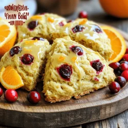 To make these delicious cranberry orange scones, you need: - 2 cups all-purpose flour - 1/2 cup granulated sugar - 1 tablespoon baking powder - 1/2 teaspoon salt - 1/2 cup unsalted butter, chilled and cubed - 1 cup fresh cranberries, halved - Zest of 1 orange - 1/2 cup heavy cream - 1 large egg - 1 teaspoon vanilla extract These ingredients create a tender scone with a bright flavor. The flour and sugar give structure, while the butter keeps them rich and flaky. Fresh cranberries add a tart bite, and the orange zest brightens the overall taste. For the sweet glaze, you will need: - 1 cup powdered sugar - 2 tablespoons orange juice - Zest of 1/2 orange This glaze brings sweetness and a citrus kick. It enhances the scones and makes them look appealing. If you have allergies or need alternatives, consider these: - Use gluten-free flour instead of all-purpose flour for a gluten-free option. - Substitute coconut oil for butter in dairy-free scones. - For lower sugar, use a sugar substitute in both the scones and glaze. These substitutions can still yield tasty scones. Just keep in mind that the texture might slightly change. Feel free to experiment and find what works best for you! 1. Start by preheating your oven to 400°F (200°C). Line a baking sheet with parchment paper. 2. In a large bowl, mix the flour, sugar, baking powder, and salt. Make sure they blend well. 3. Cut the chilled butter into small cubes. Add it to the flour mix. Use your fingers or a pastry cutter to combine until you see coarse crumbs. 4. Fold in the halved cranberries and orange zest gently. You want them spread evenly. 5. In another bowl, whisk together the heavy cream, egg, and vanilla extract until smooth. 6. Pour the cream mixture into the flour mixture. Stir gently until just combined. Be careful not to overwork the dough. 7. Turn the dough onto a floured surface. Pat it into a circle about 1 inch thick. Cut into 8 wedges. Place them on the prepared baking sheet. 8. Bake your scones for 18-20 minutes. They should turn golden brown on top. Keep an eye on them to avoid burning. 9. Once they are done, take them out and let them cool for a few minutes on a wire rack. 10. While the scones cool, make the glaze. In a bowl, mix the powdered sugar, orange juice, and orange zest. Stir until the glaze is smooth. 11. Once the scones have cooled slightly, drizzle the glaze over the top. This adds a sweet touch! Now, you have delicious cranberry orange scones ready to enjoy. They are perfect for breakfast or a snack! To make perfect cranberry orange scones, keep these tips in mind: - Use cold butter. This helps the scones rise well. - Don't overmix the dough. Mix just until combined for a tender texture. - Use fresh cranberries. They add a bright flavor and a nice tartness. - Chill the dough before baking. This helps maintain shape and improves texture. Dry scones can ruin the fun. Here’s how to keep them moist: - Measure flour correctly. Use the spoon and level method, not scooping. - Add cream gradually. Stop when the dough holds together but is not sticky. - Avoid baking too long. Keep an eye on them and remove when golden. A good glaze makes scones shine! Here’s how to get it right: - Mix powdered sugar and orange juice well. It should be smooth and pourable. - If too thick, add more juice, a teaspoon at a time. - If too thin, add a bit more powdered sugar until desired thickness. {{image_2}} You can switch out cranberries for other fruits. Blueberries, raspberries, or cherries work great. Each fruit adds its own flavor. For a tropical twist, try diced pineapple or mango. These fruits keep the scones fresh and sweet. Adjust the sugar if needed, based on the fruit's sweetness. Spices can change the taste of your scones. Adding cinnamon or nutmeg gives warmth. You can also add ginger for a spicy kick. Try lemon zest for a bright flavor, or even cardamom for something unique. Infusing flavors makes every batch special and fun. If you need dairy-free options, use almond or coconut milk instead of cream. Substitute the butter with coconut oil or a vegan butter. For gluten-free scones, use a gluten-free flour blend. These changes keep the scones tasty while meeting dietary needs. Always check that your ingredients are certified gluten-free. To keep your scones fresh, place them in an airtight container. This helps prevent them from drying out. Store them at room temperature for up to two days. If you want to keep them longer, consider freezing them. To reheat your scones, preheat your oven to 350°F (175°C). Place the scones on a baking tray. Heat them for 5 to 10 minutes. This will make them warm and soft again. You can also use a microwave. Heat them for about 10 to 15 seconds, but be careful not to make them too chewy. You can freeze scones for up to three months. First, let them cool completely after baking. Then, wrap each scone in plastic wrap. Place the wrapped scones in a freezer bag. When you want to enjoy them, just thaw them overnight in the fridge. Reheat as needed for the best taste. Yes, you can use frozen cranberries in this recipe. Just make sure to thaw them first. Drain any excess water before adding them to the dough. This helps avoid extra moisture in the scones, which can make them dense. Frozen cranberries work well and still add that tart flavor we love. You can replace heavy cream with milk or a plant-based milk. Use 3/4 cup of milk mixed with 1 tablespoon of vinegar or lemon juice. Let it sit for a few minutes to thicken. This mix gives a similar texture and keeps your scones moist and soft. You can also use yogurt for a creamy texture. These scones pair great with butter or a fruit spread. You can also enjoy them with clotted cream or whipped cream. For drinks, try serving them with tea or coffee. A fruit salad on the side adds freshness and color. You learned about making scones from start to finish. We covered the ingredients, steps, and tips needed for perfect results. Remember, you can customize your scones with different fruits or flavors. Store leftovers well, and follow our tips to keep them fresh. With these guidelines, baking scones can be fun and easy. Enjoy your scone-making journey and share it with others!