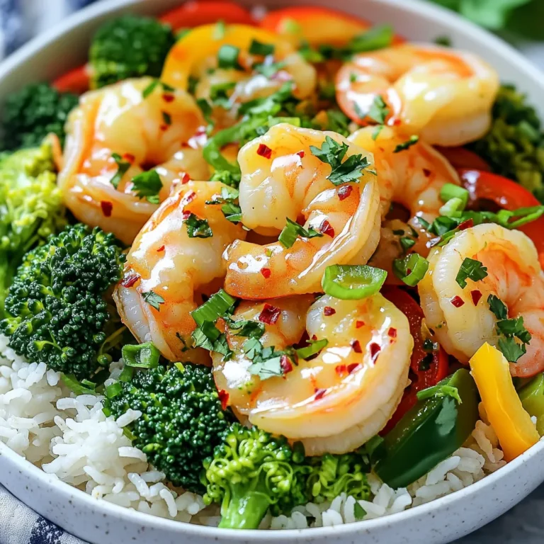 - 1 lb large shrimp, peeled and deveined - 3 tablespoons unsalted butter - 4 cloves garlic, minced The main ingredients bring rich flavor to the dish. Large shrimp add a sweet, briny taste. Unsalted butter gives a creamy base. Minced garlic adds a strong aroma and taste. - 1 cup broccoli florets - 1 bell pepper, sliced - Salt, pepper, and red pepper flakes The vegetables add color and nutrition. Broccoli florets give a nice crunch. Bell peppers bring a mild, sweet flavor. Seasoning with salt and pepper enhances the taste. Red pepper flakes add a spicy kick that you can adjust. - Lemon juice - Chopped green onions - Fresh cilantro Lemon juice brightens the dish with acidity. Chopped green onions add freshness and a mild onion flavor. Fresh cilantro gives a vibrant touch, making the meal feel special. To start, I steam the broccoli florets. I use a medium pot with a steamer basket. It takes about 5 minutes until the broccoli turns bright green and tender. I make sure not to overcook it. Once done, I set the steamed broccoli aside. It will add color and crunch to the bowl. Next, I move on to the shrimp. In a large skillet, I melt 3 tablespoons of unsalted butter over medium heat. As the butter melts, I add 4 cloves of minced garlic and 1 teaspoon of red pepper flakes. I sauté the garlic for about a minute until it smells amazing. Then, I toss in the peeled and deveined shrimp. I season them with salt and pepper. I cook the shrimp for 3 to 5 minutes until they turn pink and opaque. This step is key to getting that perfect texture. Once the shrimp are ready, I stir in 1 tablespoon of lemon juice and mix well. Now comes the fun part: assembling the bowls! I start with a base of 2 cups of cooked jasmine rice. I divide the rice among the bowls. Then, I top the rice with the shrimp and pour any leftover garlic butter over them. Next, I add the steamed broccoli and sliced bell peppers for a pop of color. Finally, I sprinkle chopped green onions and fresh cilantro on top for extra flavor and a beautiful touch. - How to achieve the perfect shrimp texture To get the best shrimp, start with large, fresh shrimp. Cook them quickly over medium heat. When they turn pink and opaque, they are done. Avoid overcooking! It makes them tough. Aim for 3-5 minutes in the pan. - Tips for infusing more garlic flavor Use fresh garlic, and mince it finely for the best taste. Sauté it in butter until it is fragrant. This takes about one minute. You can also add minced garlic when cooking the shrimp. This will boost the garlic taste in the dish. - Presentation tips for the rice bowls To make your rice bowls look great, arrange the shrimp neatly on top of the rice. Add the broccoli and bell peppers around the shrimp. Sprinkle green onions and cilantro on top for color. Serve with lemon wedges on the side for a fresh touch. - Recommended side dishes or accompaniments Garlic Butter Shrimp Rice Bowls pair well with a light salad. A simple cucumber salad or a fresh green salad works nicely. You can also serve some crusty bread to soak up the garlic butter sauce. {{image_2}} You can swap shrimp for other proteins. Chicken works well, too. Just cook it until it's no longer pink. If you want a plant-based option, use tofu. Press it first to remove the water. Then, sauté it until golden. For veggies, you can change things up. Try snap peas for a nice crunch. Carrots also add sweetness and color. Just cut them thin so they cook fast. You can mix and match based on what you like. To amp up the taste, consider adding more seasonings. A splash of soy sauce gives depth. You could also try teriyaki sauce for a sweet twist. If you like heat, increase the red pepper flakes. For a creamy touch, stir in some heavy cream or coconut milk. This will make the dish rich and tasty. Experiment with these options to find your favorite flavor! To store leftovers, let the dish cool first. Place the shrimp, rice, and veggies in the fridge. Use airtight containers to keep them fresh. This way, your meal stays tasty for up to three days. The best way to reheat shrimp is gently. You can use a microwave or a skillet. Heat them for about 1-2 minutes in the microwave. If using a skillet, add a splash of water or broth. Cook on low for 3-5 minutes. This keeps the shrimp tender and juicy. Always check that the shrimp are hot throughout before eating. Yes, you can make these bowls ahead of time. Cook the shrimp and veggies, then store them separately in the fridge. This keeps everything fresh. You can make the rice in advance too. Just reheat everything before serving. It saves time on busy days. If you don’t have jasmine rice, you can use other rice types. Long-grain rice or basmati work well. Quinoa is a great option too. It adds a nutty flavor and is packed with protein. Choose whichever suits your taste best. Cooked shrimp can last up to three days in the fridge. Make sure to keep it in an airtight container. If you see any signs of spoilage, toss it out. Always check for smell or changes in color. Fresh shrimp is key to a great meal. This blog post outlined a delicious Garlic Butter Shrimp Rice Bowl recipe. We covered key ingredients like shrimp, garlic, and vibrant veggies. I shared step-by-step instructions for quick cooking and tips for perfect shrimp. You can even customize it with different proteins and flavors. In closing, try this recipe for a fast and tasty meal. Enjoy experimenting with your own twists! Your cooking journey has just begun.