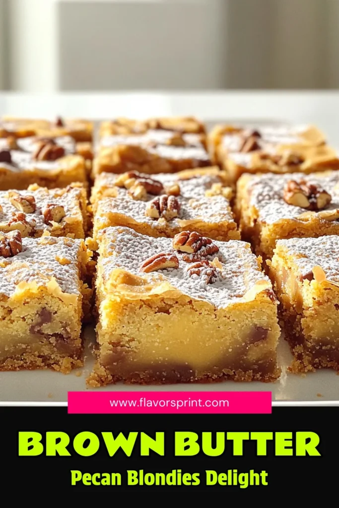 Indulge in the ultimate sweet treat with these Brown Butter Pecan Blondies! With a rich, nutty flavor and chewy texture, these blondies are perfect for any occasion. Learn how to make these mouthwatering squares that are sure to impress friends and family. Click through to explore the full recipe and enjoy a delightful baking experience today! #BrownButterPecanBlondies #BakingRecipes #DessertLovers #SweetTreats