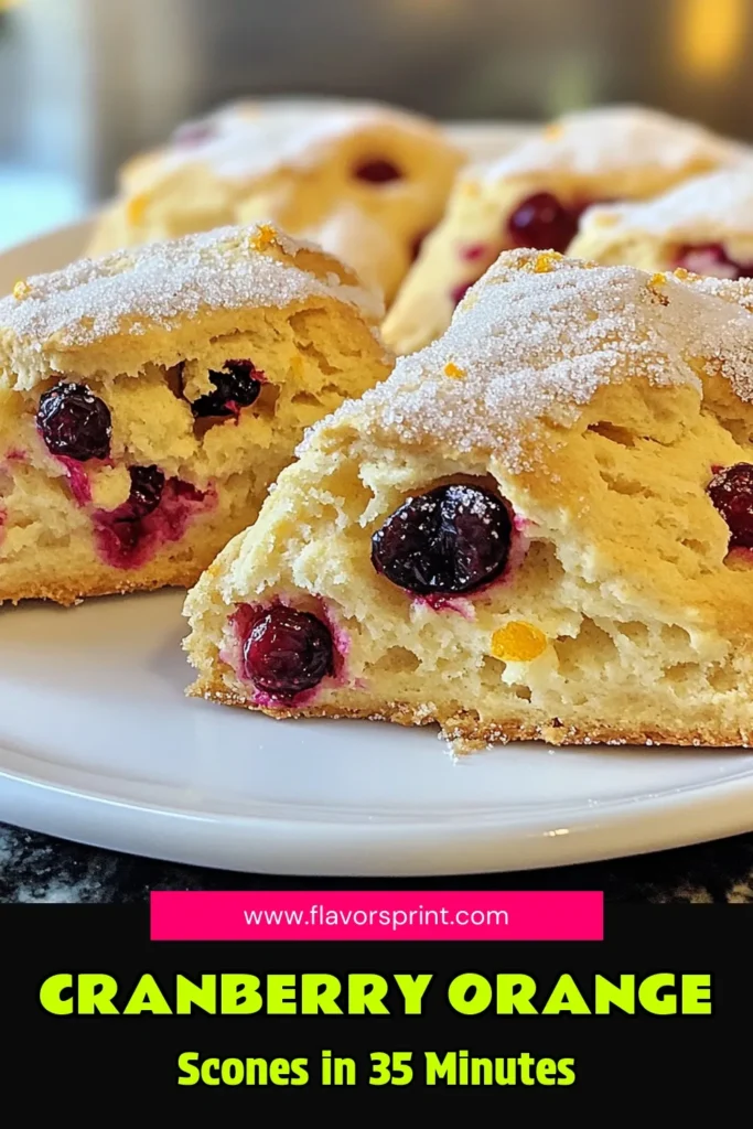 Indulge in the heavenly taste of Bakery-Style Cranberry Orange Scones that are perfect for breakfast or a cozy afternoon tea! With a delightful blend of tart cranberries and zesty oranges, these scones are easy to make and will have your kitchen smelling divine. Ready in just 35 minutes, this recipe is your new go-to for a delicious treat. Click through for the full recipe and impress your friends and family! #Scones #Baking #EasyRecipes #Foodie