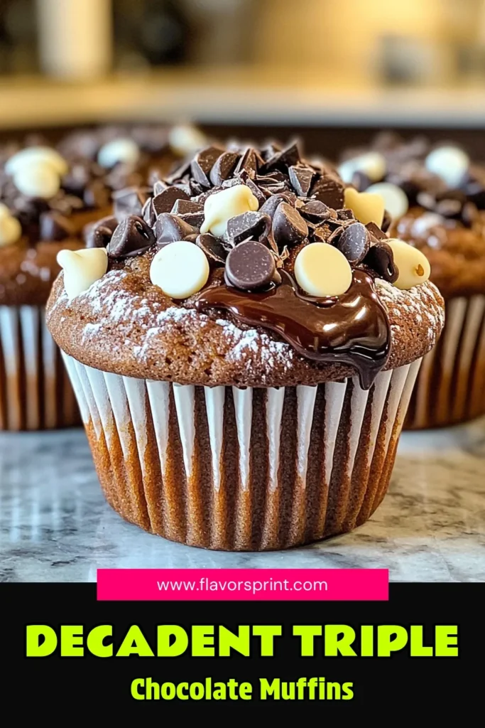 Indulge in the ultimate treat with these Triple Chocolate Chip Bakery Muffins! Packed with rich cocoa and loaded with semi-sweet, white, and dark chocolate chips, these muffins are a chocolate lover's dream. Perfect for breakfast or a sweet snack, they're easy to make and absolutely delicious. Don't miss out on this delightful recipe that will elevate your baking game. Click to discover how to make them!