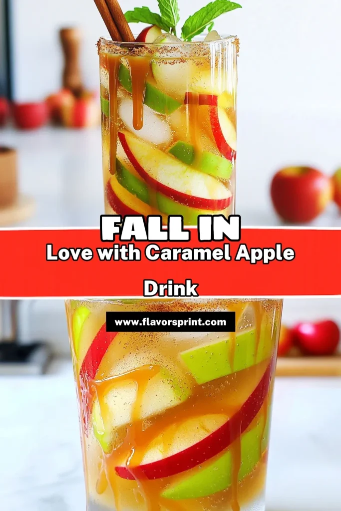 Get ready for a sweet and refreshing treat with this Caramel Apple Mocktail! Perfect for gatherings, this easy recipe combines apple cider, sparkling water, and delicious caramel for a delightful drink that everyone will love. Garnish with cinnamon sticks and mint for an extra touch. Click to explore the full recipe and impress your guests with this charming mocktail! #CaramelAppleMocktail #FallDrinks #NonAlcoholic #RecipeIdeas
