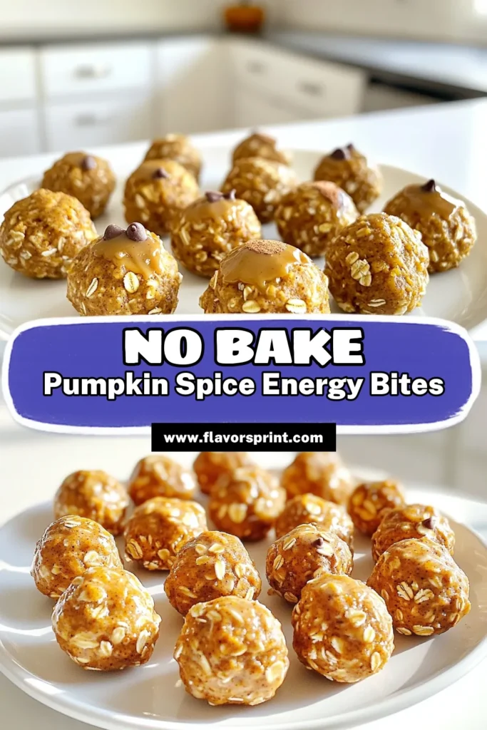 Looking for a delicious and healthy snack? Try these No-Bake Pumpkin Spice Protein Bites! Packed with wholesome ingredients like rolled oats, pumpkin puree, and nut butter, these bites are perfect for a quick energy boost. They're easy to make and require no baking at all! Click through for the full recipe and enjoy a tasty treat that’s both nutritious and satisfying. #PumpkinSpice #HealthySnacks #NoBakeRecipes #ProteinBites