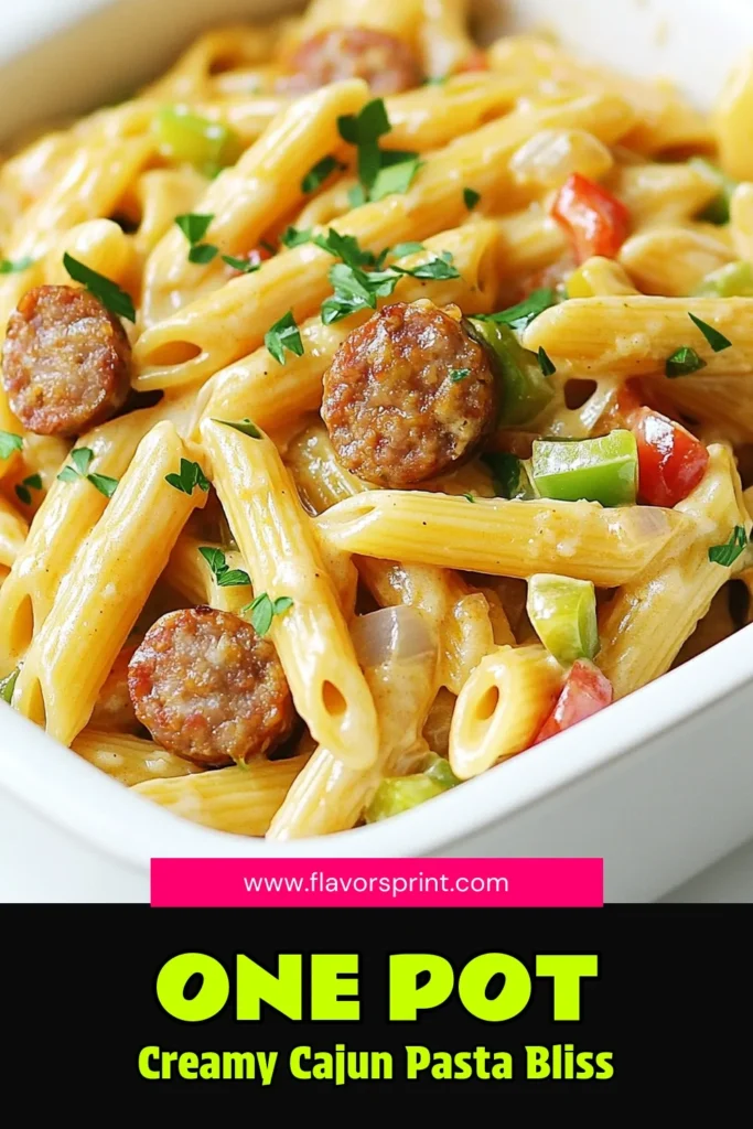 Make dinner a breeze with this One-Pot Creamy Cajun Sausage Pasta! Ready in just 30 minutes, it combines savory Cajun sausage, colorful veggies, and creamy perfection for a delightful meal everyone will love. Easy to prepare and bursting with flavor, this recipe will surely become a weeknight favorite. Click through for the full recipe and serve up some deliciousness tonight! #CajunPasta #OnePotMeal #EasyRecipes #DinnerIdeas
