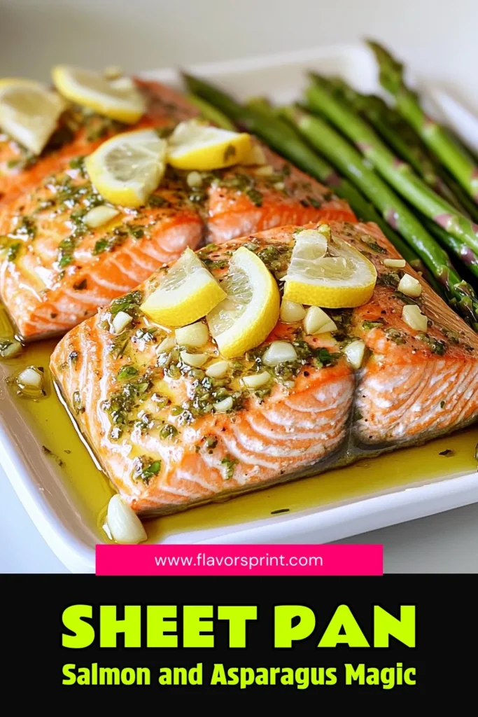 Enjoy a delicious and healthy dinner with this Garlic Herb Salmon and Asparagus Sheet Pan recipe! In just 25 minutes, you can create a flavorful meal that's perfect for busy weeknights. With tender salmon and crisp asparagus, all expertly cooked on a single sheet pan, it's both easy and satisfying. Click through for the full recipe and elevate your dinner game tonight! #SalmonRecipes #SheetPanDinner #HealthyEating #EasyRecipes