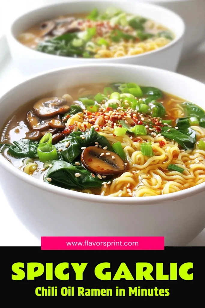 Craving a quick and flavorful meal? Try this Minute Garlic Chili Oil Ramen! This simple recipe combines instant ramen, savory garlic chili oil, and fresh veggies for a deliciously satisfying dish ready in just 15 minutes. Perfect for busy nights or a cozy lunch. Don’t miss out on the step-by-step guide that will transform your mealtime! Click to explore the full recipe now! #RamenRecipes #QuickMeals #ComfortFood #SpicyNoodles