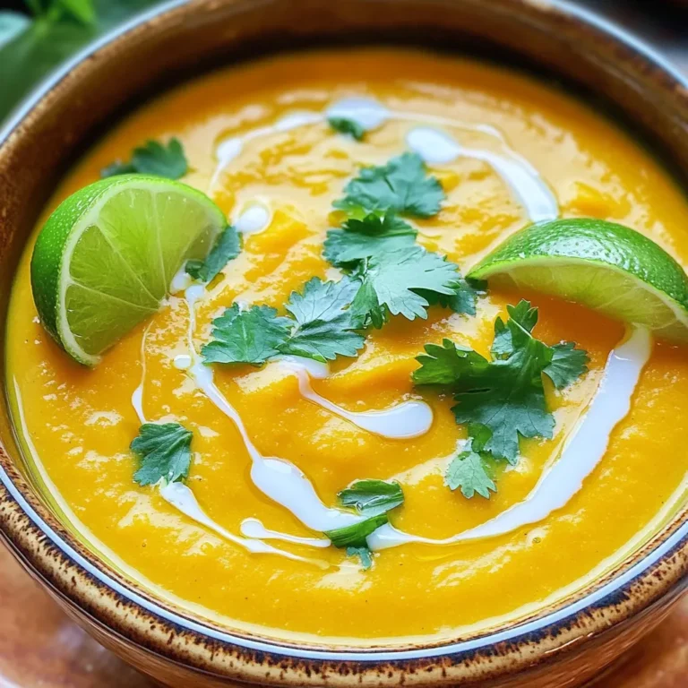 - 1 medium butternut squash, peeled and chopped - 1 can (400ml) coconut milk - 1 onion, diced - 2 cloves garlic, minced - 1 inch ginger, grated - 1 carrot, diced - 2 cups vegetable broth - 1 teaspoon ground coriander - 1 teaspoon ground cumin - Salt and pepper to taste - Fresh cilantro for garnish (optional) - Lime wedges for serving When you prepare your ingredients, keep these tips in mind: - Butternut Squash: Peel and chop the squash into small cubes. This helps it cook evenly. - Onion and Garlic: Dice the onion and mince the garlic finely. This enhances their flavors in the soup. - Ginger: Grate the ginger to release its oils. This adds a warm spice to the dish. - Carrot: Dice the carrot into small pieces for quicker cooking and even texture. - Coconut Milk: Use full-fat coconut milk for a rich and creamy soup. - Vegetable Broth: Choose low-sodium broth to control the saltiness of your soup. If you cannot find an ingredient, here are some great substitutes: - Butternut Squash: You can use pumpkin or sweet potato if needed. - Coconut Milk: Almond or cashew milk works, but the flavor will change. - Vegetable Broth: Chicken broth is a good option if you prefer a meat base. - Cilantro: If you don’t like cilantro, parsley or green onions can work as a garnish. - Spices: If you lack coriander or cumin, use curry powder for a twist. These tips will help you create a delicious slow cooker butternut squash coconut soup. Enjoy the cooking process and the tasty results! First, take your butternut squash. Peel it and chop it into small cubes. This helps it cook evenly. Next, dice one onion and mince two cloves of garlic. Grate one inch of ginger for a warm flavor. Finally, chop one carrot into small pieces. These fresh veggies create a nice base for the soup. Now, grab your slow cooker. Add the chopped butternut squash, diced onion, minced garlic, grated ginger, and diced carrot into it. Pour in one can of coconut milk and two cups of vegetable broth. Sprinkle in one teaspoon each of ground coriander and ground cumin. Finally, season with salt and pepper to fit your taste. Stir everything well to mix the flavors together. Close the lid on your slow cooker. Set it to low and let it cook for 6 to 7 hours. If you're in a hurry, you can set it on high for 3 to 4 hours. The squash should be tender when it's done. After cooking, blend the soup until it's smooth. You can use an immersion blender or a regular blender in batches. Adjust the seasoning if needed, and let it cool a bit before serving. To get a smooth soup, blend well. I like using an immersion blender. This tool makes it easy to blend right in the pot. If you don’t have one, pour the soup into a regular blender. Do this in small batches. Always let the soup cool a bit first. This keeps it safe and helps prevent spills. Taste is key! After blending, try the soup. If it needs more flavor, add salt or pepper. You can also add extra spices. A pinch of cayenne can add a nice kick. For a sweeter taste, add a touch of maple syrup or honey. Always adjust slowly, tasting as you go. This way, you can find the perfect balance for your palate. If your soup is too thick, stir in more vegetable broth or coconut milk. This will make it lighter and creamier. For a heartier texture, add cooked lentils or chickpeas. They mix well and add protein. If you prefer a chunkier soup, reserve some squash before blending. Add it back after blending for a lovely texture. {{image_2}} You can make this soup heartier by adding protein. Chickpeas are a great choice. They add a nice texture and flavor. You can also use cooked lentils. Add about one cup of either to the slow cooker. This way, you boost the soup's nutrition and make it more filling. If you like heat, try adding red pepper flakes or diced jalapeños. Start with a small amount, like half a teaspoon. You can always add more later. A splash of lime juice can also brighten the flavor and enhance the spice. Consider topping with sliced chili peppers for an extra kick! While a slow cooker is easy, you can make this soup on the stove. Start by sautéing the onion, garlic, and ginger in a pot. Then add the rest of the ingredients. Cook on medium heat until the squash is soft. Use an immersion blender to puree the soup. This method takes less time and can be just as tasty! Once you finish your delicious soup, let it cool down. Pour any leftover soup into an airtight container. Make sure to seal it tightly. Store it in the fridge for up to three days. If you want to keep it longer, freezing is a great option. To reheat your soup, you can use a pot or the microwave. If you use a pot, pour the soup in and heat on low. Stir often until it’s warm. If you use a microwave, place the soup in a microwave-safe bowl. Heat in short bursts, stirring in between, until hot throughout. Always check the temperature before serving. To freeze the soup, use freezer-safe containers or bags. Leave some space at the top for expansion. Label the container with the date. The soup can last up to three months in the freezer. To eat, thaw it in the fridge overnight. Reheat it on the stove or in the microwave as mentioned. Enjoy your tasty soup anytime! Yes, you can use fresh butternut squash. Just peel and chop it into small cubes. Fresh squash adds a great flavor and texture. It takes a bit more time to prep, but the taste is worth it! You can store the soup in the fridge for up to five days. Make sure to keep it in an airtight container. If you want to keep it longer, you can freeze it for up to three months. Just remember to leave space in the container for expansion. Yes, this soup is already dairy-free! The coconut milk gives it a creamy texture without any dairy. If you want to add more flavor, try using unsweetened coconut milk. It will keep your soup rich and delicious! This blog post covers the essentials for making slow cooker butternut squash coconut soup. We explored key ingredients, how to prepare them, and offered useful substitutes. I shared step-by-step instructions for cooking and tips for perfecting flavors and texture. You learned about variations, storage, and answered common questions. Now, you can confidently create your own delicious soup. Try different flavors and enjoy the process. Happy cooking!
